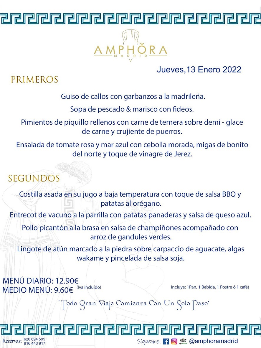MENÚS DIARIOS MENÚS DEL DÍA MENU DEL DIA DEL JUEVES 13 DE ENERO DE 2022 ALCORCÓN RESTAURANTE AMPHORA TERRAZA ALCORCÓN MADRID Av. Leganés, 54 28923 · Alcorcón · Madrid · España 91 644 39 17 620 694 595 https://youtu.be/HeULHal1yEY (Vea aquí nuestras instalaciones) https://www.amphoramadrid.com RESTAURANTE AMPHORA TERRAZA ALCORCÓN. MENUS FIN DE SEMANA ALCORCÓN, MENÚS DIARIOS ECONÓMICOS EN ALCORCÓN, MEJORES RESTAURANTES EN ALCORCÓN, TERRAZAS ALCORCON, COMER Y CENAR EN TERRAZA EN ALCORCÓN, RESTAURANTES CON TERRAZA, MEJORES TERRAZAS ALCORCÓN, COMER EN ALCORCON, RESTAURANTES GOURMET ALCORCÓN, MENUS FIN DE SEMANA ECONOMICOS ALCORCON, COMER AL AIRE LIBRE, MENUS ECONOMICOS ALCORCON, UNO DE LOS MEJORES RESTAURANTES DE ALCORCÓN Y ZONA SUR DE MADRID EN CALIDAD PRECIO. RESTAURANTE AMPHORA TERRAZA, ES UN ESPACIO GOURMET DONDE PODRÁ DEGUSTAR DEL MEJOR PRODUCTO CON UNA ELABORACIÓN CUIDADA Y CREATIVA. ADEMÁS, PODRÁ DISFRUTAR DE TODO TIPO DE BEBIDAS PREMIUM PREPARADAS POR NUESTRO BARTENDER, VERMUTS DELICIOSOS Y CERVEZAS DE CALIDAD, YA SEA EN EN EL INTERIOR DE NUESTRO RESTAURANTE O EN NUESTRA MARAVILLOSA TERRAZA. SOMOS POSIBLEMENTE UNO DE LOS MEJORES RESTAURANTES DE LA ZONA SUR EN RELACIÓN CALIDAD, PRECIO Y DECORACIÓN. #AMPHORAMADRID #TERRAZASALCORCÓN #MENUDELDIA #COMERENTERRAZA #MADRID #ALCORCÓN #TERRAZA #MENÚSDELDÍAALCORCÓN #MENÚDELDÍARESTAURANTES #COMERENALCORCÓN #MEJORESRESTAURANTESALCORCÓN #MENÚSECONÓMICOS #RESTAURANTESRECOMENDABLES #RESTAURANTESGOURMET #MENÚSECONÓMICOSALCORCÓN #COMERALAIRELIBRE #COMIDASCENASTERRAZASALCORCON #MENÚSDIARIOSALCORCÓN #MENÚDELDÍAHOY #CENARENTERRAZA #TERRAZASCONENCANTO #RESTAURANTESCONTERRAZA #CENARENALCORCÓN #MEJORESRESTAURANTES #RESTAURANTESCOPASALCORCÓN #COPASPREMIUMALCORCÓN #VERMUTALCORCÓN #GASTROBARALCORCÓN #CARNEBUEYALCORCONPARRILLABRASA #MENUECONÓMICO #GASTROBAR #MEJORTERRAZADEALCORCÓN #MENÚSVIERNESALCORCÓN #MENÚSABADOALCORCÓN #MENÚSDOMINGOALCORCÓN #MENÚSLUNESALCORCÓN #MENÚSMARTESALCORCÓN #MENÚSMIÉRCOLESALCORCÓN #MENÚSJUEVESALCORCÓN MEJOR CARNE A LA PARRILLA ALCORCÓN TOMAHAWK CARNE BUEY AUTÉNTICO ALCORCÓN RESTAURANTES PREMIUN LUJO COMIDA CREATIVA ELABORADA RESTAURANTE AMPHORA TERRAZA EN ALCORCÓN (MADRID) GASTROBAR ALCORCÓN MENÚS ECONÓMICOS DIARIOS DEL DÍA MENUS FIN DE SEMANA DE CALIDAD MEJOR MENÚ FIN DE SEMANA ALCORCÓN COMER CENAR EN TERRAZA TERRAZAS ZONA SUR COMIDAS AIRE LIBRE MEJOR CARNE PARRILLA ALCORCÓN.