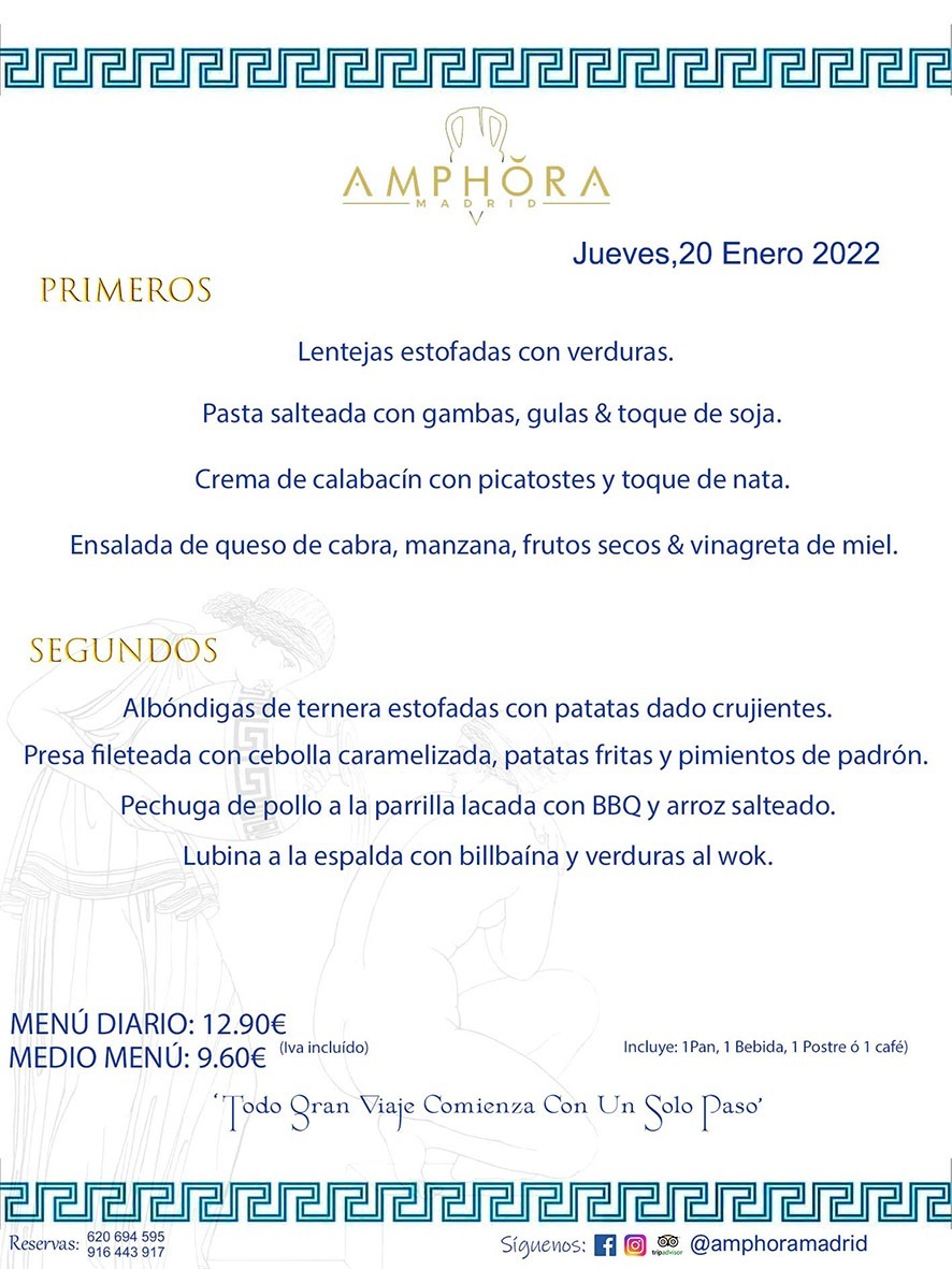 MENÚS DIARIOS MENÚS DEL DÍA MENU DEL DIA DEL JUEVES 20 DE ENERO DE 2022 ALCORCÓN RESTAURANTE AMPHORA TERRAZA ALCORCÓN MADRID Av. Leganés, 54 28923 · Alcorcón · Madrid · España 91 644 39 17 620 694 595 https://youtu.be/HeULHal1yEY (Vea aquí nuestras instalaciones) https://www.amphoramadrid.com RESTAURANTE AMPHORA TERRAZA ALCORCÓN. MENUS FIN DE SEMANA ALCORCÓN, MENÚS DIARIOS ECONÓMICOS EN ALCORCÓN, MEJORES RESTAURANTES EN ALCORCÓN, TERRAZAS ALCORCON, COMER Y CENAR EN TERRAZA EN ALCORCÓN, RESTAURANTES CON TERRAZA, MEJORES TERRAZAS ALCORCÓN, COMER EN ALCORCON, RESTAURANTES GOURMET ALCORCÓN, MENUS FIN DE SEMANA ECONOMICOS ALCORCON, COMER AL AIRE LIBRE, MENUS ECONOMICOS ALCORCON, UNO DE LOS MEJORES RESTAURANTES DE ALCORCÓN Y ZONA SUR DE MADRID EN CALIDAD PRECIO. RESTAURANTE AMPHORA TERRAZA, ES UN ESPACIO GOURMET DONDE PODRÁ DEGUSTAR DEL MEJOR PRODUCTO CON UNA ELABORACIÓN CUIDADA Y CREATIVA. ADEMÁS, PODRÁ DISFRUTAR DE TODO TIPO DE BEBIDAS PREMIUM PREPARADAS POR NUESTRO BARTENDER, VERMUTS DELICIOSOS Y CERVEZAS DE CALIDAD, YA SEA EN EN EL INTERIOR DE NUESTRO RESTAURANTE O EN NUESTRA MARAVILLOSA TERRAZA. SOMOS POSIBLEMENTE UNO DE LOS MEJORES RESTAURANTES DE LA ZONA SUR EN RELACIÓN CALIDAD, PRECIO Y DECORACIÓN. #AMPHORAMADRID #TERRAZASALCORCÓN #MENUDELDIA #COMERENTERRAZA #MADRID #ALCORCÓN #TERRAZA #MENÚSDELDÍAALCORCÓN #MENÚDELDÍARESTAURANTES #COMERENALCORCÓN #MEJORESRESTAURANTESALCORCÓN #MENÚSECONÓMICOS #RESTAURANTESRECOMENDABLES #RESTAURANTESGOURMET #MENÚSECONÓMICOSALCORCÓN #COMERALAIRELIBRE #COMIDASCENASTERRAZASALCORCON #MENÚSDIARIOSALCORCÓN #MENÚDELDÍAHOY #CENARENTERRAZA #TERRAZASCONENCANTO #RESTAURANTESCONTERRAZA #CENARENALCORCÓN #MEJORESRESTAURANTES #RESTAURANTESCOPASALCORCÓN #COPASPREMIUMALCORCÓN #VERMUTALCORCÓN #GASTROBARALCORCÓN #CARNEBUEYALCORCONPARRILLABRASA #MENUECONÓMICO #GASTROBAR #MEJORTERRAZADEALCORCÓN #MENÚSVIERNESALCORCÓN #MENÚSABADOALCORCÓN #MENÚSDOMINGOALCORCÓN #MENÚSLUNESALCORCÓN #MENÚSMARTESALCORCÓN #MENÚSMIÉRCOLESALCORCÓN #MENÚSJUEVESALCORCÓN MEJOR CARNE A LA PARRILLA ALCORCÓN TOMAHAWK CARNE BUEY AUTÉNTICO ALCORCÓN RESTAURANTES PREMIUN LUJO COMIDA CREATIVA ELABORADA RESTAURANTE AMPHORA TERRAZA EN ALCORCÓN (MADRID) GASTROBAR ALCORCÓN MENÚS ECONÓMICOS DIARIOS DEL DÍA MENUS FIN DE SEMANA DE CALIDAD MEJOR MENÚ FIN DE SEMANA ALCORCÓN COMER CENAR EN TERRAZA TERRAZAS ZONA SUR COMIDAS AIRE LIBRE MEJOR CARNE PARRILLA ALCORCÓN.