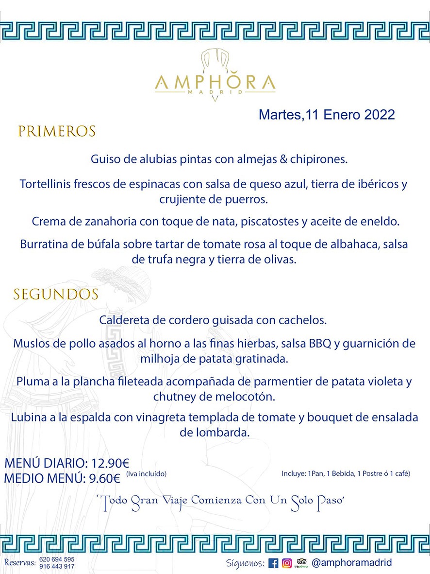 MENÚS DIARIOS MENÚS DEL DÍA MENU DEL DIA DEL MARTES 11 DE ENERO DE 2022 ALCORCÓN RESTAURANTE AMPHORA TERRAZA ALCORCÓN MADRID Av. Leganés, 54 28923 · Alcorcón · Madrid · España 91 644 39 17 620 694 595 https://youtu.be/HeULHal1yEY (Vea aquí nuestras instalaciones) https://www.amphoramadrid.com RESTAURANTE AMPHORA TERRAZA ALCORCÓN. MENUS FIN DE SEMANA ALCORCÓN, MENÚS DIARIOS ECONÓMICOS EN ALCORCÓN, MEJORES RESTAURANTES EN ALCORCÓN, TERRAZAS ALCORCON, COMER Y CENAR EN TERRAZA EN ALCORCÓN, RESTAURANTES CON TERRAZA, MEJORES TERRAZAS ALCORCÓN, COMER EN ALCORCON, RESTAURANTES GOURMET ALCORCÓN, MENUS FIN DE SEMANA ECONOMICOS ALCORCON, COMER AL AIRE LIBRE, MENUS ECONOMICOS ALCORCON, UNO DE LOS MEJORES RESTAURANTES DE ALCORCÓN Y ZONA SUR DE MADRID EN CALIDAD PRECIO. RESTAURANTE AMPHORA TERRAZA, ES UN ESPACIO GOURMET DONDE PODRÁ DEGUSTAR DEL MEJOR PRODUCTO CON UNA ELABORACIÓN CUIDADA Y CREATIVA. ADEMÁS, PODRÁ DISFRUTAR DE TODO TIPO DE BEBIDAS PREMIUM PREPARADAS POR NUESTRO BARTENDER, VERMUTS DELICIOSOS Y CERVEZAS DE CALIDAD, YA SEA EN EN EL INTERIOR DE NUESTRO RESTAURANTE O EN NUESTRA MARAVILLOSA TERRAZA. SOMOS POSIBLEMENTE UNO DE LOS MEJORES RESTAURANTES DE LA ZONA SUR EN RELACIÓN CALIDAD, PRECIO Y DECORACIÓN. #AMPHORAMADRID #TERRAZASALCORCÓN #MENUDELDIA #COMERENTERRAZA #MADRID #ALCORCÓN #TERRAZA #MENÚSDELDÍAALCORCÓN #MENÚDELDÍARESTAURANTES #COMERENALCORCÓN #MEJORESRESTAURANTESALCORCÓN #MENÚSECONÓMICOS #RESTAURANTESRECOMENDABLES #RESTAURANTESGOURMET #MENÚSECONÓMICOSALCORCÓN #COMERALAIRELIBRE #COMIDASCENASTERRAZASALCORCON #MENÚSDIARIOSALCORCÓN #MENÚDELDÍAHOY #CENARENTERRAZA #TERRAZASCONENCANTO #RESTAURANTESCONTERRAZA #CENARENALCORCÓN #MEJORESRESTAURANTES #RESTAURANTESCOPASALCORCÓN #COPASPREMIUMALCORCÓN #VERMUTALCORCÓN #GASTROBARALCORCÓN #CARNEBUEYALCORCONPARRILLABRASA #MENUECONÓMICO #GASTROBAR #MEJORTERRAZADEALCORCÓN #MENÚSVIERNESALCORCÓN #MENÚSABADOALCORCÓN #MENÚSDOMINGOALCORCÓN #MENÚSLUNESALCORCÓN #MENÚSMARTESALCORCÓN #MENÚSMIÉRCOLESALCORCÓN #MENÚSJUEVESALCORCÓN MEJOR CARNE A LA PARRILLA ALCORCÓN TOMAHAWK CARNE BUEY AUTÉNTICO ALCORCÓN RESTAURANTES PREMIUN LUJO COMIDA CREATIVA ELABORADA RESTAURANTE AMPHORA TERRAZA EN ALCORCÓN (MADRID) GASTROBAR ALCORCÓN MENÚS ECONÓMICOS DIARIOS DEL DÍA MENUS FIN DE SEMANA DE CALIDAD MEJOR MENÚ FIN DE SEMANA ALCORCÓN COMER CENAR EN TERRAZA TERRAZAS ZONA SUR COMIDAS AIRE LIBRE MEJOR CARNE PARRILLA ALCORCÓN.