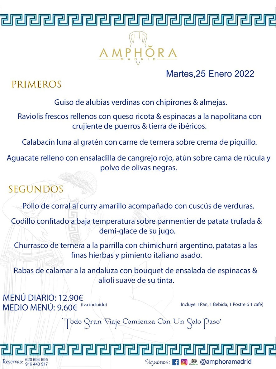 MENÚS DIARIOS MENÚS DEL DÍA MENU DEL DIA DEL MARTES 25 DE ENERO DE 2022 ALCORCÓN RESTAURANTE AMPHORA TERRAZA ALCORCÓN MADRID Av. Leganés, 54 28923 · Alcorcón · Madrid · España 91 644 39 17 620 694 595 https://youtu.be/HeULHal1yEY (Vea aquí nuestras instalaciones) https://www.amphoramadrid.com RESTAURANTE AMPHORA TERRAZA ALCORCÓN. MENUS FIN DE SEMANA ALCORCÓN, MENÚS DIARIOS ECONÓMICOS EN ALCORCÓN, MEJORES RESTAURANTES EN ALCORCÓN, TERRAZAS ALCORCON, COMER Y CENAR EN TERRAZA EN ALCORCÓN, RESTAURANTES CON TERRAZA, MEJORES TERRAZAS ALCORCÓN, COMER EN ALCORCON, RESTAURANTES GOURMET ALCORCÓN, MENUS FIN DE SEMANA ECONOMICOS ALCORCON, COMER AL AIRE LIBRE, MENUS ECONOMICOS ALCORCON, UNO DE LOS MEJORES RESTAURANTES DE ALCORCÓN Y ZONA SUR DE MADRID EN CALIDAD PRECIO. RESTAURANTE AMPHORA TERRAZA, ES UN ESPACIO GOURMET DONDE PODRÁ DEGUSTAR DEL MEJOR PRODUCTO CON UNA ELABORACIÓN CUIDADA Y CREATIVA. ADEMÁS, PODRÁ DISFRUTAR DE TODO TIPO DE BEBIDAS PREMIUM PREPARADAS POR NUESTRO BARTENDER, VERMUTS DELICIOSOS Y CERVEZAS DE CALIDAD, YA SEA EN EN EL INTERIOR DE NUESTRO RESTAURANTE O EN NUESTRA MARAVILLOSA TERRAZA. SOMOS POSIBLEMENTE UNO DE LOS MEJORES RESTAURANTES DE LA ZONA SUR EN RELACIÓN CALIDAD, PRECIO Y DECORACIÓN. #AMPHORAMADRID #TERRAZASALCORCÓN #MENUDELDIA #COMERENTERRAZA #MADRID #ALCORCÓN #TERRAZA #MENÚSDELDÍAALCORCÓN #MENÚDELDÍARESTAURANTES #COMERENALCORCÓN #MEJORESRESTAURANTESALCORCÓN #MENÚSECONÓMICOS #RESTAURANTESRECOMENDABLES #RESTAURANTESGOURMET #MENÚSECONÓMICOSALCORCÓN #COMERALAIRELIBRE #COMIDASCENASTERRAZASALCORCON #MENÚSDIARIOSALCORCÓN #MENÚDELDÍAHOY #CENARENTERRAZA #TERRAZASCONENCANTO #RESTAURANTESCONTERRAZA #CENARENALCORCÓN #MEJORESRESTAURANTES #RESTAURANTESCOPASALCORCÓN #COPASPREMIUMALCORCÓN #VERMUTALCORCÓN #GASTROBARALCORCÓN #CARNEBUEYALCORCONPARRILLABRASA #MENUECONÓMICO #GASTROBAR #MEJORTERRAZADEALCORCÓN #MENÚSVIERNESALCORCÓN #MENÚSABADOALCORCÓN #MENÚSDOMINGOALCORCÓN #MENÚSLUNESALCORCÓN #MENÚSMARTESALCORCÓN #MENÚSMIÉRCOLESALCORCÓN #MENÚSJUEVESALCORCÓN MEJOR CARNE A LA PARRILLA ALCORCÓN TOMAHAWK CARNE BUEY AUTÉNTICO ALCORCÓN RESTAURANTES PREMIUN LUJO COMIDA CREATIVA ELABORADA RESTAURANTE AMPHORA TERRAZA EN ALCORCÓN (MADRID) GASTROBAR ALCORCÓN MENÚS ECONÓMICOS DIARIOS DEL DÍA MENUS FIN DE SEMANA DE CALIDAD MEJOR MENÚ FIN DE SEMANA ALCORCÓN COMER CENAR EN TERRAZA TERRAZAS ZONA SUR COMIDAS AIRE LIBRE MEJOR CARNE PARRILLA ALCORCÓN.