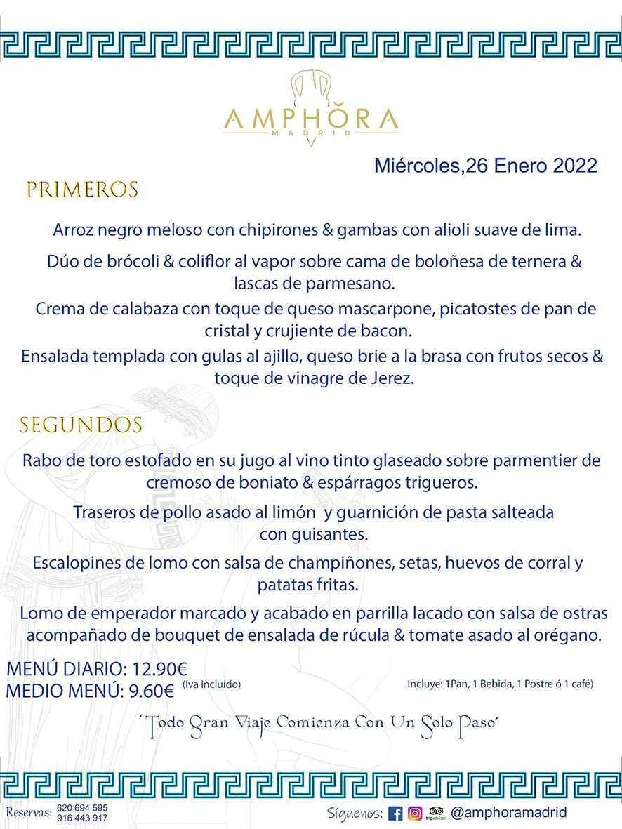 MENÚS DIARIOS MENÚS DEL DÍA MENU DEL DIA DEL MIÉRCOLES 26 DE ENERO DE 2022 ALCORCÓN RESTAURANTE AMPHORA TERRAZA ALCORCÓN MADRID Av. Leganés, 54 28923 · Alcorcón · Madrid · España 91 644 39 17 620 694 595 https://youtu.be/HeULHal1yEY (Vea aquí nuestras instalaciones) https://www.amphoramadrid.com RESTAURANTE AMPHORA TERRAZA ALCORCÓN. MENUS FIN DE SEMANA ALCORCÓN, MENÚS DIARIOS ECONÓMICOS EN ALCORCÓN, MEJORES RESTAURANTES EN ALCORCÓN, TERRAZAS ALCORCON, COMER Y CENAR EN TERRAZA EN ALCORCÓN, RESTAURANTES CON TERRAZA, MEJORES TERRAZAS ALCORCÓN, COMER EN ALCORCON, RESTAURANTES GOURMET ALCORCÓN, MENUS FIN DE SEMANA ECONOMICOS ALCORCON, COMER AL AIRE LIBRE, MENUS ECONOMICOS ALCORCON, UNO DE LOS MEJORES RESTAURANTES DE ALCORCÓN Y ZONA SUR DE MADRID EN CALIDAD PRECIO. RESTAURANTE AMPHORA TERRAZA, ES UN ESPACIO GOURMET DONDE PODRÁ DEGUSTAR DEL MEJOR PRODUCTO CON UNA ELABORACIÓN CUIDADA Y CREATIVA. ADEMÁS, PODRÁ DISFRUTAR DE TODO TIPO DE BEBIDAS PREMIUM PREPARADAS POR NUESTRO BARTENDER, VERMUTS DELICIOSOS Y CERVEZAS DE CALIDAD, YA SEA EN EN EL INTERIOR DE NUESTRO RESTAURANTE O EN NUESTRA MARAVILLOSA TERRAZA. SOMOS POSIBLEMENTE UNO DE LOS MEJORES RESTAURANTES DE LA ZONA SUR EN RELACIÓN CALIDAD, PRECIO Y DECORACIÓN. #AMPHORAMADRID #TERRAZASALCORCÓN #MENUDELDIA #COMERENTERRAZA #MADRID #ALCORCÓN #TERRAZA #MENÚSDELDÍAALCORCÓN #MENÚDELDÍARESTAURANTES #COMERENALCORCÓN #MEJORESRESTAURANTESALCORCÓN #MENÚSECONÓMICOS #RESTAURANTESRECOMENDABLES #RESTAURANTESGOURMET #MENÚSECONÓMICOSALCORCÓN #COMERALAIRELIBRE #COMIDASCENASTERRAZASALCORCON #MENÚSDIARIOSALCORCÓN #MENÚDELDÍAHOY #CENARENTERRAZA #TERRAZASCONENCANTO #RESTAURANTESCONTERRAZA #CENARENALCORCÓN #MEJORESRESTAURANTES #RESTAURANTESCOPASALCORCÓN #COPASPREMIUMALCORCÓN #VERMUTALCORCÓN #GASTROBARALCORCÓN #CARNEBUEYALCORCONPARRILLABRASA #MENUECONÓMICO #GASTROBAR #MEJORTERRAZADEALCORCÓN #MENÚSVIERNESALCORCÓN #MENÚSABADOALCORCÓN #MENÚSDOMINGOALCORCÓN #MENÚSLUNESALCORCÓN #MENÚSMARTESALCORCÓN #MENÚSMIÉRCOLESALCORCÓN #MENÚSJUEVESALCORCÓN MEJOR CARNE A LA PARRILLA ALCORCÓN TOMAHAWK CARNE BUEY AUTÉNTICO ALCORCÓN RESTAURANTES PREMIUN LUJO COMIDA CREATIVA ELABORADA RESTAURANTE AMPHORA TERRAZA EN ALCORCÓN (MADRID) GASTROBAR ALCORCÓN MENÚS ECONÓMICOS DIARIOS DEL DÍA MENUS FIN DE SEMANA DE CALIDAD MEJOR MENÚ FIN DE SEMANA ALCORCÓN COMER CENAR EN TERRAZA TERRAZAS ZONA SUR COMIDAS AIRE LIBRE MEJOR CARNE PARRILLA ALCORCÓN.