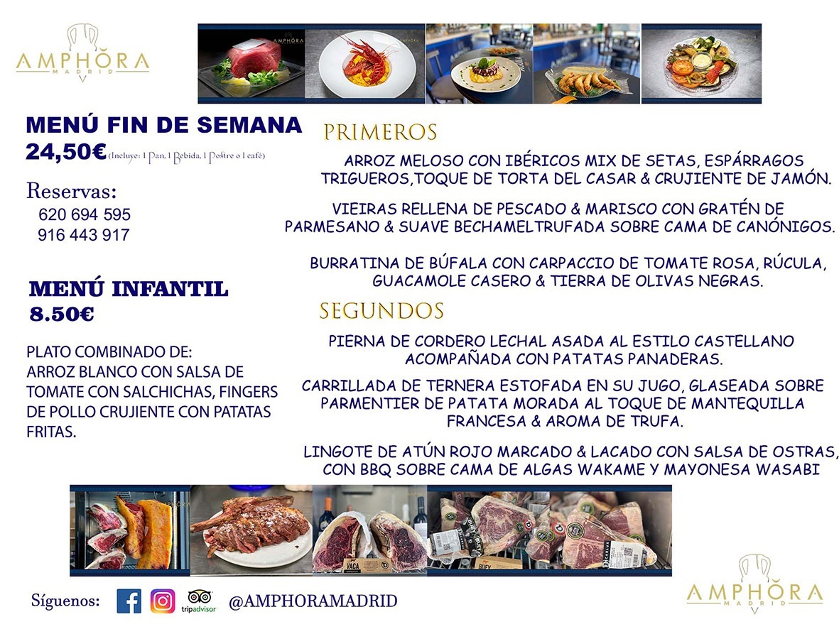 MENÚS FIN DE SEMANA ECONOMICOS DIARIOS MENÚ DEL DÍA SÁBADO 12 Y DOMINGO 13 DE FEBRERO DE 2022 ALCORCÓN RESTAURANTE AMPHORA TERRAZA ALCORCÓN MADRID Av. Leganés, 54 28923 · Alcorcón · Madrid · España 91 644 39 17 620 694 595 https://youtu.be/HeULHal1yEY (Vea aquí nuestras instalaciones) https://www.amphoramadrid.com RESTAURANTE AMPHORA TERRAZA ALCORCÓN. MENUS FIN DE SEMANA ALCORCÓN, MENÚS DIARIOS ECONÓMICOS EN ALCORCÓN, MEJORES RESTAURANTES EN ALCORCÓN, TERRAZAS ALCORCON, COMER Y CENAR EN TERRAZA EN ALCORCÓN, RESTAURANTES CON TERRAZA, MEJORES TERRAZAS ALCORCÓN, COMER EN ALCORCON, RESTAURANTES GOURMET ALCORCÓN, MENUS FIN DE SEMANA ECONOMICOS ALCORCON, COMER AL AIRE LIBRE, MENUS ECONOMICOS ALCORCON, UNO DE LOS MEJORES RESTAURANTES DE ALCORCÓN Y ZONA SUR DE MADRID EN CALIDAD PRECIO. RESTAURANTE AMPHORA TERRAZA, ES UN ESPACIO GOURMET DONDE PODRÁ DEGUSTAR DEL MEJOR PRODUCTO CON UNA ELABORACIÓN CUIDADA Y CREATIVA. ADEMÁS, PODRÁ DISFRUTAR DE TODO TIPO DE BEBIDAS PREMIUM PREPARADAS POR NUESTRO BARTENDER, VERMUTS DELICIOSOS Y CERVEZAS DE CALIDAD, YA SEA EN EN EL INTERIOR DE NUESTRO RESTAURANTE O EN NUESTRA MARAVILLOSA TERRAZA. SOMOS POSIBLEMENTE UNO DE LOS MEJORES RESTAURANTES DE LA ZONA SUR EN RELACIÓN CALIDAD, PRECIO Y DECORACIÓN. #AMPHORAMADRID #TERRAZASALCORCÓN #MENUDELDIA #COMERENTERRAZA #MADRID #ALCORCÓN #TERRAZA #MENÚSDELDÍAALCORCÓN #MENÚDELDÍARESTAURANTES #COMERENALCORCÓN #MEJORESRESTAURANTESALCORCÓN #MENÚSECONÓMICOS #RESTAURANTESRECOMENDABLES #RESTAURANTESGOURMET #MENÚSECONÓMICOSALCORCÓN #COMERALAIRELIBRE #COMIDASCENASTERRAZASALCORCON #MENÚSDIARIOSALCORCÓN #MENÚDELDÍAHOY #CENARENTERRAZA #TERRAZASCONENCANTO #RESTAURANTESCONTERRAZA #CENARENALCORCÓN #MEJORESRESTAURANTES #RESTAURANTESCOPASALCORCÓN #COPASPREMIUMALCORCÓN #VERMUTALCORCÓN #GASTROBARALCORCÓN #CARNEBUEYALCORCONPARRILLABRASA #MENUECONÓMICO #GASTROBAR #MEJORTERRAZADEALCORCÓN #MENÚSVIERNESALCORCÓN #MENÚSABADOALCORCÓN #MENÚSDOMINGOALCORCÓN #MENÚSLUNESALCORCÓN #MENÚSMARTESALCORCÓN #MENÚSMIÉRCOLESALCORCÓN #MENÚSJUEVESALCORCÓN MEJOR CARNE A LA PARRILLA ALCORCÓN TOMAHAWK CARNE BUEY AUTÉNTICO ALCORCÓN RESTAURANTES PREMIUN LUJO COMIDA CREATIVA ELABORADA RESTAURANTE AMPHORA TERRAZA EN ALCORCÓN (MADRID) GASTROBAR ALCORCÓN MENÚS ECONÓMICOS DIARIOS DEL DÍA MENUS FIN DE SEMANA DE CALIDAD MEJOR MENÚ FIN DE SEMANA ALCORCÓN COMER CENAR EN TERRAZA TERRAZAS ZONA SUR COMIDAS AIRE LIBRE MEJOR CARNE PARRILLA ALCORCÓN.