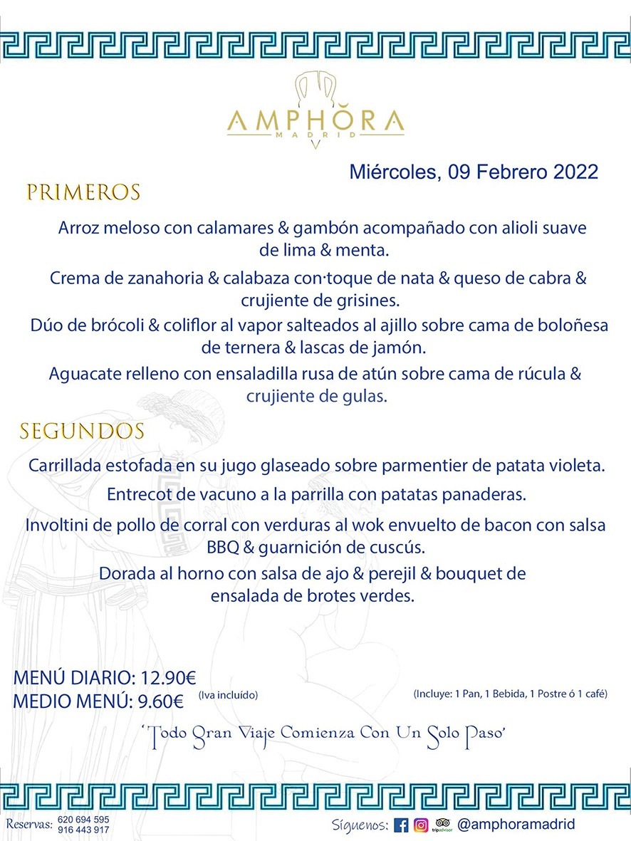 MENÚS DIARIOS MENÚS DEL DÍA MENU DEL DIA DEL MIÉRCOLES 9 DE FEBRERO DE 2022 ALCORCÓN RESTAURANTE AMPHORA TERRAZA ALCORCÓN MADRID Av. Leganés, 54 28923 · Alcorcón · Madrid · España 91 644 39 17 620 694 595 https://youtu.be/HeULHal1yEY (Vea aquí nuestras instalaciones) https://www.amphoramadrid.com RESTAURANTE AMPHORA TERRAZA ALCORCÓN. MENUS FIN DE SEMANA ALCORCÓN, MENÚS DIARIOS ECONÓMICOS EN ALCORCÓN, MEJORES RESTAURANTES EN ALCORCÓN, TERRAZAS ALCORCON, COMER Y CENAR EN TERRAZA EN ALCORCÓN, RESTAURANTES CON TERRAZA, MEJORES TERRAZAS ALCORCÓN, COMER EN ALCORCON, RESTAURANTES GOURMET ALCORCÓN, MENUS FIN DE SEMANA ECONOMICOS ALCORCON, COMER AL AIRE LIBRE, MENUS ECONOMICOS ALCORCON, UNO DE LOS MEJORES RESTAURANTES DE ALCORCÓN Y ZONA SUR DE MADRID EN CALIDAD PRECIO. RESTAURANTE AMPHORA TERRAZA, ES UN ESPACIO GOURMET DONDE PODRÁ DEGUSTAR DEL MEJOR PRODUCTO CON UNA ELABORACIÓN CUIDADA Y CREATIVA. ADEMÁS, PODRÁ DISFRUTAR DE TODO TIPO DE BEBIDAS PREMIUM PREPARADAS POR NUESTRO BARTENDER, VERMUTS DELICIOSOS Y CERVEZAS DE CALIDAD, YA SEA EN EN EL INTERIOR DE NUESTRO RESTAURANTE O EN NUESTRA MARAVILLOSA TERRAZA. SOMOS POSIBLEMENTE UNO DE LOS MEJORES RESTAURANTES DE LA ZONA SUR EN RELACIÓN CALIDAD, PRECIO Y DECORACIÓN. #AMPHORAMADRID #TERRAZASALCORCÓN #MENUDELDIA #COMERENTERRAZA #MADRID #ALCORCÓN #TERRAZA #MENÚSDELDÍAALCORCÓN #MENÚDELDÍARESTAURANTES #COMERENALCORCÓN #MEJORESRESTAURANTESALCORCÓN #MENÚSECONÓMICOS #RESTAURANTESRECOMENDABLES #RESTAURANTESGOURMET #MENÚSECONÓMICOSALCORCÓN #COMERALAIRELIBRE #COMIDASCENASTERRAZASALCORCON #MENÚSDIARIOSALCORCÓN #MENÚDELDÍAHOY #CENARENTERRAZA #TERRAZASCONENCANTO #RESTAURANTESCONTERRAZA #CENARENALCORCÓN #MEJORESRESTAURANTES #RESTAURANTESCOPASALCORCÓN #COPASPREMIUMALCORCÓN #VERMUTALCORCÓN #GASTROBARALCORCÓN #CARNEBUEYALCORCONPARRILLABRASA #MENUECONÓMICO #GASTROBAR #MEJORTERRAZADEALCORCÓN #MENÚSVIERNESALCORCÓN #MENÚSABADOALCORCÓN #MENÚSDOMINGOALCORCÓN #MENÚSLUNESALCORCÓN #MENÚSMARTESALCORCÓN #MENÚSMIÉRCOLESALCORCÓN #MENÚSJUEVESALCORCÓN MEJOR CARNE A LA PARRILLA ALCORCÓN TOMAHAWK CARNE BUEY AUTÉNTICO ALCORCÓN RESTAURANTES PREMIUN LUJO COMIDA CREATIVA ELABORADA RESTAURANTE AMPHORA TERRAZA EN ALCORCÓN (MADRID) GASTROBAR ALCORCÓN MENÚS ECONÓMICOS DIARIOS DEL DÍA MENUS FIN DE SEMANA DE CALIDAD MEJOR MENÚ FIN DE SEMANA ALCORCÓN COMER CENAR EN TERRAZA TERRAZAS ZONA SUR COMIDAS AIRE LIBRE MEJOR CARNE PARRILLA ALCORCÓN.