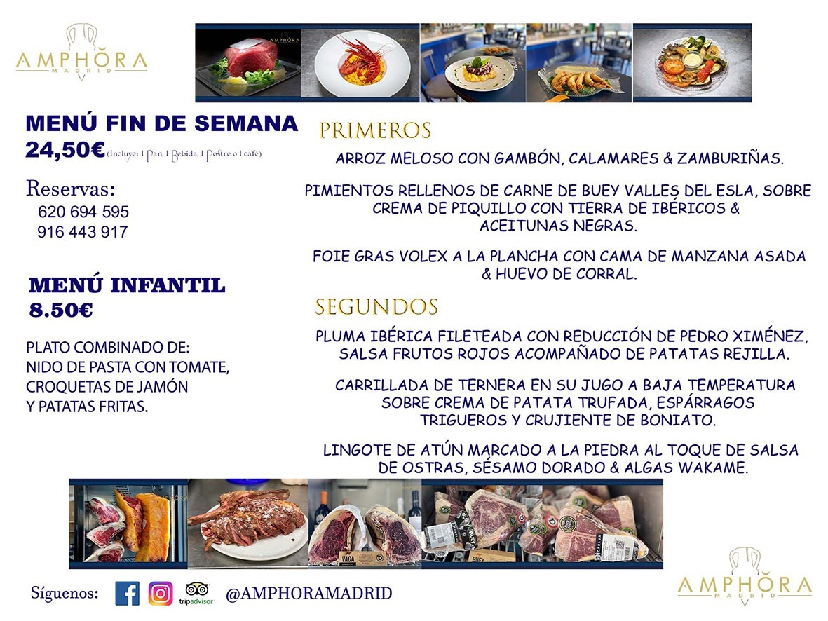 MENÚS FIN DE SEMANA ECONOMICOS DIARIOS MENÚ DEL DÍA SÁBADO 12 Y DOMINGO 13 DE MARZO DE 2022 ALCORCÓN RESTAURANTE AMPHORA TERRAZA ALCORCÓN MADRID Av. Leganés, 54 28923 · Alcorcón · Madrid · España 91 644 39 17 620 694 595 https://youtu.be/HeULHal1yEY (Vea aquí nuestras instalaciones) https://www.amphoramadrid.com RESTAURANTE AMPHORA TERRAZA ALCORCÓN. MENUS FIN DE SEMANA ALCORCÓN, MENÚS DIARIOS ECONÓMICOS EN ALCORCÓN, MEJORES RESTAURANTES EN ALCORCÓN, TERRAZAS ALCORCON, COMER Y CENAR EN TERRAZA EN ALCORCÓN, RESTAURANTES CON TERRAZA, MEJORES TERRAZAS ALCORCÓN, COMER EN ALCORCON, RESTAURANTES GOURMET ALCORCÓN, MENUS FIN DE SEMANA ECONOMICOS ALCORCON, COMER AL AIRE LIBRE, MENUS ECONOMICOS ALCORCON, UNO DE LOS MEJORES RESTAURANTES DE ALCORCÓN Y ZONA SUR DE MADRID EN CALIDAD PRECIO. RESTAURANTE AMPHORA TERRAZA, ES UN ESPACIO GOURMET DONDE PODRÁ DEGUSTAR DEL MEJOR PRODUCTO CON UNA ELABORACIÓN CUIDADA Y CREATIVA. ADEMÁS, PODRÁ DISFRUTAR DE TODO TIPO DE BEBIDAS PREMIUM PREPARADAS POR NUESTRO BARTENDER, VERMUTS DELICIOSOS Y CERVEZAS DE CALIDAD, YA SEA EN EN EL INTERIOR DE NUESTRO RESTAURANTE O EN NUESTRA MARAVILLOSA TERRAZA. SOMOS POSIBLEMENTE UNO DE LOS MEJORES RESTAURANTES DE LA ZONA SUR EN RELACIÓN CALIDAD, PRECIO Y DECORACIÓN. #AMPHORAMADRID #TERRAZASALCORCÓN #MENUDELDIA #COMERENTERRAZA #MADRID #ALCORCÓN #TERRAZA #MENÚSDELDÍAALCORCÓN #MENÚDELDÍARESTAURANTES #COMERENALCORCÓN #MEJORESRESTAURANTESALCORCÓN #MENÚSECONÓMICOS #RESTAURANTESRECOMENDABLES #RESTAURANTESGOURMET #MENÚSECONÓMICOSALCORCÓN #COMERALAIRELIBRE #COMIDASCENASTERRAZASALCORCON #MENÚSDIARIOSALCORCÓN #MENÚDELDÍAHOY #CENARENTERRAZA #TERRAZASCONENCANTO #RESTAURANTESCONTERRAZA #CENARENALCORCÓN #MEJORESRESTAURANTES #RESTAURANTESCOPASALCORCÓN #COPASPREMIUMALCORCÓN #VERMUTALCORCÓN #GASTROBARALCORCÓN #CARNEBUEYALCORCONPARRILLABRASA #MENUECONÓMICO #GASTROBAR #MEJORTERRAZADEALCORCÓN #MENÚSVIERNESALCORCÓN #MENÚSABADOALCORCÓN #MENÚSDOMINGOALCORCÓN #MENÚSLUNESALCORCÓN #MENÚSMARTESALCORCÓN #MENÚSMIÉRCOLESALCORCÓN #MENÚSJUEVESALCORCÓN MEJOR CARNE A LA PARRILLA ALCORCÓN TOMAHAWK CARNE BUEY AUTÉNTICO ALCORCÓN RESTAURANTES PREMIUN LUJO COMIDA CREATIVA ELABORADA RESTAURANTE AMPHORA TERRAZA EN ALCORCÓN (MADRID) GASTROBAR ALCORCÓN MENÚS ECONÓMICOS DIARIOS DEL DÍA MENUS FIN DE SEMANA DE CALIDAD MEJOR MENÚ FIN DE SEMANA ALCORCÓN COMER CENAR EN TERRAZA TERRAZAS ZONA SUR COMIDAS AIRE LIBRE MEJOR CARNE PARRILLA ALCORCÓN.