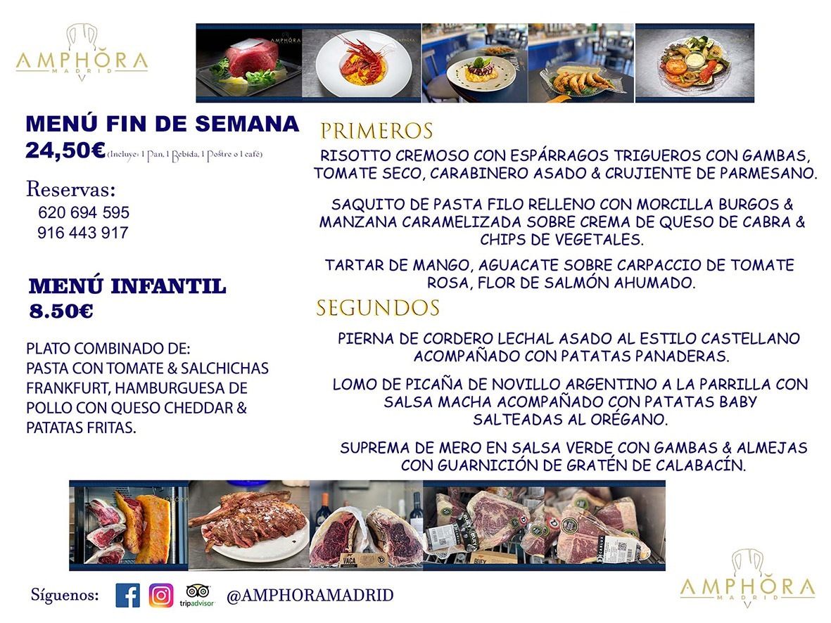 MENÚS FIN DE SEMANA ECONOMICOS DIARIOS MENÚ DEL DÍA SÁBADO 19 Y DOMINGO 20 DE MARZO DE 2022 ALCORCÓN RESTAURANTE AMPHORA TERRAZA ALCORCÓN MADRID Av. Leganés, 54 28923 · Alcorcón · Madrid · España 91 644 39 17 620 694 595 https://youtu.be/HeULHal1yEY (Vea aquí nuestras instalaciones) https://www.amphoramadrid.com RESTAURANTE AMPHORA TERRAZA ALCORCÓN. MENUS FIN DE SEMANA ALCORCÓN, MENÚS DIARIOS ECONÓMICOS EN ALCORCÓN, MEJORES RESTAURANTES EN ALCORCÓN, TERRAZAS ALCORCON, COMER Y CENAR EN TERRAZA EN ALCORCÓN, RESTAURANTES CON TERRAZA, MEJORES TERRAZAS ALCORCÓN, COMER EN ALCORCON, RESTAURANTES GOURMET ALCORCÓN, MENUS FIN DE SEMANA ECONOMICOS ALCORCON, COMER AL AIRE LIBRE, MENUS ECONOMICOS ALCORCON, UNO DE LOS MEJORES RESTAURANTES DE ALCORCÓN Y ZONA SUR DE MADRID EN CALIDAD PRECIO. RESTAURANTE AMPHORA TERRAZA, ES UN ESPACIO GOURMET DONDE PODRÁ DEGUSTAR DEL MEJOR PRODUCTO CON UNA ELABORACIÓN CUIDADA Y CREATIVA. ADEMÁS, PODRÁ DISFRUTAR DE TODO TIPO DE BEBIDAS PREMIUM PREPARADAS POR NUESTRO BARTENDER, VERMUTS DELICIOSOS Y CERVEZAS DE CALIDAD, YA SEA EN EN EL INTERIOR DE NUESTRO RESTAURANTE O EN NUESTRA MARAVILLOSA TERRAZA. SOMOS POSIBLEMENTE UNO DE LOS MEJORES RESTAURANTES DE LA ZONA SUR EN RELACIÓN CALIDAD, PRECIO Y DECORACIÓN. #AMPHORAMADRID #TERRAZASALCORCÓN #MENUDELDIA #COMERENTERRAZA #MADRID #ALCORCÓN #TERRAZA #MENÚSDELDÍAALCORCÓN #MENÚDELDÍARESTAURANTES #COMERENALCORCÓN #MEJORESRESTAURANTESALCORCÓN #MENÚSECONÓMICOS #RESTAURANTESRECOMENDABLES #RESTAURANTESGOURMET #MENÚSECONÓMICOSALCORCÓN #COMERALAIRELIBRE #COMIDASCENASTERRAZASALCORCON #MENÚSDIARIOSALCORCÓN #MENÚDELDÍAHOY #CENARENTERRAZA #TERRAZASCONENCANTO #RESTAURANTESCONTERRAZA #CENARENALCORCÓN #MEJORESRESTAURANTES #RESTAURANTESCOPASALCORCÓN #COPASPREMIUMALCORCÓN #VERMUTALCORCÓN #GASTROBARALCORCÓN #CARNEBUEYALCORCONPARRILLABRASA #MENUECONÓMICO #GASTROBAR #MEJORTERRAZADEALCORCÓN #MENÚSVIERNESALCORCÓN #MENÚSABADOALCORCÓN #MENÚSDOMINGOALCORCÓN #MENÚSLUNESALCORCÓN #MENÚSMARTESALCORCÓN #MENÚSMIÉRCOLESALCORCÓN #MENÚSJUEVESALCORCÓN MEJOR CARNE A LA PARRILLA ALCORCÓN TOMAHAWK CARNE BUEY AUTÉNTICO ALCORCÓN RESTAURANTES PREMIUN LUJO COMIDA CREATIVA ELABORADA RESTAURANTE AMPHORA TERRAZA EN ALCORCÓN (MADRID) GASTROBAR ALCORCÓN MENÚS ECONÓMICOS DIARIOS DEL DÍA MENUS FIN DE SEMANA DE CALIDAD MEJOR MENÚ FIN DE SEMANA ALCORCÓN COMER CENAR EN TERRAZA TERRAZAS ZONA SUR COMIDAS AIRE LIBRE MEJOR CARNE PARRILLA ALCORCÓN.