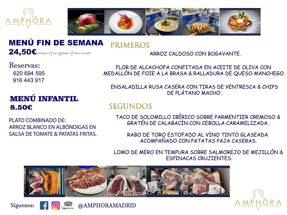 MENÚS FIN DE SEMANA ECONOMICOS DIARIOS MENÚ DEL DÍA SÁBADO 2 Y DOMINGO 3 DE ABRIL DE 2022 ALCORCÓN RESTAURANTE AMPHORA TERRAZA ALCORCÓN MADRID Av. Leganés, 54 28923 · Alcorcón · Madrid · España 91 644 39 17 620 694 595 https://youtu.be/HeULHal1yEY (Vea aquí nuestras instalaciones) https://www.amphoramadrid.com RESTAURANTE AMPHORA TERRAZA ALCORCÓN. MENUS FIN DE SEMANA ALCORCÓN, MENÚS DIARIOS ECONÓMICOS EN ALCORCÓN, MEJORES RESTAURANTES EN ALCORCÓN, TERRAZAS ALCORCON, COMER Y CENAR EN TERRAZA EN ALCORCÓN, RESTAURANTES CON TERRAZA, MEJORES TERRAZAS ALCORCÓN, COMER EN ALCORCON, RESTAURANTES GOURMET ALCORCÓN, MENUS FIN DE SEMANA ECONOMICOS ALCORCON, COMER AL AIRE LIBRE, MENUS ECONOMICOS ALCORCON, UNO DE LOS MEJORES RESTAURANTES DE ALCORCÓN Y ZONA SUR DE MADRID EN CALIDAD PRECIO. RESTAURANTE AMPHORA TERRAZA, ES UN ESPACIO GOURMET DONDE PODRÁ DEGUSTAR DEL MEJOR PRODUCTO CON UNA ELABORACIÓN CUIDADA Y CREATIVA. ADEMÁS, PODRÁ DISFRUTAR DE TODO TIPO DE BEBIDAS PREMIUM PREPARADAS POR NUESTRO BARTENDER, VERMUTS DELICIOSOS Y CERVEZAS DE CALIDAD, YA SEA EN EN EL INTERIOR DE NUESTRO RESTAURANTE O EN NUESTRA MARAVILLOSA TERRAZA. SOMOS POSIBLEMENTE UNO DE LOS MEJORES RESTAURANTES DE LA ZONA SUR EN RELACIÓN CALIDAD, PRECIO Y DECORACIÓN. #AMPHORAMADRID #TERRAZASALCORCÓN #MENUDELDIA #COMERENTERRAZA #MADRID #ALCORCÓN #TERRAZA #MENÚSDELDÍAALCORCÓN #MENÚDELDÍARESTAURANTES #COMERENALCORCÓN #MEJORESRESTAURANTESALCORCÓN #MENÚSECONÓMICOS #RESTAURANTESRECOMENDABLES #RESTAURANTESGOURMET #MENÚSECONÓMICOSALCORCÓN #COMERALAIRELIBRE #COMIDASCENASTERRAZASALCORCON #MENÚSDIARIOSALCORCÓN #MENÚDELDÍAHOY #CENARENTERRAZA #TERRAZASCONENCANTO #RESTAURANTESCONTERRAZA #CENARENALCORCÓN #MEJORESRESTAURANTES #RESTAURANTESCOPASALCORCÓN #COPASPREMIUMALCORCÓN #VERMUTALCORCÓN #GASTROBARALCORCÓN #CARNEBUEYALCORCONPARRILLABRASA #MENUECONÓMICO #GASTROBAR #MEJORTERRAZADEALCORCÓN #MENÚSVIERNESALCORCÓN #MENÚSABADOALCORCÓN #MENÚSDOMINGOALCORCÓN #MENÚSLUNESALCORCÓN #MENÚSMARTESALCORCÓN #MENÚSMIÉRCOLESALCORCÓN #MENÚSJUEVESALCORCÓN MEJOR CARNE A LA PARRILLA ALCORCÓN TOMAHAWK CARNE BUEY AUTÉNTICO ALCORCÓN RESTAURANTES PREMIUN LUJO COMIDA CREATIVA ELABORADA RESTAURANTE AMPHORA TERRAZA EN ALCORCÓN (MADRID) GASTROBAR ALCORCÓN MENÚS ECONÓMICOS DIARIOS DEL DÍA MENUS FIN DE SEMANA DE CALIDAD MEJOR MENÚ FIN DE SEMANA ALCORCÓN COMER CENAR EN TERRAZA TERRAZAS ZONA SUR COMIDAS AIRE LIBRE MEJOR CARNE PARRILLA ALCORCÓN.