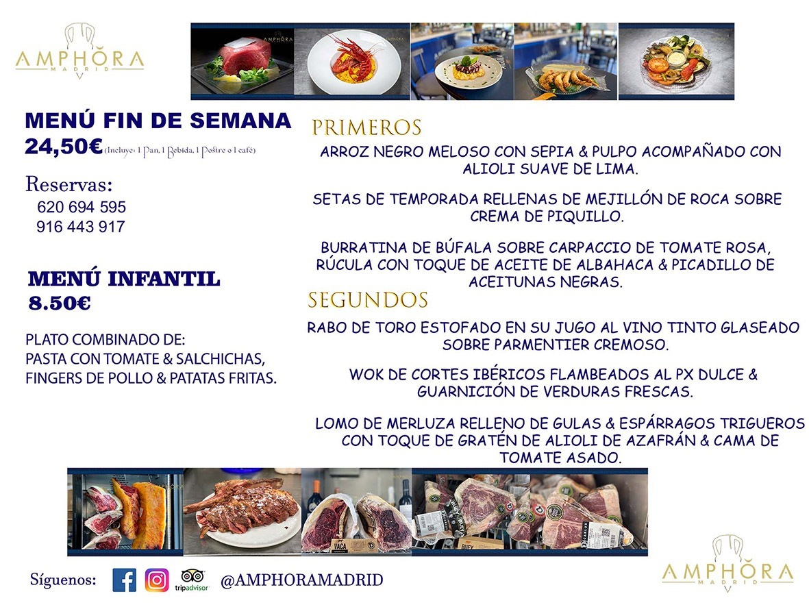 MENÚS FIN DE SEMANA ECONOMICOS DIARIOS MENÚ DEL DÍA SÁBADO 26 Y DOMINGO 27 DE MARZO DE 2022 ALCORCÓN RESTAURANTE AMPHORA TERRAZA ALCORCÓN MADRID Av. Leganés, 54 28923 · Alcorcón · Madrid · España 91 644 39 17 620 694 595 https://youtu.be/HeULHal1yEY (Vea aquí nuestras instalaciones) https://www.amphoramadrid.com RESTAURANTE AMPHORA TERRAZA ALCORCÓN. MENUS FIN DE SEMANA ALCORCÓN, MENÚS DIARIOS ECONÓMICOS EN ALCORCÓN, MEJORES RESTAURANTES EN ALCORCÓN, TERRAZAS ALCORCON, COMER Y CENAR EN TERRAZA EN ALCORCÓN, RESTAURANTES CON TERRAZA, MEJORES TERRAZAS ALCORCÓN, COMER EN ALCORCON, RESTAURANTES GOURMET ALCORCÓN, MENUS FIN DE SEMANA ECONOMICOS ALCORCON, COMER AL AIRE LIBRE, MENUS ECONOMICOS ALCORCON, UNO DE LOS MEJORES RESTAURANTES DE ALCORCÓN Y ZONA SUR DE MADRID EN CALIDAD PRECIO. RESTAURANTE AMPHORA TERRAZA, ES UN ESPACIO GOURMET DONDE PODRÁ DEGUSTAR DEL MEJOR PRODUCTO CON UNA ELABORACIÓN CUIDADA Y CREATIVA. ADEMÁS, PODRÁ DISFRUTAR DE TODO TIPO DE BEBIDAS PREMIUM PREPARADAS POR NUESTRO BARTENDER, VERMUTS DELICIOSOS Y CERVEZAS DE CALIDAD, YA SEA EN EN EL INTERIOR DE NUESTRO RESTAURANTE O EN NUESTRA MARAVILLOSA TERRAZA. SOMOS POSIBLEMENTE UNO DE LOS MEJORES RESTAURANTES DE LA ZONA SUR EN RELACIÓN CALIDAD, PRECIO Y DECORACIÓN. #AMPHORAMADRID #TERRAZASALCORCÓN #MENUDELDIA #COMERENTERRAZA #MADRID #ALCORCÓN #TERRAZA #MENÚSDELDÍAALCORCÓN #MENÚDELDÍARESTAURANTES #COMERENALCORCÓN #MEJORESRESTAURANTESALCORCÓN #MENÚSECONÓMICOS #RESTAURANTESRECOMENDABLES #RESTAURANTESGOURMET #MENÚSECONÓMICOSALCORCÓN #COMERALAIRELIBRE #COMIDASCENASTERRAZASALCORCON #MENÚSDIARIOSALCORCÓN #MENÚDELDÍAHOY #CENARENTERRAZA #TERRAZASCONENCANTO #RESTAURANTESCONTERRAZA #CENARENALCORCÓN #MEJORESRESTAURANTES #RESTAURANTESCOPASALCORCÓN #COPASPREMIUMALCORCÓN #VERMUTALCORCÓN #GASTROBARALCORCÓN #CARNEBUEYALCORCONPARRILLABRASA #MENUECONÓMICO #GASTROBAR #MEJORTERRAZADEALCORCÓN #MENÚSVIERNESALCORCÓN #MENÚSABADOALCORCÓN #MENÚSDOMINGOALCORCÓN #MENÚSLUNESALCORCÓN #MENÚSMARTESALCORCÓN #MENÚSMIÉRCOLESALCORCÓN #MENÚSJUEVESALCORCÓN MEJOR CARNE A LA PARRILLA ALCORCÓN TOMAHAWK CARNE BUEY AUTÉNTICO ALCORCÓN RESTAURANTES PREMIUN LUJO COMIDA CREATIVA ELABORADA RESTAURANTE AMPHORA TERRAZA EN ALCORCÓN (MADRID) GASTROBAR ALCORCÓN MENÚS ECONÓMICOS DIARIOS DEL DÍA MENUS FIN DE SEMANA DE CALIDAD MEJOR MENÚ FIN DE SEMANA ALCORCÓN COMER CENAR EN TERRAZA TERRAZAS ZONA SUR COMIDAS AIRE LIBRE MEJOR CARNE PARRILLA ALCORCÓN.