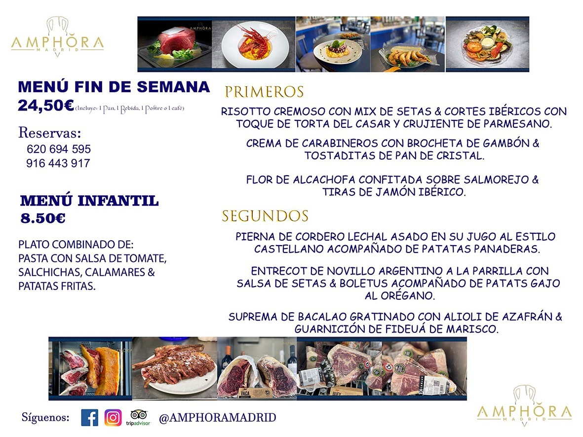 MENÚS FIN DE SEMANA ECONOMICOS DIARIOS MENÚ DEL DÍA SÁBADO 5 Y DOMINGO 6 DE MARZO DE 2022 ALCORCÓN RESTAURANTE AMPHORA TERRAZA ALCORCÓN MADRID Av. Leganés, 54 28923 · Alcorcón · Madrid · España 91 644 39 17 620 694 595 https://youtu.be/HeULHal1yEY (Vea aquí nuestras instalaciones) https://www.amphoramadrid.com RESTAURANTE AMPHORA TERRAZA ALCORCÓN. MENUS FIN DE SEMANA ALCORCÓN, MENÚS DIARIOS ECONÓMICOS EN ALCORCÓN, MEJORES RESTAURANTES EN ALCORCÓN, TERRAZAS ALCORCON, COMER Y CENAR EN TERRAZA EN ALCORCÓN, RESTAURANTES CON TERRAZA, MEJORES TERRAZAS ALCORCÓN, COMER EN ALCORCON, RESTAURANTES GOURMET ALCORCÓN, MENUS FIN DE SEMANA ECONOMICOS ALCORCON, COMER AL AIRE LIBRE, MENUS ECONOMICOS ALCORCON, UNO DE LOS MEJORES RESTAURANTES DE ALCORCÓN Y ZONA SUR DE MADRID EN CALIDAD PRECIO. RESTAURANTE AMPHORA TERRAZA, ES UN ESPACIO GOURMET DONDE PODRÁ DEGUSTAR DEL MEJOR PRODUCTO CON UNA ELABORACIÓN CUIDADA Y CREATIVA. ADEMÁS, PODRÁ DISFRUTAR DE TODO TIPO DE BEBIDAS PREMIUM PREPARADAS POR NUESTRO BARTENDER, VERMUTS DELICIOSOS Y CERVEZAS DE CALIDAD, YA SEA EN EN EL INTERIOR DE NUESTRO RESTAURANTE O EN NUESTRA MARAVILLOSA TERRAZA. SOMOS POSIBLEMENTE UNO DE LOS MEJORES RESTAURANTES DE LA ZONA SUR EN RELACIÓN CALIDAD, PRECIO Y DECORACIÓN. #AMPHORAMADRID #TERRAZASALCORCÓN #MENUDELDIA #COMERENTERRAZA #MADRID #ALCORCÓN #TERRAZA #MENÚSDELDÍAALCORCÓN #MENÚDELDÍARESTAURANTES #COMERENALCORCÓN #MEJORESRESTAURANTESALCORCÓN #MENÚSECONÓMICOS #RESTAURANTESRECOMENDABLES #RESTAURANTESGOURMET #MENÚSECONÓMICOSALCORCÓN #COMERALAIRELIBRE #COMIDASCENASTERRAZASALCORCON #MENÚSDIARIOSALCORCÓN #MENÚDELDÍAHOY #CENARENTERRAZA #TERRAZASCONENCANTO #RESTAURANTESCONTERRAZA #CENARENALCORCÓN #MEJORESRESTAURANTES #RESTAURANTESCOPASALCORCÓN #COPASPREMIUMALCORCÓN #VERMUTALCORCÓN #GASTROBARALCORCÓN #CARNEBUEYALCORCONPARRILLABRASA #MENUECONÓMICO #GASTROBAR #MEJORTERRAZADEALCORCÓN #MENÚSVIERNESALCORCÓN #MENÚSABADOALCORCÓN #MENÚSDOMINGOALCORCÓN #MENÚSLUNESALCORCÓN #MENÚSMARTESALCORCÓN #MENÚSMIÉRCOLESALCORCÓN #MENÚSJUEVESALCORCÓN MEJOR CARNE A LA PARRILLA ALCORCÓN TOMAHAWK CARNE BUEY AUTÉNTICO ALCORCÓN RESTAURANTES PREMIUN LUJO COMIDA CREATIVA ELABORADA RESTAURANTE AMPHORA TERRAZA EN ALCORCÓN (MADRID) GASTROBAR ALCORCÓN MENÚS ECONÓMICOS DIARIOS DEL DÍA MENUS FIN DE SEMANA DE CALIDAD MEJOR MENÚ FIN DE SEMANA ALCORCÓN COMER CENAR EN TERRAZA TERRAZAS ZONA SUR COMIDAS AIRE LIBRE MEJOR CARNE PARRILLA ALCORCÓN.