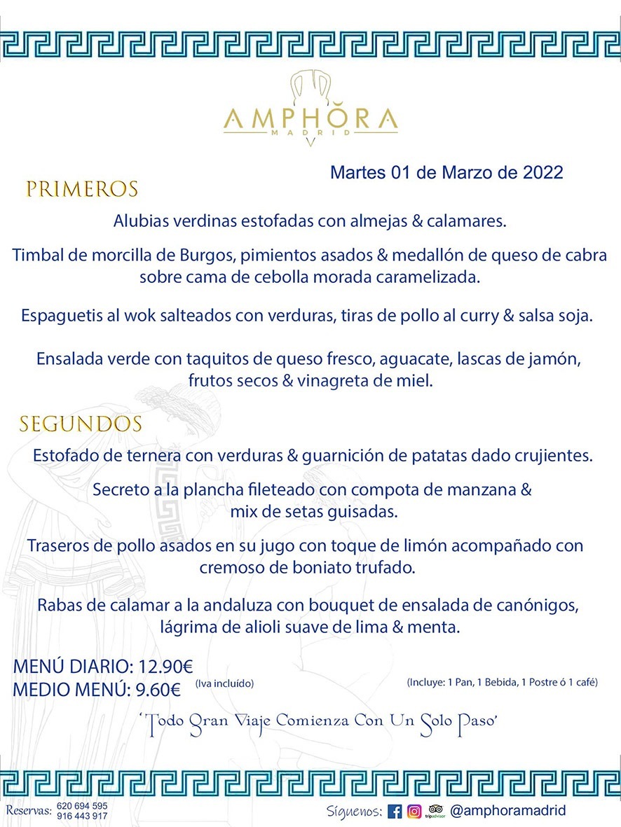 MENÚS DIARIOS MENÚS DEL DÍA MENU DEL DIA DEL MARTES 1 DE MARZO DE 2022 ALCORCÓN RESTAURANTE AMPHORA TERRAZA ALCORCÓN MADRID Av. Leganés, 54 28923 · Alcorcón · Madrid · España 91 644 39 17 620 694 595 https://youtu.be/HeULHal1yEY (Vea aquí nuestras instalaciones) https://www.amphoramadrid.com RESTAURANTE AMPHORA TERRAZA ALCORCÓN. MENUS FIN DE SEMANA ALCORCÓN, MENÚS DIARIOS ECONÓMICOS EN ALCORCÓN, MEJORES RESTAURANTES EN ALCORCÓN, TERRAZAS ALCORCON, COMER Y CENAR EN TERRAZA EN ALCORCÓN, RESTAURANTES CON TERRAZA, MEJORES TERRAZAS ALCORCÓN, COMER EN ALCORCON, RESTAURANTES GOURMET ALCORCÓN, MENUS FIN DE SEMANA ECONOMICOS ALCORCON, COMER AL AIRE LIBRE, MENUS ECONOMICOS ALCORCON, UNO DE LOS MEJORES RESTAURANTES DE ALCORCÓN Y ZONA SUR DE MADRID EN CALIDAD PRECIO. RESTAURANTE AMPHORA TERRAZA, ES UN ESPACIO GOURMET DONDE PODRÁ DEGUSTAR DEL MEJOR PRODUCTO CON UNA ELABORACIÓN CUIDADA Y CREATIVA. ADEMÁS, PODRÁ DISFRUTAR DE TODO TIPO DE BEBIDAS PREMIUM PREPARADAS POR NUESTRO BARTENDER, VERMUTS DELICIOSOS Y CERVEZAS DE CALIDAD, YA SEA EN EN EL INTERIOR DE NUESTRO RESTAURANTE O EN NUESTRA MARAVILLOSA TERRAZA. SOMOS POSIBLEMENTE UNO DE LOS MEJORES RESTAURANTES DE LA ZONA SUR EN RELACIÓN CALIDAD, PRECIO Y DECORACIÓN. #AMPHORAMADRID #TERRAZASALCORCÓN #MENUDELDIA #COMERENTERRAZA #MADRID #ALCORCÓN #TERRAZA #MENÚSDELDÍAALCORCÓN #MENÚDELDÍARESTAURANTES #COMERENALCORCÓN #MEJORESRESTAURANTESALCORCÓN #MENÚSECONÓMICOS #RESTAURANTESRECOMENDABLES #RESTAURANTESGOURMET #MENÚSECONÓMICOSALCORCÓN #COMERALAIRELIBRE #COMIDASCENASTERRAZASALCORCON #MENÚSDIARIOSALCORCÓN #MENÚDELDÍAHOY #CENARENTERRAZA #TERRAZASCONENCANTO #RESTAURANTESCONTERRAZA #CENARENALCORCÓN #MEJORESRESTAURANTES #RESTAURANTESCOPASALCORCÓN #COPASPREMIUMALCORCÓN #VERMUTALCORCÓN #GASTROBARALCORCÓN #CARNEBUEYALCORCONPARRILLABRASA #MENUECONÓMICO #GASTROBAR #MEJORTERRAZADEALCORCÓN #MENÚSVIERNESALCORCÓN #MENÚSABADOALCORCÓN #MENÚSDOMINGOALCORCÓN #MENÚSLUNESALCORCÓN #MENÚSMARTESALCORCÓN #MENÚSMIÉRCOLESALCORCÓN #MENÚSJUEVESALCORCÓN MEJOR CARNE A LA PARRILLA ALCORCÓN TOMAHAWK CARNE BUEY AUTÉNTICO ALCORCÓN RESTAURANTES PREMIUN LUJO COMIDA CREATIVA ELABORADA RESTAURANTE AMPHORA TERRAZA EN ALCORCÓN (MADRID) GASTROBAR ALCORCÓN MENÚS ECONÓMICOS DIARIOS DEL DÍA MENUS FIN DE SEMANA DE CALIDAD MEJOR MENÚ FIN DE SEMANA ALCORCÓN COMER CENAR EN TERRAZA TERRAZAS ZONA SUR COMIDAS AIRE LIBRE MEJOR CARNE PARRILLA ALCORCÓN.