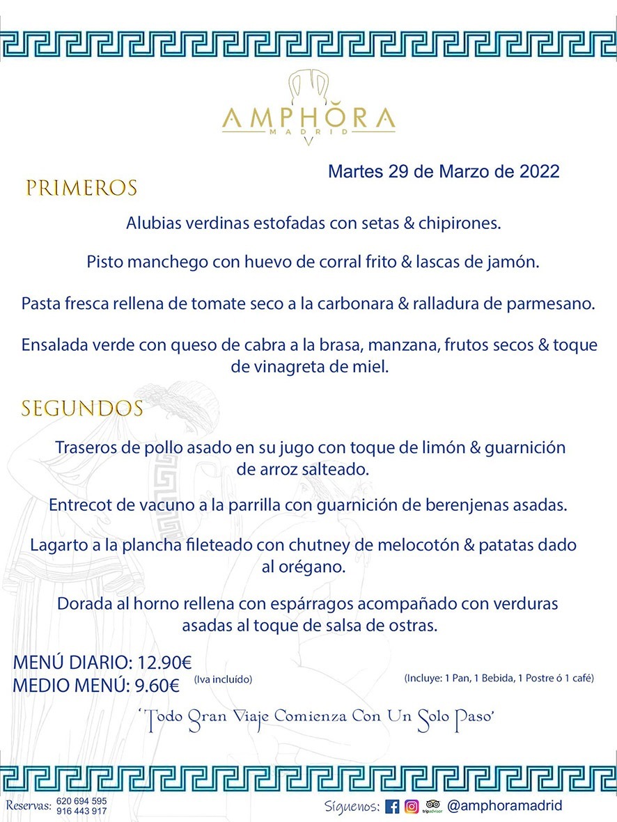 MENÚS DIARIOS MENÚS DEL DÍA MENU DEL DIA DEL MARTES 29 DE MARZO DE 2022 ALCORCÓN RESTAURANTE AMPHORA TERRAZA ALCORCÓN MADRID Av. Leganés, 54 28923 · Alcorcón · Madrid · España 91 644 39 17 620 694 595 https://youtu.be/HeULHal1yEY (Vea aquí nuestras instalaciones) https://www.amphoramadrid.com RESTAURANTE AMPHORA TERRAZA ALCORCÓN. MENUS FIN DE SEMANA ALCORCÓN, MENÚS DIARIOS ECONÓMICOS EN ALCORCÓN, MEJORES RESTAURANTES EN ALCORCÓN, TERRAZAS ALCORCON, COMER Y CENAR EN TERRAZA EN ALCORCÓN, RESTAURANTES CON TERRAZA, MEJORES TERRAZAS ALCORCÓN, COMER EN ALCORCON, RESTAURANTES GOURMET ALCORCÓN, MENUS FIN DE SEMANA ECONOMICOS ALCORCON, COMER AL AIRE LIBRE, MENUS ECONOMICOS ALCORCON, UNO DE LOS MEJORES RESTAURANTES DE ALCORCÓN Y ZONA SUR DE MADRID EN CALIDAD PRECIO. RESTAURANTE AMPHORA TERRAZA, ES UN ESPACIO GOURMET DONDE PODRÁ DEGUSTAR DEL MEJOR PRODUCTO CON UNA ELABORACIÓN CUIDADA Y CREATIVA. ADEMÁS, PODRÁ DISFRUTAR DE TODO TIPO DE BEBIDAS PREMIUM PREPARADAS POR NUESTRO BARTENDER, VERMUTS DELICIOSOS Y CERVEZAS DE CALIDAD, YA SEA EN EN EL INTERIOR DE NUESTRO RESTAURANTE O EN NUESTRA MARAVILLOSA TERRAZA. SOMOS POSIBLEMENTE UNO DE LOS MEJORES RESTAURANTES DE LA ZONA SUR EN RELACIÓN CALIDAD, PRECIO Y DECORACIÓN. #AMPHORAMADRID #TERRAZASALCORCÓN #MENUDELDIA #COMERENTERRAZA #MADRID #ALCORCÓN #TERRAZA #MENÚSDELDÍAALCORCÓN #MENÚDELDÍARESTAURANTES #COMERENALCORCÓN #MEJORESRESTAURANTESALCORCÓN #MENÚSECONÓMICOS #RESTAURANTESRECOMENDABLES #RESTAURANTESGOURMET #MENÚSECONÓMICOSALCORCÓN #COMERALAIRELIBRE #COMIDASCENASTERRAZASALCORCON #MENÚSDIARIOSALCORCÓN #MENÚDELDÍAHOY #CENARENTERRAZA #TERRAZASCONENCANTO #RESTAURANTESCONTERRAZA #CENARENALCORCÓN #MEJORESRESTAURANTES #RESTAURANTESCOPASALCORCÓN #COPASPREMIUMALCORCÓN #VERMUTALCORCÓN #GASTROBARALCORCÓN #CARNEBUEYALCORCONPARRILLABRASA #MENUECONÓMICO #GASTROBAR #MEJORTERRAZADEALCORCÓN #MENÚSVIERNESALCORCÓN #MENÚSABADOALCORCÓN #MENÚSDOMINGOALCORCÓN #MENÚSLUNESALCORCÓN #MENÚSMARTESALCORCÓN #MENÚSMIÉRCOLESALCORCÓN #MENÚSJUEVESALCORCÓN MEJOR CARNE A LA PARRILLA ALCORCÓN TOMAHAWK CARNE BUEY AUTÉNTICO ALCORCÓN RESTAURANTES PREMIUN LUJO COMIDA CREATIVA ELABORADA RESTAURANTE AMPHORA TERRAZA EN ALCORCÓN (MADRID) GASTROBAR ALCORCÓN MENÚS ECONÓMICOS DIARIOS DEL DÍA MENUS FIN DE SEMANA DE CALIDAD MEJOR MENÚ FIN DE SEMANA ALCORCÓN COMER CENAR EN TERRAZA TERRAZAS ZONA SUR COMIDAS AIRE LIBRE MEJOR CARNE PARRILLA ALCORCÓN.