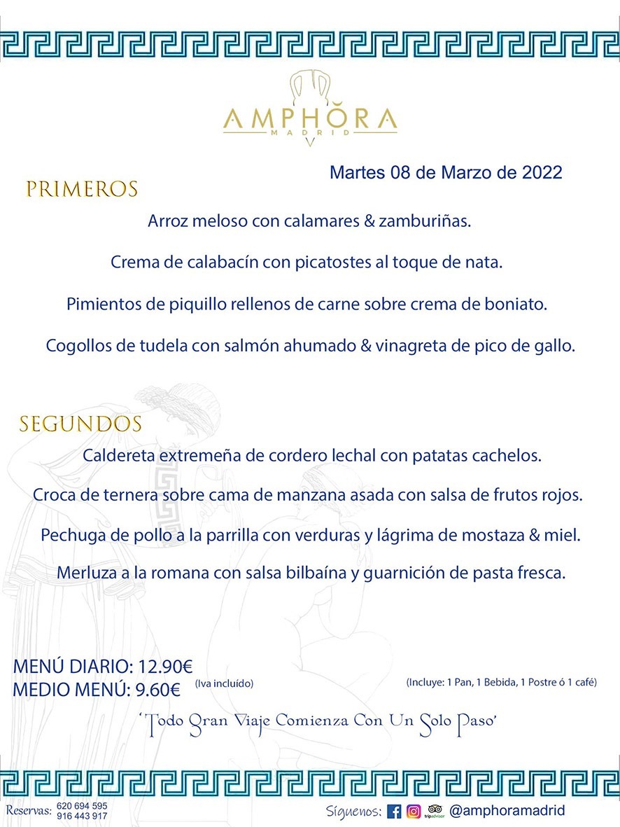 MENÚS DIARIOS MENÚS DEL DÍA MENU DEL DIA DEL MARTES 8 DE MARZO DE 2022 ALCORCÓN RESTAURANTE AMPHORA TERRAZA ALCORCÓN MADRID Av. Leganés, 54 28923 · Alcorcón · Madrid · España 91 644 39 17 620 694 595 https://youtu.be/HeULHal1yEY (Vea aquí nuestras instalaciones) https://www.amphoramadrid.com RESTAURANTE AMPHORA TERRAZA ALCORCÓN. MENUS FIN DE SEMANA ALCORCÓN, MENÚS DIARIOS ECONÓMICOS EN ALCORCÓN, MEJORES RESTAURANTES EN ALCORCÓN, TERRAZAS ALCORCON, COMER Y CENAR EN TERRAZA EN ALCORCÓN, RESTAURANTES CON TERRAZA, MEJORES TERRAZAS ALCORCÓN, COMER EN ALCORCON, RESTAURANTES GOURMET ALCORCÓN, MENUS FIN DE SEMANA ECONOMICOS ALCORCON, COMER AL AIRE LIBRE, MENUS ECONOMICOS ALCORCON, UNO DE LOS MEJORES RESTAURANTES DE ALCORCÓN Y ZONA SUR DE MADRID EN CALIDAD PRECIO. RESTAURANTE AMPHORA TERRAZA, ES UN ESPACIO GOURMET DONDE PODRÁ DEGUSTAR DEL MEJOR PRODUCTO CON UNA ELABORACIÓN CUIDADA Y CREATIVA. ADEMÁS, PODRÁ DISFRUTAR DE TODO TIPO DE BEBIDAS PREMIUM PREPARADAS POR NUESTRO BARTENDER, VERMUTS DELICIOSOS Y CERVEZAS DE CALIDAD, YA SEA EN EN EL INTERIOR DE NUESTRO RESTAURANTE O EN NUESTRA MARAVILLOSA TERRAZA. SOMOS POSIBLEMENTE UNO DE LOS MEJORES RESTAURANTES DE LA ZONA SUR EN RELACIÓN CALIDAD, PRECIO Y DECORACIÓN. #AMPHORAMADRID #TERRAZASALCORCÓN #MENUDELDIA #COMERENTERRAZA #MADRID #ALCORCÓN #TERRAZA #MENÚSDELDÍAALCORCÓN #MENÚDELDÍARESTAURANTES #COMERENALCORCÓN #MEJORESRESTAURANTESALCORCÓN #MENÚSECONÓMICOS #RESTAURANTESRECOMENDABLES #RESTAURANTESGOURMET #MENÚSECONÓMICOSALCORCÓN #COMERALAIRELIBRE #COMIDASCENASTERRAZASALCORCON #MENÚSDIARIOSALCORCÓN #MENÚDELDÍAHOY #CENARENTERRAZA #TERRAZASCONENCANTO #RESTAURANTESCONTERRAZA #CENARENALCORCÓN #MEJORESRESTAURANTES #RESTAURANTESCOPASALCORCÓN #COPASPREMIUMALCORCÓN #VERMUTALCORCÓN #GASTROBARALCORCÓN #CARNEBUEYALCORCONPARRILLABRASA #MENUECONÓMICO #GASTROBAR #MEJORTERRAZADEALCORCÓN #MENÚSVIERNESALCORCÓN #MENÚSABADOALCORCÓN #MENÚSDOMINGOALCORCÓN #MENÚSLUNESALCORCÓN #MENÚSMARTESALCORCÓN #MENÚSMIÉRCOLESALCORCÓN #MENÚSJUEVESALCORCÓN MEJOR CARNE A LA PARRILLA ALCORCÓN TOMAHAWK CARNE BUEY AUTÉNTICO ALCORCÓN RESTAURANTES PREMIUN LUJO COMIDA CREATIVA ELABORADA RESTAURANTE AMPHORA TERRAZA EN ALCORCÓN (MADRID) GASTROBAR ALCORCÓN MENÚS ECONÓMICOS DIARIOS DEL DÍA MENUS FIN DE SEMANA DE CALIDAD MEJOR MENÚ FIN DE SEMANA ALCORCÓN COMER CENAR EN TERRAZA TERRAZAS ZONA SUR COMIDAS AIRE LIBRE MEJOR CARNE PARRILLA ALCORCÓN.