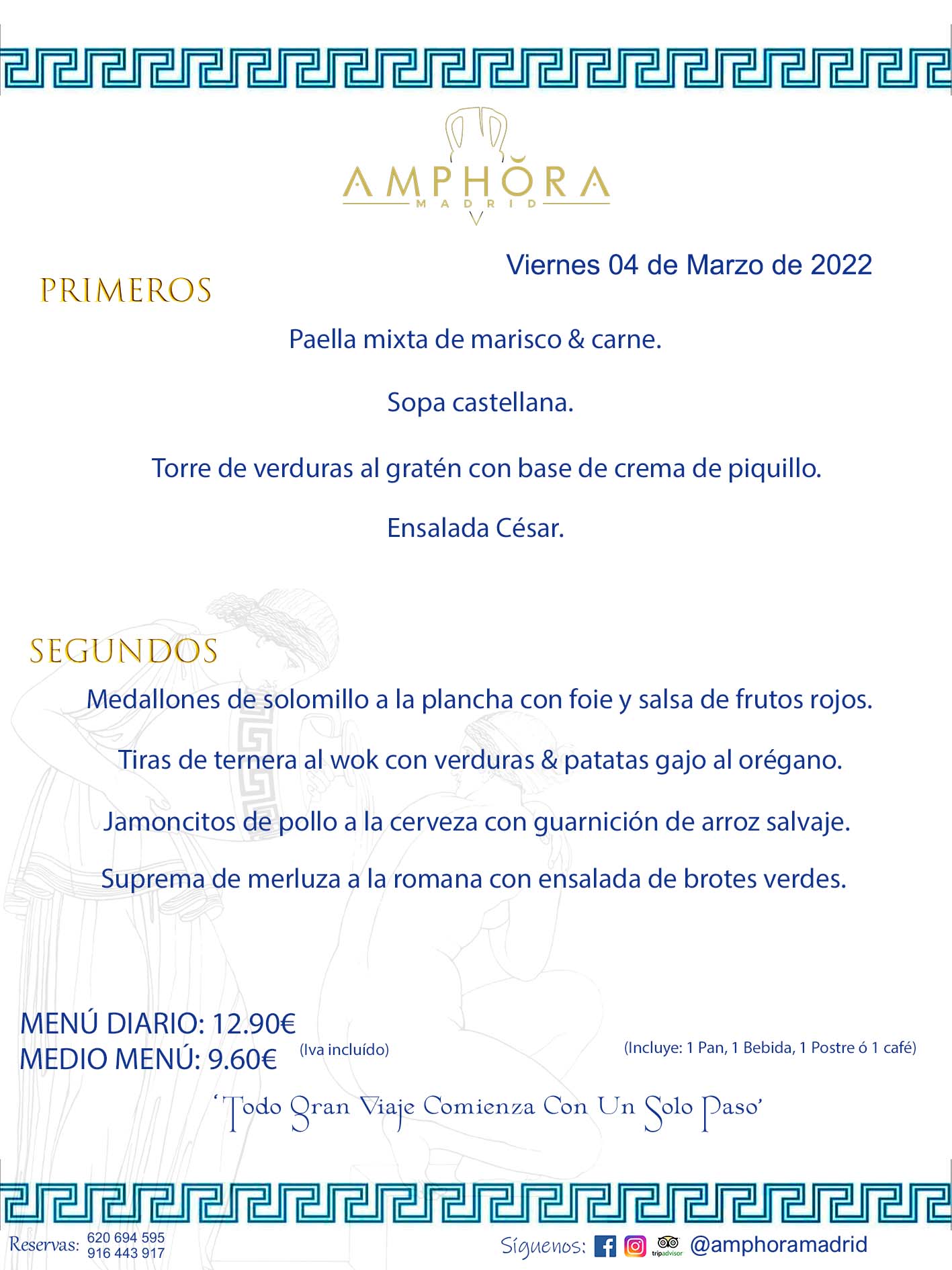 MENÚS DIARIOS MENÚS DEL DÍA MENU DEL DIA DEL VIERNES 4 DE MARZO DE 2022 ALCORCÓN RESTAURANTE AMPHORA TERRAZA ALCORCÓN MADRID Av. Leganés, 54 28923 · Alcorcón · Madrid · España 91 644 39 17 620 694 595 https://youtu.be/HeULHal1yEY (Vea aquí nuestras instalaciones) https://www.amphoramadrid.com RESTAURANTE AMPHORA TERRAZA ALCORCÓN. MENUS FIN DE SEMANA ALCORCÓN, MENÚS DIARIOS ECONÓMICOS EN ALCORCÓN, MEJORES RESTAURANTES EN ALCORCÓN, TERRAZAS ALCORCON, COMER Y CENAR EN TERRAZA EN ALCORCÓN, RESTAURANTES CON TERRAZA, MEJORES TERRAZAS ALCORCÓN, COMER EN ALCORCON, RESTAURANTES GOURMET ALCORCÓN, MENUS FIN DE SEMANA ECONOMICOS ALCORCON, COMER AL AIRE LIBRE, MENUS ECONOMICOS ALCORCON, UNO DE LOS MEJORES RESTAURANTES DE ALCORCÓN Y ZONA SUR DE MADRID EN CALIDAD PRECIO. RESTAURANTE AMPHORA TERRAZA, ES UN ESPACIO GOURMET DONDE PODRÁ DEGUSTAR DEL MEJOR PRODUCTO CON UNA ELABORACIÓN CUIDADA Y CREATIVA. ADEMÁS, PODRÁ DISFRUTAR DE TODO TIPO DE BEBIDAS PREMIUM PREPARADAS POR NUESTRO BARTENDER, VERMUTS DELICIOSOS Y CERVEZAS DE CALIDAD, YA SEA EN EN EL INTERIOR DE NUESTRO RESTAURANTE O EN NUESTRA MARAVILLOSA TERRAZA. SOMOS POSIBLEMENTE UNO DE LOS MEJORES RESTAURANTES DE LA ZONA SUR EN RELACIÓN CALIDAD, PRECIO Y DECORACIÓN. #AMPHORAMADRID #TERRAZASALCORCÓN #MENUDELDIA #COMERENTERRAZA #MADRID #ALCORCÓN #TERRAZA #MENÚSDELDÍAALCORCÓN #MENÚDELDÍARESTAURANTES #COMERENALCORCÓN #MEJORESRESTAURANTESALCORCÓN #MENÚSECONÓMICOS #RESTAURANTESRECOMENDABLES #RESTAURANTESGOURMET #MENÚSECONÓMICOSALCORCÓN #COMERALAIRELIBRE #COMIDASCENASTERRAZASALCORCON #MENÚSDIARIOSALCORCÓN #MENÚDELDÍAHOY #CENARENTERRAZA #TERRAZASCONENCANTO #RESTAURANTESCONTERRAZA #CENARENALCORCÓN #MEJORESRESTAURANTES #RESTAURANTESCOPASALCORCÓN #COPASPREMIUMALCORCÓN #VERMUTALCORCÓN #GASTROBARALCORCÓN #CARNEBUEYALCORCONPARRILLABRASA #MENUECONÓMICO #GASTROBAR #MEJORTERRAZADEALCORCÓN #MENÚSVIERNESALCORCÓN #MENÚSABADOALCORCÓN #MENÚSDOMINGOALCORCÓN #MENÚSLUNESALCORCÓN #MENÚSMARTESALCORCÓN #MENÚSMIÉRCOLESALCORCÓN #MENÚSJUEVESALCORCÓN MEJOR CARNE A LA PARRILLA ALCORCÓN TOMAHAWK CARNE BUEY AUTÉNTICO ALCORCÓN RESTAURANTES PREMIUN LUJO COMIDA CREATIVA ELABORADA RESTAURANTE AMPHORA TERRAZA EN ALCORCÓN (MADRID) GASTROBAR ALCORCÓN MENÚS ECONÓMICOS DIARIOS DEL DÍA MENUS FIN DE SEMANA DE CALIDAD MEJOR MENÚ FIN DE SEMANA ALCORCÓN COMER CENAR EN TERRAZA TERRAZAS ZONA SUR COMIDAS AIRE LIBRE MEJOR CARNE PARRILLA ALCORCÓN.