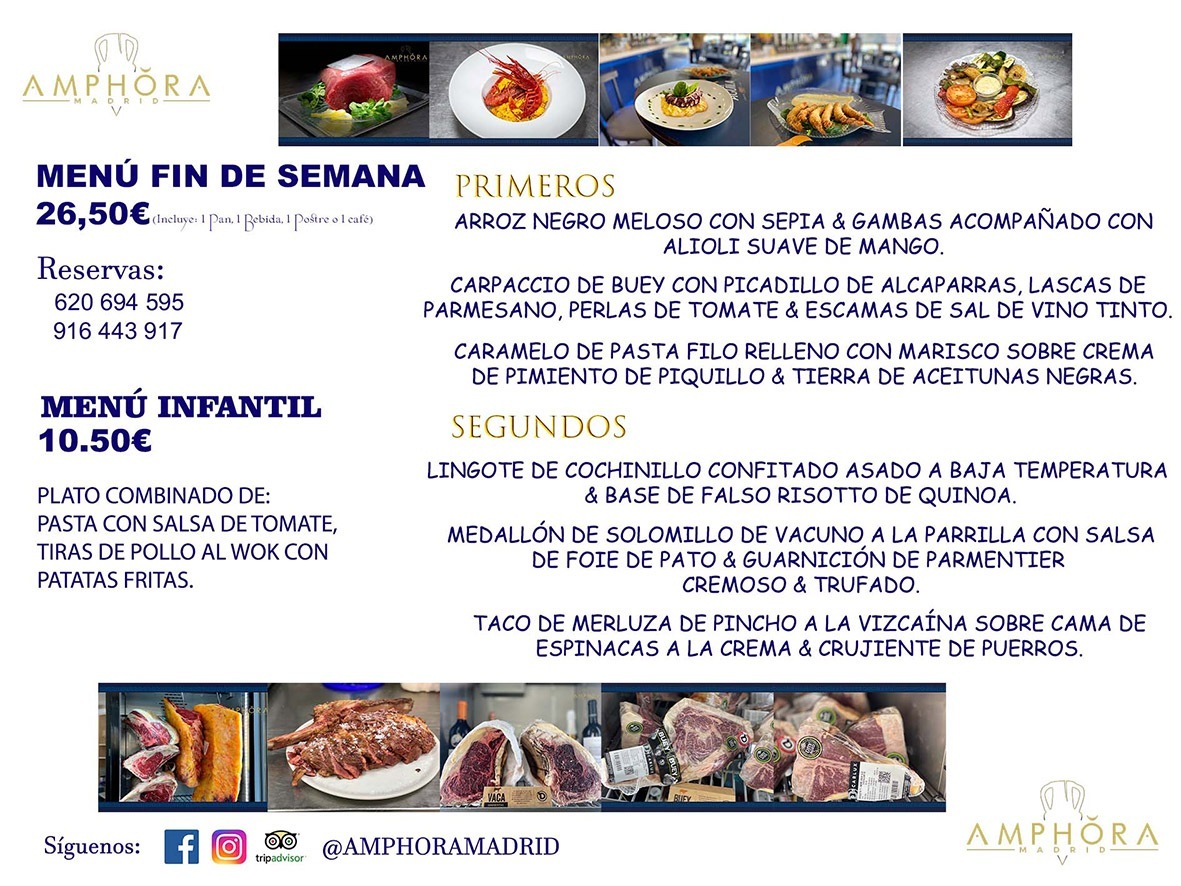 MENÚS FIN DE SEMANA ECONOMICOS DIARIOS MENÚ DEL DÍA SÁBADO 23 Y DOMINGO 24 DE ABRIL DE 2022 ALCORCÓN RESTAURANTE AMPHORA TERRAZA ALCORCÓN MADRID Av. Leganés, 54 28923 · Alcorcón · Madrid · España 91 644 39 17 620 694 595 https://youtu.be/HeULHal1yEY (Vea aquí nuestras instalaciones) https://www.amphoramadrid.com RESTAURANTE AMPHORA TERRAZA ALCORCÓN. MENUS FIN DE SEMANA ALCORCÓN, MENÚS DIARIOS ECONÓMICOS EN ALCORCÓN, MEJORES RESTAURANTES EN ALCORCÓN, TERRAZAS ALCORCON, COMER Y CENAR EN TERRAZA EN ALCORCÓN, RESTAURANTES CON TERRAZA, MEJORES TERRAZAS ALCORCÓN, COMER EN ALCORCON, RESTAURANTES GOURMET ALCORCÓN, MENUS FIN DE SEMANA ECONOMICOS ALCORCON, COMER AL AIRE LIBRE, MENUS ECONOMICOS ALCORCON, UNO DE LOS MEJORES RESTAURANTES DE ALCORCÓN Y ZONA SUR DE MADRID EN CALIDAD PRECIO. RESTAURANTE AMPHORA TERRAZA, ES UN ESPACIO GOURMET DONDE PODRÁ DEGUSTAR DEL MEJOR PRODUCTO CON UNA ELABORACIÓN CUIDADA Y CREATIVA. ADEMÁS, PODRÁ DISFRUTAR DE TODO TIPO DE BEBIDAS PREMIUM PREPARADAS POR NUESTRO BARTENDER, VERMUTS DELICIOSOS Y CERVEZAS DE CALIDAD, YA SEA EN EN EL INTERIOR DE NUESTRO RESTAURANTE O EN NUESTRA MARAVILLOSA TERRAZA. SOMOS POSIBLEMENTE UNO DE LOS MEJORES RESTAURANTES DE LA ZONA SUR EN RELACIÓN CALIDAD, PRECIO Y DECORACIÓN. #AMPHORAMADRID #TERRAZASALCORCÓN #MENUDELDIA #COMERENTERRAZA #MADRID #ALCORCÓN #TERRAZA #MENÚSDELDÍAALCORCÓN #MENÚDELDÍARESTAURANTES #COMERENALCORCÓN #MEJORESRESTAURANTESALCORCÓN #MENÚSECONÓMICOS #RESTAURANTESRECOMENDABLES #RESTAURANTESGOURMET #MENÚSECONÓMICOSALCORCÓN #COMERALAIRELIBRE #COMIDASCENASTERRAZASALCORCON #MENÚSDIARIOSALCORCÓN #MENÚDELDÍAHOY #CENARENTERRAZA #TERRAZASCONENCANTO #RESTAURANTESCONTERRAZA #CENARENALCORCÓN #MEJORESRESTAURANTES #RESTAURANTESCOPASALCORCÓN #COPASPREMIUMALCORCÓN #VERMUTALCORCÓN #GASTROBARALCORCÓN #CARNEBUEYALCORCONPARRILLABRASA #MENUECONÓMICO #GASTROBAR #MEJORTERRAZADEALCORCÓN #MENÚSVIERNESALCORCÓN #MENÚSABADOALCORCÓN #MENÚSDOMINGOALCORCÓN #MENÚSLUNESALCORCÓN #MENÚSMARTESALCORCÓN #MENÚSMIÉRCOLESALCORCÓN #MENÚSJUEVESALCORCÓN MEJOR CARNE A LA PARRILLA ALCORCÓN TOMAHAWK CARNE BUEY AUTÉNTICO ALCORCÓN RESTAURANTES PREMIUN LUJO COMIDA CREATIVA ELABORADA RESTAURANTE AMPHORA TERRAZA EN ALCORCÓN (MADRID) GASTROBAR ALCORCÓN MENÚS ECONÓMICOS DIARIOS DEL DÍA MENUS FIN DE SEMANA DE CALIDAD MEJOR MENÚ FIN DE SEMANA ALCORCÓN COMER CENAR EN TERRAZA TERRAZAS ZONA SUR COMIDAS AIRE LIBRE MEJOR CARNE PARRILLA ALCORCÓN.