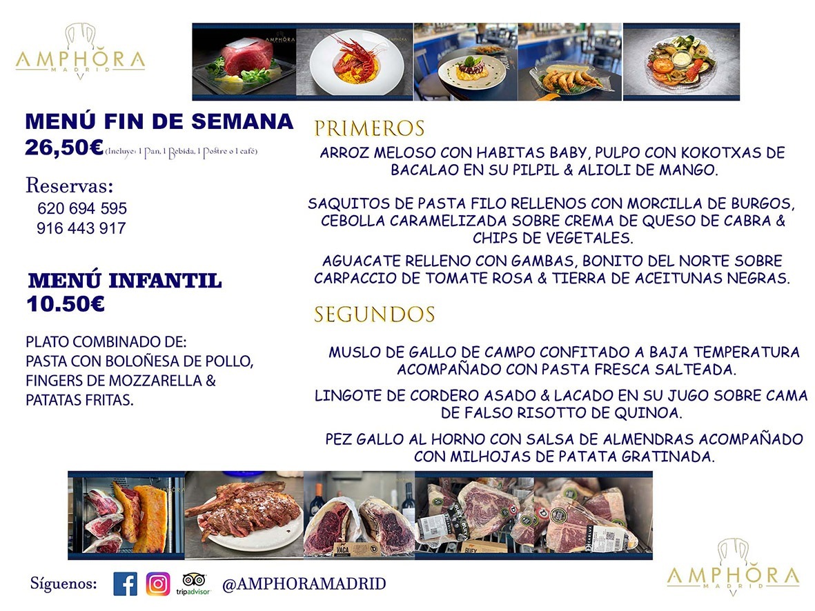 MENÚS FIN DE SEMANA ECONOMICOS DIARIOS MENÚ DEL DÍA SÁBADO 9 Y DOMINGO 10 DE ABRIL DE 2022 ALCORCÓN RESTAURANTE AMPHORA TERRAZA ALCORCÓN MADRID Av. Leganés, 54 28923 · Alcorcón · Madrid · España 91 644 39 17 620 694 595 https://youtu.be/HeULHal1yEY (Vea aquí nuestras instalaciones) https://www.amphoramadrid.com RESTAURANTE AMPHORA TERRAZA ALCORCÓN. MENUS FIN DE SEMANA ALCORCÓN, MENÚS DIARIOS ECONÓMICOS EN ALCORCÓN, MEJORES RESTAURANTES EN ALCORCÓN, TERRAZAS ALCORCON, COMER Y CENAR EN TERRAZA EN ALCORCÓN, RESTAURANTES CON TERRAZA, MEJORES TERRAZAS ALCORCÓN, COMER EN ALCORCON, RESTAURANTES GOURMET ALCORCÓN, MENUS FIN DE SEMANA ECONOMICOS ALCORCON, COMER AL AIRE LIBRE, MENUS ECONOMICOS ALCORCON, UNO DE LOS MEJORES RESTAURANTES DE ALCORCÓN Y ZONA SUR DE MADRID EN CALIDAD PRECIO. RESTAURANTE AMPHORA TERRAZA, ES UN ESPACIO GOURMET DONDE PODRÁ DEGUSTAR DEL MEJOR PRODUCTO CON UNA ELABORACIÓN CUIDADA Y CREATIVA. ADEMÁS, PODRÁ DISFRUTAR DE TODO TIPO DE BEBIDAS PREMIUM PREPARADAS POR NUESTRO BARTENDER, VERMUTS DELICIOSOS Y CERVEZAS DE CALIDAD, YA SEA EN EN EL INTERIOR DE NUESTRO RESTAURANTE O EN NUESTRA MARAVILLOSA TERRAZA. SOMOS POSIBLEMENTE UNO DE LOS MEJORES RESTAURANTES DE LA ZONA SUR EN RELACIÓN CALIDAD, PRECIO Y DECORACIÓN. #AMPHORAMADRID #TERRAZASALCORCÓN #MENUDELDIA #COMERENTERRAZA #MADRID #ALCORCÓN #TERRAZA #MENÚSDELDÍAALCORCÓN #MENÚDELDÍARESTAURANTES #COMERENALCORCÓN #MEJORESRESTAURANTESALCORCÓN #MENÚSECONÓMICOS #RESTAURANTESRECOMENDABLES #RESTAURANTESGOURMET #MENÚSECONÓMICOSALCORCÓN #COMERALAIRELIBRE #COMIDASCENASTERRAZASALCORCON #MENÚSDIARIOSALCORCÓN #MENÚDELDÍAHOY #CENARENTERRAZA #TERRAZASCONENCANTO #RESTAURANTESCONTERRAZA #CENARENALCORCÓN #MEJORESRESTAURANTES #RESTAURANTESCOPASALCORCÓN #COPASPREMIUMALCORCÓN #VERMUTALCORCÓN #GASTROBARALCORCÓN #CARNEBUEYALCORCONPARRILLABRASA #MENUECONÓMICO #GASTROBAR #MEJORTERRAZADEALCORCÓN #MENÚSVIERNESALCORCÓN #MENÚSABADOALCORCÓN #MENÚSDOMINGOALCORCÓN #MENÚSLUNESALCORCÓN #MENÚSMARTESALCORCÓN #MENÚSMIÉRCOLESALCORCÓN #MENÚSJUEVESALCORCÓN MEJOR CARNE A LA PARRILLA ALCORCÓN TOMAHAWK CARNE BUEY AUTÉNTICO ALCORCÓN RESTAURANTES PREMIUN LUJO COMIDA CREATIVA ELABORADA RESTAURANTE AMPHORA TERRAZA EN ALCORCÓN (MADRID) GASTROBAR ALCORCÓN MENÚS ECONÓMICOS DIARIOS DEL DÍA MENUS FIN DE SEMANA DE CALIDAD MEJOR MENÚ FIN DE SEMANA ALCORCÓN COMER CENAR EN TERRAZA TERRAZAS ZONA SUR COMIDAS AIRE LIBRE MEJOR CARNE PARRILLA ALCORCÓN.