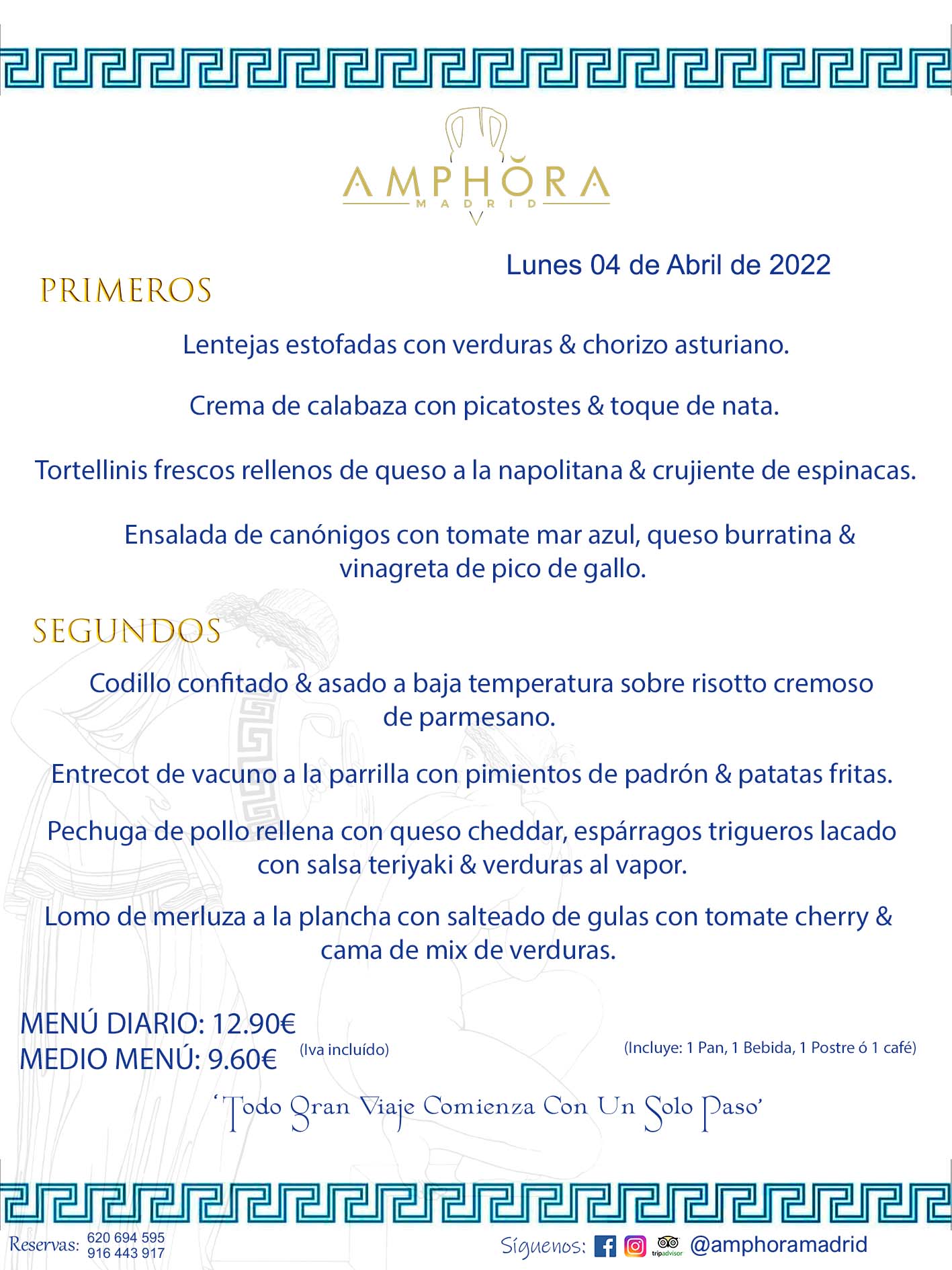 MENÚS DIARIOS MENÚS DEL DÍA MENU DEL DIA DEL LUNES 4 DE ABRIL DE 2022 ALCORCÓN RESTAURANTE AMPHORA TERRAZA ALCORCÓN MADRID Av. Leganés, 54 28923 · Alcorcón · Madrid · España 91 644 39 17 620 694 595 https://youtu.be/HeULHal1yEY (Vea aquí nuestras instalaciones) https://www.amphoramadrid.com RESTAURANTE AMPHORA TERRAZA ALCORCÓN. MENUS FIN DE SEMANA ALCORCÓN, MENÚS DIARIOS ECONÓMICOS EN ALCORCÓN, MEJORES RESTAURANTES EN ALCORCÓN, TERRAZAS ALCORCON, COMER Y CENAR EN TERRAZA EN ALCORCÓN, RESTAURANTES CON TERRAZA, MEJORES TERRAZAS ALCORCÓN, COMER EN ALCORCON, RESTAURANTES GOURMET ALCORCÓN, MENUS FIN DE SEMANA ECONOMICOS ALCORCON, COMER AL AIRE LIBRE, MENUS ECONOMICOS ALCORCON, UNO DE LOS MEJORES RESTAURANTES DE ALCORCÓN Y ZONA SUR DE MADRID EN CALIDAD PRECIO. RESTAURANTE AMPHORA TERRAZA, ES UN ESPACIO GOURMET DONDE PODRÁ DEGUSTAR DEL MEJOR PRODUCTO CON UNA ELABORACIÓN CUIDADA Y CREATIVA. ADEMÁS, PODRÁ DISFRUTAR DE TODO TIPO DE BEBIDAS PREMIUM PREPARADAS POR NUESTRO BARTENDER, VERMUTS DELICIOSOS Y CERVEZAS DE CALIDAD, YA SEA EN EN EL INTERIOR DE NUESTRO RESTAURANTE O EN NUESTRA MARAVILLOSA TERRAZA. SOMOS POSIBLEMENTE UNO DE LOS MEJORES RESTAURANTES DE LA ZONA SUR EN RELACIÓN CALIDAD, PRECIO Y DECORACIÓN. #AMPHORAMADRID #TERRAZASALCORCÓN #MENUDELDIA #COMERENTERRAZA #MADRID #ALCORCÓN #TERRAZA #MENÚSDELDÍAALCORCÓN #MENÚDELDÍARESTAURANTES #COMERENALCORCÓN #MEJORESRESTAURANTESALCORCÓN #MENÚSECONÓMICOS #RESTAURANTESRECOMENDABLES #RESTAURANTESGOURMET #MENÚSECONÓMICOSALCORCÓN #COMERALAIRELIBRE #COMIDASCENASTERRAZASALCORCON #MENÚSDIARIOSALCORCÓN #MENÚDELDÍAHOY #CENARENTERRAZA #TERRAZASCONENCANTO #RESTAURANTESCONTERRAZA #CENARENALCORCÓN #MEJORESRESTAURANTES #RESTAURANTESCOPASALCORCÓN #COPASPREMIUMALCORCÓN #VERMUTALCORCÓN #GASTROBARALCORCÓN #CARNEBUEYALCORCONPARRILLABRASA #MENUECONÓMICO #GASTROBAR #MEJORTERRAZADEALCORCÓN #MENÚSVIERNESALCORCÓN #MENÚSABADOALCORCÓN #MENÚSDOMINGOALCORCÓN #MENÚSLUNESALCORCÓN #MENÚSMARTESALCORCÓN #MENÚSMIÉRCOLESALCORCÓN #MENÚSJUEVESALCORCÓN MEJOR CARNE A LA PARRILLA ALCORCÓN TOMAHAWK CARNE BUEY AUTÉNTICO ALCORCÓN RESTAURANTES PREMIUN LUJO COMIDA CREATIVA ELABORADA RESTAURANTE AMPHORA TERRAZA EN ALCORCÓN (MADRID) GASTROBAR ALCORCÓN MENÚS ECONÓMICOS DIARIOS DEL DÍA MENUS FIN DE SEMANA DE CALIDAD MEJOR MENÚ FIN DE SEMANA ALCORCÓN COMER CENAR EN TERRAZA TERRAZAS ZONA SUR COMIDAS AIRE LIBRE MEJOR CARNE PARRILLA ALCORCÓN.