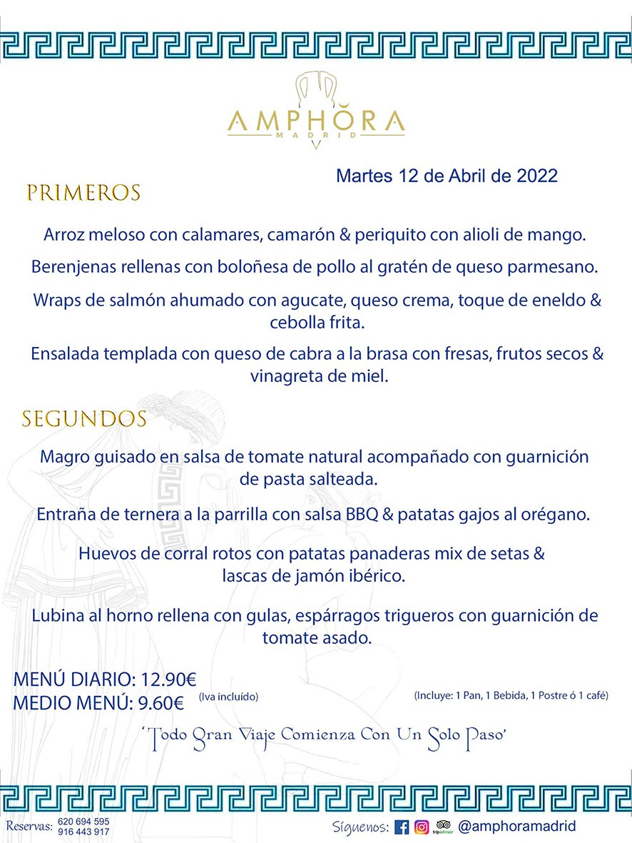 MENÚS DIARIOS MENÚS DEL DÍA MENU DEL DIA DEL MARTES 12 DE ABRIL DE 2022 ALCORCÓN RESTAURANTE AMPHORA TERRAZA ALCORCÓN MADRID Av. Leganés, 54 28923 · Alcorcón · Madrid · España 91 644 39 17 620 694 595 https://youtu.be/HeULHal1yEY (Vea aquí nuestras instalaciones) https://www.amphoramadrid.com RESTAURANTE AMPHORA TERRAZA ALCORCÓN. MENUS FIN DE SEMANA ALCORCÓN, MENÚS DIARIOS ECONÓMICOS EN ALCORCÓN, MEJORES RESTAURANTES EN ALCORCÓN, TERRAZAS ALCORCON, COMER Y CENAR EN TERRAZA EN ALCORCÓN, RESTAURANTES CON TERRAZA, MEJORES TERRAZAS ALCORCÓN, COMER EN ALCORCON, RESTAURANTES GOURMET ALCORCÓN, MENUS FIN DE SEMANA ECONOMICOS ALCORCON, COMER AL AIRE LIBRE, MENUS ECONOMICOS ALCORCON, UNO DE LOS MEJORES RESTAURANTES DE ALCORCÓN Y ZONA SUR DE MADRID EN CALIDAD PRECIO. RESTAURANTE AMPHORA TERRAZA, ES UN ESPACIO GOURMET DONDE PODRÁ DEGUSTAR DEL MEJOR PRODUCTO CON UNA ELABORACIÓN CUIDADA Y CREATIVA. ADEMÁS, PODRÁ DISFRUTAR DE TODO TIPO DE BEBIDAS PREMIUM PREPARADAS POR NUESTRO BARTENDER, VERMUTS DELICIOSOS Y CERVEZAS DE CALIDAD, YA SEA EN EN EL INTERIOR DE NUESTRO RESTAURANTE O EN NUESTRA MARAVILLOSA TERRAZA. SOMOS POSIBLEMENTE UNO DE LOS MEJORES RESTAURANTES DE LA ZONA SUR EN RELACIÓN CALIDAD, PRECIO Y DECORACIÓN. #AMPHORAMADRID #TERRAZASALCORCÓN #MENUDELDIA #COMERENTERRAZA #MADRID #ALCORCÓN #TERRAZA #MENÚSDELDÍAALCORCÓN #MENÚDELDÍARESTAURANTES #COMERENALCORCÓN #MEJORESRESTAURANTESALCORCÓN #MENÚSECONÓMICOS #RESTAURANTESRECOMENDABLES #RESTAURANTESGOURMET #MENÚSECONÓMICOSALCORCÓN #COMERALAIRELIBRE #COMIDASCENASTERRAZASALCORCON #MENÚSDIARIOSALCORCÓN #MENÚDELDÍAHOY #CENARENTERRAZA #TERRAZASCONENCANTO #RESTAURANTESCONTERRAZA #CENARENALCORCÓN #MEJORESRESTAURANTES #RESTAURANTESCOPASALCORCÓN #COPASPREMIUMALCORCÓN #VERMUTALCORCÓN #GASTROBARALCORCÓN #CARNEBUEYALCORCONPARRILLABRASA #MENUECONÓMICO #GASTROBAR #MEJORTERRAZADEALCORCÓN #MENÚSVIERNESALCORCÓN #MENÚSABADOALCORCÓN #MENÚSDOMINGOALCORCÓN #MENÚSLUNESALCORCÓN #MENÚSMARTESALCORCÓN #MENÚSMIÉRCOLESALCORCÓN #MENÚSJUEVESALCORCÓN MEJOR CARNE A LA PARRILLA ALCORCÓN TOMAHAWK CARNE BUEY AUTÉNTICO ALCORCÓN RESTAURANTES PREMIUN LUJO COMIDA CREATIVA ELABORADA RESTAURANTE AMPHORA TERRAZA EN ALCORCÓN (MADRID) GASTROBAR ALCORCÓN MENÚS ECONÓMICOS DIARIOS DEL DÍA MENUS FIN DE SEMANA DE CALIDAD MEJOR MENÚ FIN DE SEMANA ALCORCÓN COMER CENAR EN TERRAZA TERRAZAS ZONA SUR COMIDAS AIRE LIBRE MEJOR CARNE PARRILLA ALCORCÓN.