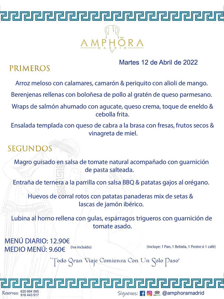 MENÚS DIARIOS MENÚS DEL DÍA MENU DEL DIA DEL MARTES 12 DE ABRIL DE 2022 ALCORCÓN RESTAURANTE AMPHORA TERRAZA ALCORCÓN MADRID Av. Leganés, 54 28923 · Alcorcón · Madrid · España 91 644 39 17 620 694 595 https://youtu.be/HeULHal1yEY (Vea aquí nuestras instalaciones) https://www.amphoramadrid.com RESTAURANTE AMPHORA TERRAZA ALCORCÓN. MENUS FIN DE SEMANA ALCORCÓN, MENÚS DIARIOS ECONÓMICOS EN ALCORCÓN, MEJORES RESTAURANTES EN ALCORCÓN, TERRAZAS ALCORCON, COMER Y CENAR EN TERRAZA EN ALCORCÓN, RESTAURANTES CON TERRAZA, MEJORES TERRAZAS ALCORCÓN, COMER EN ALCORCON, RESTAURANTES GOURMET ALCORCÓN, MENUS FIN DE SEMANA ECONOMICOS ALCORCON, COMER AL AIRE LIBRE, MENUS ECONOMICOS ALCORCON, UNO DE LOS MEJORES RESTAURANTES DE ALCORCÓN Y ZONA SUR DE MADRID EN CALIDAD PRECIO. RESTAURANTE AMPHORA TERRAZA, ES UN ESPACIO GOURMET DONDE PODRÁ DEGUSTAR DEL MEJOR PRODUCTO CON UNA ELABORACIÓN CUIDADA Y CREATIVA. ADEMÁS, PODRÁ DISFRUTAR DE TODO TIPO DE BEBIDAS PREMIUM PREPARADAS POR NUESTRO BARTENDER, VERMUTS DELICIOSOS Y CERVEZAS DE CALIDAD, YA SEA EN EN EL INTERIOR DE NUESTRO RESTAURANTE O EN NUESTRA MARAVILLOSA TERRAZA. SOMOS POSIBLEMENTE UNO DE LOS MEJORES RESTAURANTES DE LA ZONA SUR EN RELACIÓN CALIDAD, PRECIO Y DECORACIÓN. #AMPHORAMADRID #TERRAZASALCORCÓN #MENUDELDIA #COMERENTERRAZA #MADRID #ALCORCÓN #TERRAZA #MENÚSDELDÍAALCORCÓN #MENÚDELDÍARESTAURANTES #COMERENALCORCÓN #MEJORESRESTAURANTESALCORCÓN #MENÚSECONÓMICOS #RESTAURANTESRECOMENDABLES #RESTAURANTESGOURMET #MENÚSECONÓMICOSALCORCÓN #COMERALAIRELIBRE #COMIDASCENASTERRAZASALCORCON #MENÚSDIARIOSALCORCÓN #MENÚDELDÍAHOY #CENARENTERRAZA #TERRAZASCONENCANTO #RESTAURANTESCONTERRAZA #CENARENALCORCÓN #MEJORESRESTAURANTES #RESTAURANTESCOPASALCORCÓN #COPASPREMIUMALCORCÓN #VERMUTALCORCÓN #GASTROBARALCORCÓN #CARNEBUEYALCORCONPARRILLABRASA #MENUECONÓMICO #GASTROBAR #MEJORTERRAZADEALCORCÓN #MENÚSVIERNESALCORCÓN #MENÚSABADOALCORCÓN #MENÚSDOMINGOALCORCÓN #MENÚSLUNESALCORCÓN #MENÚSMARTESALCORCÓN #MENÚSMIÉRCOLESALCORCÓN #MENÚSJUEVESALCORCÓN MEJOR CARNE A LA PARRILLA ALCORCÓN TOMAHAWK CARNE BUEY AUTÉNTICO ALCORCÓN RESTAURANTES PREMIUN LUJO COMIDA CREATIVA ELABORADA RESTAURANTE AMPHORA TERRAZA EN ALCORCÓN (MADRID) GASTROBAR ALCORCÓN MENÚS ECONÓMICOS DIARIOS DEL DÍA MENUS FIN DE SEMANA DE CALIDAD MEJOR MENÚ FIN DE SEMANA ALCORCÓN COMER CENAR EN TERRAZA TERRAZAS ZONA SUR COMIDAS AIRE LIBRE MEJOR CARNE PARRILLA ALCORCÓN.