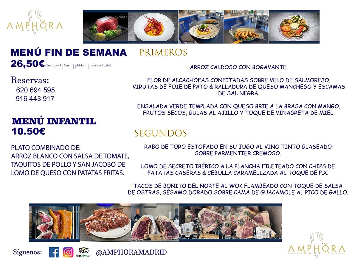 MENÚS FIN DE SEMANA ECONOMICOS DIARIOS MENÚ DEL DÍA SÁBADO 21 Y DOMINGO 22 DE MAYO DE 2022 ALCORCÓN RESTAURANTE AMPHORA TERRAZA ALCORCÓN MADRID Av. Leganés, 54 28923 · Alcorcón · Madrid · España 91 644 39 17 620 694 595 https://youtu.be/HeULHal1yEY (Vea aquí nuestras instalaciones) https://www.amphoramadrid.com RESTAURANTE AMPHORA TERRAZA ALCORCÓN. MENUS FIN DE SEMANA ALCORCÓN, MENÚS DIARIOS ECONÓMICOS EN ALCORCÓN, MEJORES RESTAURANTES EN ALCORCÓN, TERRAZAS ALCORCON, COMER Y CENAR EN TERRAZA EN ALCORCÓN, RESTAURANTES CON TERRAZA, MEJORES TERRAZAS ALCORCÓN, COMER EN ALCORCON, RESTAURANTES GOURMET ALCORCÓN, MENUS FIN DE SEMANA ECONOMICOS ALCORCON, COMER AL AIRE LIBRE, MENUS ECONOMICOS ALCORCON, UNO DE LOS MEJORES RESTAURANTES DE ALCORCÓN Y ZONA SUR DE MADRID EN CALIDAD PRECIO. RESTAURANTE AMPHORA TERRAZA, ES UN ESPACIO GOURMET DONDE PODRÁ DEGUSTAR DEL MEJOR PRODUCTO CON UNA ELABORACIÓN CUIDADA Y CREATIVA. ADEMÁS, PODRÁ DISFRUTAR DE TODO TIPO DE BEBIDAS PREMIUM PREPARADAS POR NUESTRO BARTENDER, VERMUTS DELICIOSOS Y CERVEZAS DE CALIDAD, YA SEA EN EN EL INTERIOR DE NUESTRO RESTAURANTE O EN NUESTRA MARAVILLOSA TERRAZA. SOMOS POSIBLEMENTE UNO DE LOS MEJORES RESTAURANTES DE LA ZONA SUR EN RELACIÓN CALIDAD, PRECIO Y DECORACIÓN. #AMPHORAMADRID #TERRAZASALCORCÓN #MENUDELDIA #COMERENTERRAZA #MADRID #ALCORCÓN #TERRAZA #MENÚSDELDÍAALCORCÓN #MENÚDELDÍARESTAURANTES #COMERENALCORCÓN #MEJORESRESTAURANTESALCORCÓN #MENÚSECONÓMICOS #RESTAURANTESRECOMENDABLES #RESTAURANTESGOURMET #MENÚSECONÓMICOSALCORCÓN #COMERALAIRELIBRE #COMIDASCENASTERRAZASALCORCON #MENÚSDIARIOSALCORCÓN #MENÚDELDÍAHOY #CENARENTERRAZA #TERRAZASCONENCANTO #RESTAURANTESCONTERRAZA #CENARENALCORCÓN #MEJORESRESTAURANTES #RESTAURANTESCOPASALCORCÓN #COPASPREMIUMALCORCÓN #VERMUTALCORCÓN #GASTROBARALCORCÓN #CARNEBUEYALCORCONPARRILLABRASA #MENUECONÓMICO #GASTROBAR #MEJORTERRAZADEALCORCÓN #MENÚSVIERNESALCORCÓN #MENÚSABADOALCORCÓN #MENÚSDOMINGOALCORCÓN #MENÚSLUNESALCORCÓN #MENÚSMARTESALCORCÓN #MENÚSMIÉRCOLESALCORCÓN #MENÚSJUEVESALCORCÓN MEJOR CARNE A LA PARRILLA ALCORCÓN TOMAHAWK CARNE BUEY AUTÉNTICO ALCORCÓN RESTAURANTES PREMIUN LUJO COMIDA CREATIVA ELABORADA RESTAURANTE AMPHORA TERRAZA EN ALCORCÓN (MADRID) GASTROBAR ALCORCÓN MENÚS ECONÓMICOS DIARIOS DEL DÍA MENUS FIN DE SEMANA DE CALIDAD MEJOR MENÚ FIN DE SEMANA ALCORCÓN COMER CENAR EN TERRAZA TERRAZAS ZONA SUR COMIDAS AIRE LIBRE MEJOR CARNE PARRILLA ALCORCÓN.