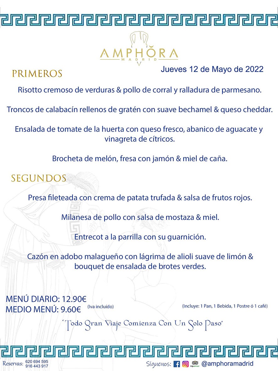MENÚS DIARIOS MENÚS DEL DÍA MENU DEL DIA DEL JUEVES 12 DE MAYO DE 2022 ALCORCÓN RESTAURANTE AMPHORA TERRAZA ALCORCÓN MADRID Av. Leganés, 54 28923 · Alcorcón · Madrid · España 91 644 39 17 620 694 595 https://youtu.be/HeULHal1yEY (Vea aquí nuestras instalaciones) https://www.amphoramadrid.com RESTAURANTE AMPHORA TERRAZA ALCORCÓN. MENUS FIN DE SEMANA ALCORCÓN, MENÚS DIARIOS ECONÓMICOS EN ALCORCÓN, MEJORES RESTAURANTES EN ALCORCÓN, TERRAZAS ALCORCON, COMER Y CENAR EN TERRAZA EN ALCORCÓN, RESTAURANTES CON TERRAZA, MEJORES TERRAZAS ALCORCÓN, COMER EN ALCORCON, RESTAURANTES GOURMET ALCORCÓN, MENUS FIN DE SEMANA ECONOMICOS ALCORCON, COMER AL AIRE LIBRE, MENUS ECONOMICOS ALCORCON, UNO DE LOS MEJORES RESTAURANTES DE ALCORCÓN Y ZONA SUR DE MADRID EN CALIDAD PRECIO. RESTAURANTE AMPHORA TERRAZA, ES UN ESPACIO GOURMET DONDE PODRÁ DEGUSTAR DEL MEJOR PRODUCTO CON UNA ELABORACIÓN CUIDADA Y CREATIVA. ADEMÁS, PODRÁ DISFRUTAR DE TODO TIPO DE BEBIDAS PREMIUM PREPARADAS POR NUESTRO BARTENDER, VERMUTS DELICIOSOS Y CERVEZAS DE CALIDAD, YA SEA EN EN EL INTERIOR DE NUESTRO RESTAURANTE O EN NUESTRA MARAVILLOSA TERRAZA. SOMOS POSIBLEMENTE UNO DE LOS MEJORES RESTAURANTES DE LA ZONA SUR EN RELACIÓN CALIDAD, PRECIO Y DECORACIÓN. #AMPHORAMADRID #TERRAZASALCORCÓN #MENUDELDIA #COMERENTERRAZA #MADRID #ALCORCÓN #TERRAZA #MENÚSDELDÍAALCORCÓN #MENÚDELDÍARESTAURANTES #COMERENALCORCÓN #MEJORESRESTAURANTESALCORCÓN #MENÚSECONÓMICOS #RESTAURANTESRECOMENDABLES #RESTAURANTESGOURMET #MENÚSECONÓMICOSALCORCÓN #COMERALAIRELIBRE #COMIDASCENASTERRAZASALCORCON #MENÚSDIARIOSALCORCÓN #MENÚDELDÍAHOY #CENARENTERRAZA #TERRAZASCONENCANTO #RESTAURANTESCONTERRAZA #CENARENALCORCÓN #MEJORESRESTAURANTES #RESTAURANTESCOPASALCORCÓN #COPASPREMIUMALCORCÓN #VERMUTALCORCÓN #GASTROBARALCORCÓN #CARNEBUEYALCORCONPARRILLABRASA #MENUECONÓMICO #GASTROBAR #MEJORTERRAZADEALCORCÓN #MENÚSVIERNESALCORCÓN #MENÚSABADOALCORCÓN #MENÚSDOMINGOALCORCÓN #MENÚSLUNESALCORCÓN #MENÚSMARTESALCORCÓN #MENÚSMIÉRCOLESALCORCÓN #MENÚSJUEVESALCORCÓN MEJOR CARNE A LA PARRILLA ALCORCÓN TOMAHAWK CARNE BUEY AUTÉNTICO ALCORCÓN RESTAURANTES PREMIUN LUJO COMIDA CREATIVA ELABORADA RESTAURANTE AMPHORA TERRAZA EN ALCORCÓN (MADRID) GASTROBAR ALCORCÓN MENÚS ECONÓMICOS DIARIOS DEL DÍA MENUS FIN DE SEMANA DE CALIDAD MEJOR MENÚ FIN DE SEMANA ALCORCÓN COMER CENAR EN TERRAZA TERRAZAS ZONA SUR COMIDAS AIRE LIBRE MEJOR CARNE PARRILLA ALCORCÓN.