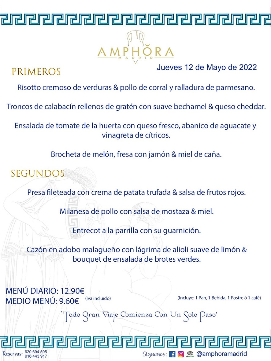 MENÚS DIARIOS MENÚS DEL DÍA MENU DEL DIA DEL JUEVES 12 DE MAYO DE 2022 ALCORCÓN RESTAURANTE AMPHORA TERRAZA ALCORCÓN MADRID Av. Leganés, 54 28923 · Alcorcón · Madrid · España 91 644 39 17 620 694 595 https://youtu.be/HeULHal1yEY (Vea aquí nuestras instalaciones) https://www.amphoramadrid.com RESTAURANTE AMPHORA TERRAZA ALCORCÓN. MENUS FIN DE SEMANA ALCORCÓN, MENÚS DIARIOS ECONÓMICOS EN ALCORCÓN, MEJORES RESTAURANTES EN ALCORCÓN, TERRAZAS ALCORCON, COMER Y CENAR EN TERRAZA EN ALCORCÓN, RESTAURANTES CON TERRAZA, MEJORES TERRAZAS ALCORCÓN, COMER EN ALCORCON, RESTAURANTES GOURMET ALCORCÓN, MENUS FIN DE SEMANA ECONOMICOS ALCORCON, COMER AL AIRE LIBRE, MENUS ECONOMICOS ALCORCON, UNO DE LOS MEJORES RESTAURANTES DE ALCORCÓN Y ZONA SUR DE MADRID EN CALIDAD PRECIO. RESTAURANTE AMPHORA TERRAZA, ES UN ESPACIO GOURMET DONDE PODRÁ DEGUSTAR DEL MEJOR PRODUCTO CON UNA ELABORACIÓN CUIDADA Y CREATIVA. ADEMÁS, PODRÁ DISFRUTAR DE TODO TIPO DE BEBIDAS PREMIUM PREPARADAS POR NUESTRO BARTENDER, VERMUTS DELICIOSOS Y CERVEZAS DE CALIDAD, YA SEA EN EN EL INTERIOR DE NUESTRO RESTAURANTE O EN NUESTRA MARAVILLOSA TERRAZA. SOMOS POSIBLEMENTE UNO DE LOS MEJORES RESTAURANTES DE LA ZONA SUR EN RELACIÓN CALIDAD, PRECIO Y DECORACIÓN. #AMPHORAMADRID #TERRAZASALCORCÓN #MENUDELDIA #COMERENTERRAZA #MADRID #ALCORCÓN #TERRAZA #MENÚSDELDÍAALCORCÓN #MENÚDELDÍARESTAURANTES #COMERENALCORCÓN #MEJORESRESTAURANTESALCORCÓN #MENÚSECONÓMICOS #RESTAURANTESRECOMENDABLES #RESTAURANTESGOURMET #MENÚSECONÓMICOSALCORCÓN #COMERALAIRELIBRE #COMIDASCENASTERRAZASALCORCON #MENÚSDIARIOSALCORCÓN #MENÚDELDÍAHOY #CENARENTERRAZA #TERRAZASCONENCANTO #RESTAURANTESCONTERRAZA #CENARENALCORCÓN #MEJORESRESTAURANTES #RESTAURANTESCOPASALCORCÓN #COPASPREMIUMALCORCÓN #VERMUTALCORCÓN #GASTROBARALCORCÓN #CARNEBUEYALCORCONPARRILLABRASA #MENUECONÓMICO #GASTROBAR #MEJORTERRAZADEALCORCÓN #MENÚSVIERNESALCORCÓN #MENÚSABADOALCORCÓN #MENÚSDOMINGOALCORCÓN #MENÚSLUNESALCORCÓN #MENÚSMARTESALCORCÓN #MENÚSMIÉRCOLESALCORCÓN #MENÚSJUEVESALCORCÓN MEJOR CARNE A LA PARRILLA ALCORCÓN TOMAHAWK CARNE BUEY AUTÉNTICO ALCORCÓN RESTAURANTES PREMIUN LUJO COMIDA CREATIVA ELABORADA RESTAURANTE AMPHORA TERRAZA EN ALCORCÓN (MADRID) GASTROBAR ALCORCÓN MENÚS ECONÓMICOS DIARIOS DEL DÍA MENUS FIN DE SEMANA DE CALIDAD MEJOR MENÚ FIN DE SEMANA ALCORCÓN COMER CENAR EN TERRAZA TERRAZAS ZONA SUR COMIDAS AIRE LIBRE MEJOR CARNE PARRILLA ALCORCÓN.