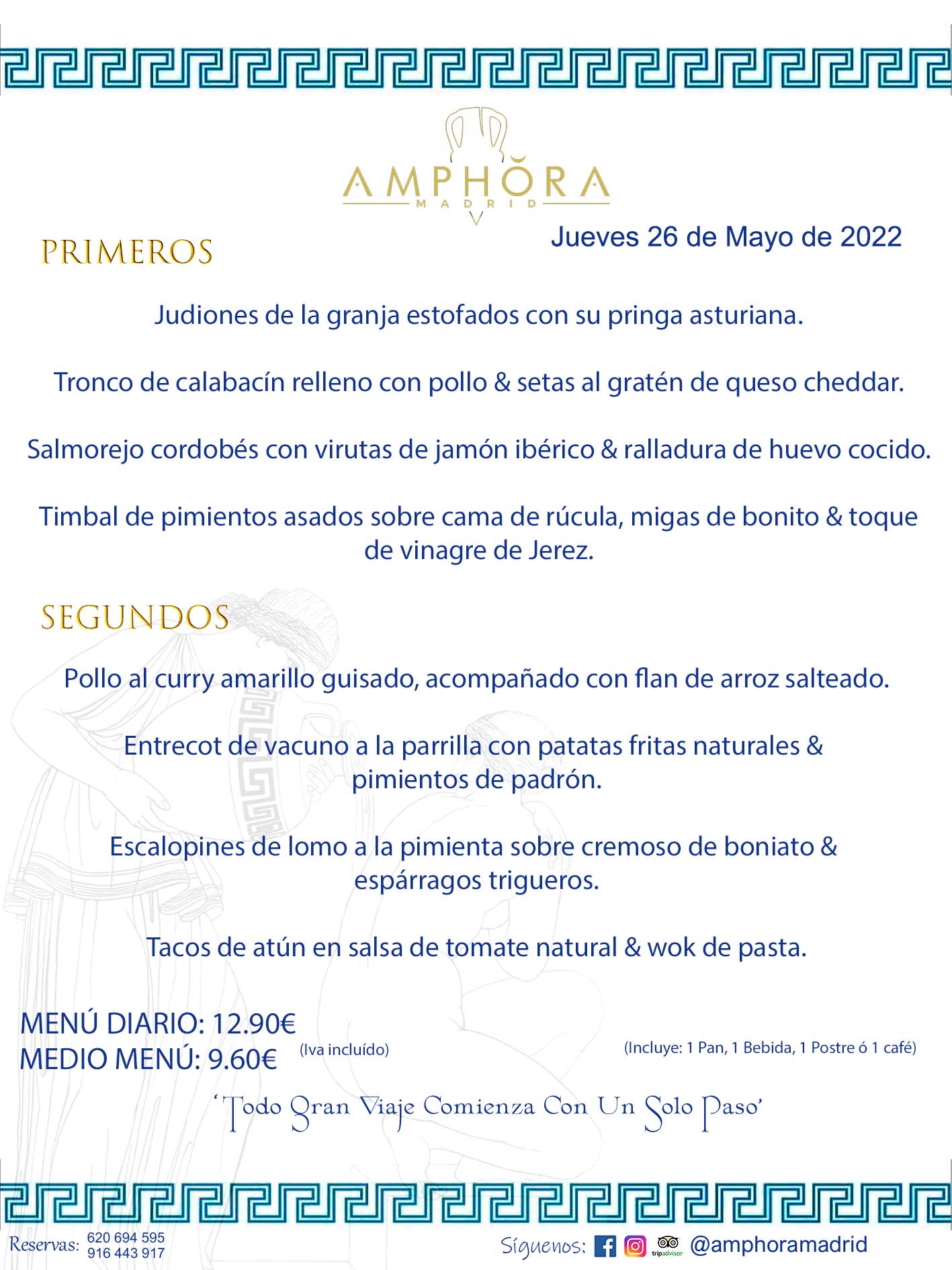 MENÚS DIARIOS MENÚS DEL DÍA MENU DEL DIA DEL JUEVES 26 DE MAYO DE 2022 ALCORCÓN RESTAURANTE AMPHORA TERRAZA ALCORCÓN MADRID Av. Leganés, 54 28923 · Alcorcón · Madrid · España 91 644 39 17 620 694 595 https://youtu.be/HeULHal1yEY (Vea aquí nuestras instalaciones) https://www.amphoramadrid.com RESTAURANTE AMPHORA TERRAZA ALCORCÓN. MENUS FIN DE SEMANA ALCORCÓN, MENÚS DIARIOS ECONÓMICOS EN ALCORCÓN, MEJORES RESTAURANTES EN ALCORCÓN, TERRAZAS ALCORCON, COMER Y CENAR EN TERRAZA EN ALCORCÓN, RESTAURANTES CON TERRAZA, MEJORES TERRAZAS ALCORCÓN, COMER EN ALCORCON, RESTAURANTES GOURMET ALCORCÓN, MENUS FIN DE SEMANA ECONOMICOS ALCORCON, COMER AL AIRE LIBRE, MENUS ECONOMICOS ALCORCON, UNO DE LOS MEJORES RESTAURANTES DE ALCORCÓN Y ZONA SUR DE MADRID EN CALIDAD PRECIO. RESTAURANTE AMPHORA TERRAZA, ES UN ESPACIO GOURMET DONDE PODRÁ DEGUSTAR DEL MEJOR PRODUCTO CON UNA ELABORACIÓN CUIDADA Y CREATIVA. ADEMÁS, PODRÁ DISFRUTAR DE TODO TIPO DE BEBIDAS PREMIUM PREPARADAS POR NUESTRO BARTENDER, VERMUTS DELICIOSOS Y CERVEZAS DE CALIDAD, YA SEA EN EN EL INTERIOR DE NUESTRO RESTAURANTE O EN NUESTRA MARAVILLOSA TERRAZA. SOMOS POSIBLEMENTE UNO DE LOS MEJORES RESTAURANTES DE LA ZONA SUR EN RELACIÓN CALIDAD, PRECIO Y DECORACIÓN. #AMPHORAMADRID #TERRAZASALCORCÓN #MENUDELDIA #COMERENTERRAZA #MADRID #ALCORCÓN #TERRAZA #MENÚSDELDÍAALCORCÓN #MENÚDELDÍARESTAURANTES #COMERENALCORCÓN #MEJORESRESTAURANTESALCORCÓN #MENÚSECONÓMICOS #RESTAURANTESRECOMENDABLES #RESTAURANTESGOURMET #MENÚSECONÓMICOSALCORCÓN #COMERALAIRELIBRE #COMIDASCENASTERRAZASALCORCON #MENÚSDIARIOSALCORCÓN #MENÚDELDÍAHOY #CENARENTERRAZA #TERRAZASCONENCANTO #RESTAURANTESCONTERRAZA #CENARENALCORCÓN #MEJORESRESTAURANTES #RESTAURANTESCOPASALCORCÓN #COPASPREMIUMALCORCÓN #VERMUTALCORCÓN #GASTROBARALCORCÓN #CARNEBUEYALCORCONPARRILLABRASA #MENUECONÓMICO #GASTROBAR #MEJORTERRAZADEALCORCÓN #MENÚSVIERNESALCORCÓN #MENÚSABADOALCORCÓN #MENÚSDOMINGOALCORCÓN #MENÚSLUNESALCORCÓN #MENÚSMARTESALCORCÓN #MENÚSMIÉRCOLESALCORCÓN #MENÚSJUEVESALCORCÓN MEJOR CARNE A LA PARRILLA ALCORCÓN TOMAHAWK CARNE BUEY AUTÉNTICO ALCORCÓN RESTAURANTES PREMIUN LUJO COMIDA CREATIVA ELABORADA RESTAURANTE AMPHORA TERRAZA EN ALCORCÓN (MADRID) GASTROBAR ALCORCÓN MENÚS ECONÓMICOS DIARIOS DEL DÍA MENUS FIN DE SEMANA DE CALIDAD MEJOR MENÚ FIN DE SEMANA ALCORCÓN COMER CENAR EN TERRAZA TERRAZAS ZONA SUR COMIDAS AIRE LIBRE MEJOR CARNE PARRILLA ALCORCÓN.