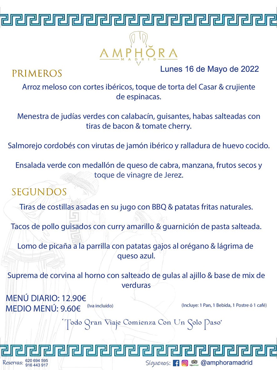 MENÚS DIARIOS MENÚS DEL DÍA MENU DEL DIA DEL LUNES 16 DE MAYO DE 2022 ALCORCÓN RESTAURANTE AMPHORA TERRAZA ALCORCÓN MADRID Av. Leganés, 54 28923 · Alcorcón · Madrid · España 91 644 39 17 620 694 595 https://youtu.be/HeULHal1yEY (Vea aquí nuestras instalaciones) https://www.amphoramadrid.com RESTAURANTE AMPHORA TERRAZA ALCORCÓN. MENUS FIN DE SEMANA ALCORCÓN, MENÚS DIARIOS ECONÓMICOS EN ALCORCÓN, MEJORES RESTAURANTES EN ALCORCÓN, TERRAZAS ALCORCON, COMER Y CENAR EN TERRAZA EN ALCORCÓN, RESTAURANTES CON TERRAZA, MEJORES TERRAZAS ALCORCÓN, COMER EN ALCORCON, RESTAURANTES GOURMET ALCORCÓN, MENUS FIN DE SEMANA ECONOMICOS ALCORCON, COMER AL AIRE LIBRE, MENUS ECONOMICOS ALCORCON, UNO DE LOS MEJORES RESTAURANTES DE ALCORCÓN Y ZONA SUR DE MADRID EN CALIDAD PRECIO. RESTAURANTE AMPHORA TERRAZA, ES UN ESPACIO GOURMET DONDE PODRÁ DEGUSTAR DEL MEJOR PRODUCTO CON UNA ELABORACIÓN CUIDADA Y CREATIVA. ADEMÁS, PODRÁ DISFRUTAR DE TODO TIPO DE BEBIDAS PREMIUM PREPARADAS POR NUESTRO BARTENDER, VERMUTS DELICIOSOS Y CERVEZAS DE CALIDAD, YA SEA EN EN EL INTERIOR DE NUESTRO RESTAURANTE O EN NUESTRA MARAVILLOSA TERRAZA. SOMOS POSIBLEMENTE UNO DE LOS MEJORES RESTAURANTES DE LA ZONA SUR EN RELACIÓN CALIDAD, PRECIO Y DECORACIÓN. #AMPHORAMADRID #TERRAZASALCORCÓN #MENUDELDIA #COMERENTERRAZA #MADRID #ALCORCÓN #TERRAZA #MENÚSDELDÍAALCORCÓN #MENÚDELDÍARESTAURANTES #COMERENALCORCÓN #MEJORESRESTAURANTESALCORCÓN #MENÚSECONÓMICOS #RESTAURANTESRECOMENDABLES #RESTAURANTESGOURMET #MENÚSECONÓMICOSALCORCÓN #COMERALAIRELIBRE #COMIDASCENASTERRAZASALCORCON #MENÚSDIARIOSALCORCÓN #MENÚDELDÍAHOY #CENARENTERRAZA #TERRAZASCONENCANTO #RESTAURANTESCONTERRAZA #CENARENALCORCÓN #MEJORESRESTAURANTES #RESTAURANTESCOPASALCORCÓN #COPASPREMIUMALCORCÓN #VERMUTALCORCÓN #GASTROBARALCORCÓN #CARNEBUEYALCORCONPARRILLABRASA #MENUECONÓMICO #GASTROBAR #MEJORTERRAZADEALCORCÓN #MENÚSVIERNESALCORCÓN #MENÚSABADOALCORCÓN #MENÚSDOMINGOALCORCÓN #MENÚSLUNESALCORCÓN #MENÚSMARTESALCORCÓN #MENÚSMIÉRCOLESALCORCÓN #MENÚSJUEVESALCORCÓN MEJOR CARNE A LA PARRILLA ALCORCÓN TOMAHAWK CARNE BUEY AUTÉNTICO ALCORCÓN RESTAURANTES PREMIUN LUJO COMIDA CREATIVA ELABORADA RESTAURANTE AMPHORA TERRAZA EN ALCORCÓN (MADRID) GASTROBAR ALCORCÓN MENÚS ECONÓMICOS DIARIOS DEL DÍA MENUS FIN DE SEMANA DE CALIDAD MEJOR MENÚ FIN DE SEMANA ALCORCÓN COMER CENAR EN TERRAZA TERRAZAS ZONA SUR COMIDAS AIRE LIBRE MEJOR CARNE PARRILLA ALCORCÓN.