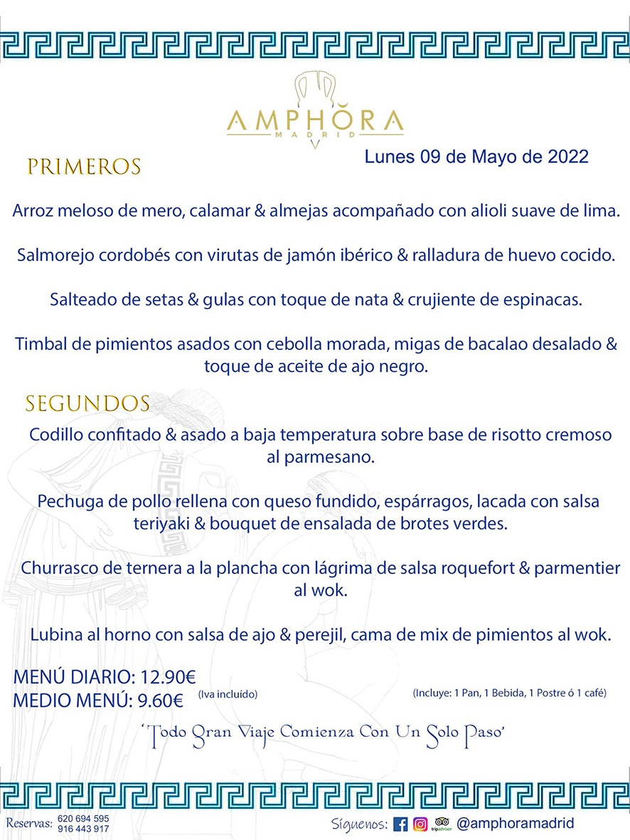 MENÚS DIARIOS MENÚS DEL DÍA MENU DEL DIA DEL LUNES 9 DE MAYO DE 2022 ALCORCÓN RESTAURANTE AMPHORA TERRAZA ALCORCÓN MADRID Av. Leganés, 54 28923 · Alcorcón · Madrid · España 91 644 39 17 620 694 595 https://youtu.be/HeULHal1yEY (Vea aquí nuestras instalaciones) https://www.amphoramadrid.com RESTAURANTE AMPHORA TERRAZA ALCORCÓN. MENUS FIN DE SEMANA ALCORCÓN, MENÚS DIARIOS ECONÓMICOS EN ALCORCÓN, MEJORES RESTAURANTES EN ALCORCÓN, TERRAZAS ALCORCON, COMER Y CENAR EN TERRAZA EN ALCORCÓN, RESTAURANTES CON TERRAZA, MEJORES TERRAZAS ALCORCÓN, COMER EN ALCORCON, RESTAURANTES GOURMET ALCORCÓN, MENUS FIN DE SEMANA ECONOMICOS ALCORCON, COMER AL AIRE LIBRE, MENUS ECONOMICOS ALCORCON, UNO DE LOS MEJORES RESTAURANTES DE ALCORCÓN Y ZONA SUR DE MADRID EN CALIDAD PRECIO. RESTAURANTE AMPHORA TERRAZA, ES UN ESPACIO GOURMET DONDE PODRÁ DEGUSTAR DEL MEJOR PRODUCTO CON UNA ELABORACIÓN CUIDADA Y CREATIVA. ADEMÁS, PODRÁ DISFRUTAR DE TODO TIPO DE BEBIDAS PREMIUM PREPARADAS POR NUESTRO BARTENDER, VERMUTS DELICIOSOS Y CERVEZAS DE CALIDAD, YA SEA EN EN EL INTERIOR DE NUESTRO RESTAURANTE O EN NUESTRA MARAVILLOSA TERRAZA. SOMOS POSIBLEMENTE UNO DE LOS MEJORES RESTAURANTES DE LA ZONA SUR EN RELACIÓN CALIDAD, PRECIO Y DECORACIÓN. #AMPHORAMADRID #TERRAZASALCORCÓN #MENUDELDIA #COMERENTERRAZA #MADRID #ALCORCÓN #TERRAZA #MENÚSDELDÍAALCORCÓN #MENÚDELDÍARESTAURANTES #COMERENALCORCÓN #MEJORESRESTAURANTESALCORCÓN #MENÚSECONÓMICOS #RESTAURANTESRECOMENDABLES #RESTAURANTESGOURMET #MENÚSECONÓMICOSALCORCÓN #COMERALAIRELIBRE #COMIDASCENASTERRAZASALCORCON #MENÚSDIARIOSALCORCÓN #MENÚDELDÍAHOY #CENARENTERRAZA #TERRAZASCONENCANTO #RESTAURANTESCONTERRAZA #CENARENALCORCÓN #MEJORESRESTAURANTES #RESTAURANTESCOPASALCORCÓN #COPASPREMIUMALCORCÓN #VERMUTALCORCÓN #GASTROBARALCORCÓN #CARNEBUEYALCORCONPARRILLABRASA #MENUECONÓMICO #GASTROBAR #MEJORTERRAZADEALCORCÓN #MENÚSVIERNESALCORCÓN #MENÚSABADOALCORCÓN #MENÚSDOMINGOALCORCÓN #MENÚSLUNESALCORCÓN #MENÚSMARTESALCORCÓN #MENÚSMIÉRCOLESALCORCÓN #MENÚSJUEVESALCORCÓN MEJOR CARNE A LA PARRILLA ALCORCÓN TOMAHAWK CARNE BUEY AUTÉNTICO ALCORCÓN RESTAURANTES PREMIUN LUJO COMIDA CREATIVA ELABORADA RESTAURANTE AMPHORA TERRAZA EN ALCORCÓN (MADRID) GASTROBAR ALCORCÓN MENÚS ECONÓMICOS DIARIOS DEL DÍA MENUS FIN DE SEMANA DE CALIDAD MEJOR MENÚ FIN DE SEMANA ALCORCÓN COMER CENAR EN TERRAZA TERRAZAS ZONA SUR COMIDAS AIRE LIBRE MEJOR CARNE PARRILLA ALCORCÓN.