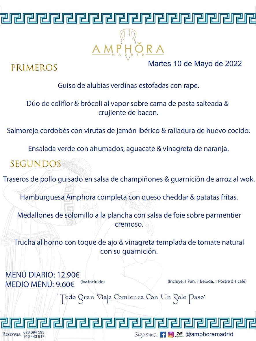 MENÚS DIARIOS MENÚS DEL DÍA MENU DEL DIA DEL MARTES 10 DE MAYO DE 2022 ALCORCÓN RESTAURANTE AMPHORA TERRAZA ALCORCÓN MADRID Av. Leganés, 54 28923 · Alcorcón · Madrid · España 91 644 39 17 620 694 595 https://youtu.be/HeULHal1yEY (Vea aquí nuestras instalaciones) https://www.amphoramadrid.com RESTAURANTE AMPHORA TERRAZA ALCORCÓN. MENUS FIN DE SEMANA ALCORCÓN, MENÚS DIARIOS ECONÓMICOS EN ALCORCÓN, MEJORES RESTAURANTES EN ALCORCÓN, TERRAZAS ALCORCON, COMER Y CENAR EN TERRAZA EN ALCORCÓN, RESTAURANTES CON TERRAZA, MEJORES TERRAZAS ALCORCÓN, COMER EN ALCORCON, RESTAURANTES GOURMET ALCORCÓN, MENUS FIN DE SEMANA ECONOMICOS ALCORCON, COMER AL AIRE LIBRE, MENUS ECONOMICOS ALCORCON, UNO DE LOS MEJORES RESTAURANTES DE ALCORCÓN Y ZONA SUR DE MADRID EN CALIDAD PRECIO. RESTAURANTE AMPHORA TERRAZA, ES UN ESPACIO GOURMET DONDE PODRÁ DEGUSTAR DEL MEJOR PRODUCTO CON UNA ELABORACIÓN CUIDADA Y CREATIVA. ADEMÁS, PODRÁ DISFRUTAR DE TODO TIPO DE BEBIDAS PREMIUM PREPARADAS POR NUESTRO BARTENDER, VERMUTS DELICIOSOS Y CERVEZAS DE CALIDAD, YA SEA EN EN EL INTERIOR DE NUESTRO RESTAURANTE O EN NUESTRA MARAVILLOSA TERRAZA. SOMOS POSIBLEMENTE UNO DE LOS MEJORES RESTAURANTES DE LA ZONA SUR EN RELACIÓN CALIDAD, PRECIO Y DECORACIÓN. #AMPHORAMADRID #TERRAZASALCORCÓN #MENUDELDIA #COMERENTERRAZA #MADRID #ALCORCÓN #TERRAZA #MENÚSDELDÍAALCORCÓN #MENÚDELDÍARESTAURANTES #COMERENALCORCÓN #MEJORESRESTAURANTESALCORCÓN #MENÚSECONÓMICOS #RESTAURANTESRECOMENDABLES #RESTAURANTESGOURMET #MENÚSECONÓMICOSALCORCÓN #COMERALAIRELIBRE #COMIDASCENASTERRAZASALCORCON #MENÚSDIARIOSALCORCÓN #MENÚDELDÍAHOY #CENARENTERRAZA #TERRAZASCONENCANTO #RESTAURANTESCONTERRAZA #CENARENALCORCÓN #MEJORESRESTAURANTES #RESTAURANTESCOPASALCORCÓN #COPASPREMIUMALCORCÓN #VERMUTALCORCÓN #GASTROBARALCORCÓN #CARNEBUEYALCORCONPARRILLABRASA #MENUECONÓMICO #GASTROBAR #MEJORTERRAZADEALCORCÓN #MENÚSVIERNESALCORCÓN #MENÚSABADOALCORCÓN #MENÚSDOMINGOALCORCÓN #MENÚSLUNESALCORCÓN #MENÚSMARTESALCORCÓN #MENÚSMIÉRCOLESALCORCÓN #MENÚSJUEVESALCORCÓN MEJOR CARNE A LA PARRILLA ALCORCÓN TOMAHAWK CARNE BUEY AUTÉNTICO ALCORCÓN RESTAURANTES PREMIUN LUJO COMIDA CREATIVA ELABORADA RESTAURANTE AMPHORA TERRAZA EN ALCORCÓN (MADRID) GASTROBAR ALCORCÓN MENÚS ECONÓMICOS DIARIOS DEL DÍA MENUS FIN DE SEMANA DE CALIDAD MEJOR MENÚ FIN DE SEMANA ALCORCÓN COMER CENAR EN TERRAZA TERRAZAS ZONA SUR COMIDAS AIRE LIBRE MEJOR CARNE PARRILLA ALCORCÓN.