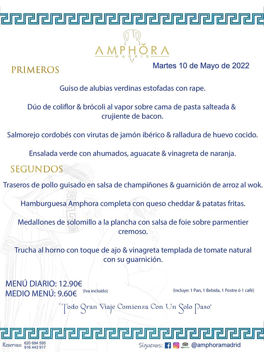 MENÚS DIARIOS MENÚS DEL DÍA MENU DEL DIA DEL MARTES 10 DE MAYO DE 2022 ALCORCÓN RESTAURANTE AMPHORA TERRAZA ALCORCÓN MADRID Av. Leganés, 54 28923 · Alcorcón · Madrid · España 91 644 39 17 620 694 595 https://youtu.be/HeULHal1yEY (Vea aquí nuestras instalaciones) https://www.amphoramadrid.com RESTAURANTE AMPHORA TERRAZA ALCORCÓN. MENUS FIN DE SEMANA ALCORCÓN, MENÚS DIARIOS ECONÓMICOS EN ALCORCÓN, MEJORES RESTAURANTES EN ALCORCÓN, TERRAZAS ALCORCON, COMER Y CENAR EN TERRAZA EN ALCORCÓN, RESTAURANTES CON TERRAZA, MEJORES TERRAZAS ALCORCÓN, COMER EN ALCORCON, RESTAURANTES GOURMET ALCORCÓN, MENUS FIN DE SEMANA ECONOMICOS ALCORCON, COMER AL AIRE LIBRE, MENUS ECONOMICOS ALCORCON, UNO DE LOS MEJORES RESTAURANTES DE ALCORCÓN Y ZONA SUR DE MADRID EN CALIDAD PRECIO. RESTAURANTE AMPHORA TERRAZA, ES UN ESPACIO GOURMET DONDE PODRÁ DEGUSTAR DEL MEJOR PRODUCTO CON UNA ELABORACIÓN CUIDADA Y CREATIVA. ADEMÁS, PODRÁ DISFRUTAR DE TODO TIPO DE BEBIDAS PREMIUM PREPARADAS POR NUESTRO BARTENDER, VERMUTS DELICIOSOS Y CERVEZAS DE CALIDAD, YA SEA EN EN EL INTERIOR DE NUESTRO RESTAURANTE O EN NUESTRA MARAVILLOSA TERRAZA. SOMOS POSIBLEMENTE UNO DE LOS MEJORES RESTAURANTES DE LA ZONA SUR EN RELACIÓN CALIDAD, PRECIO Y DECORACIÓN. #AMPHORAMADRID #TERRAZASALCORCÓN #MENUDELDIA #COMERENTERRAZA #MADRID #ALCORCÓN #TERRAZA #MENÚSDELDÍAALCORCÓN #MENÚDELDÍARESTAURANTES #COMERENALCORCÓN #MEJORESRESTAURANTESALCORCÓN #MENÚSECONÓMICOS #RESTAURANTESRECOMENDABLES #RESTAURANTESGOURMET #MENÚSECONÓMICOSALCORCÓN #COMERALAIRELIBRE #COMIDASCENASTERRAZASALCORCON #MENÚSDIARIOSALCORCÓN #MENÚDELDÍAHOY #CENARENTERRAZA #TERRAZASCONENCANTO #RESTAURANTESCONTERRAZA #CENARENALCORCÓN #MEJORESRESTAURANTES #RESTAURANTESCOPASALCORCÓN #COPASPREMIUMALCORCÓN #VERMUTALCORCÓN #GASTROBARALCORCÓN #CARNEBUEYALCORCONPARRILLABRASA #MENUECONÓMICO #GASTROBAR #MEJORTERRAZADEALCORCÓN #MENÚSVIERNESALCORCÓN #MENÚSABADOALCORCÓN #MENÚSDOMINGOALCORCÓN #MENÚSLUNESALCORCÓN #MENÚSMARTESALCORCÓN #MENÚSMIÉRCOLESALCORCÓN #MENÚSJUEVESALCORCÓN MEJOR CARNE A LA PARRILLA ALCORCÓN TOMAHAWK CARNE BUEY AUTÉNTICO ALCORCÓN RESTAURANTES PREMIUN LUJO COMIDA CREATIVA ELABORADA RESTAURANTE AMPHORA TERRAZA EN ALCORCÓN (MADRID) GASTROBAR ALCORCÓN MENÚS ECONÓMICOS DIARIOS DEL DÍA MENUS FIN DE SEMANA DE CALIDAD MEJOR MENÚ FIN DE SEMANA ALCORCÓN COMER CENAR EN TERRAZA TERRAZAS ZONA SUR COMIDAS AIRE LIBRE MEJOR CARNE PARRILLA ALCORCÓN.