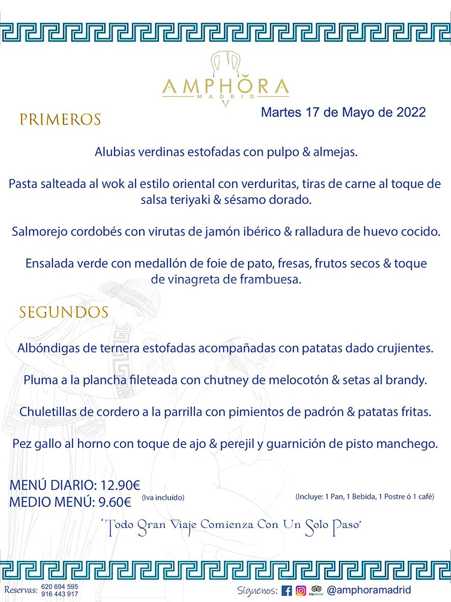 MENÚS DIARIOS MENÚS DEL DÍA MENU DEL DIA DEL MARTES 17 DE MAYO DE 2022 ALCORCÓN RESTAURANTE AMPHORA TERRAZA ALCORCÓN MADRID Av. Leganés, 54 28923 · Alcorcón · Madrid · España 91 644 39 17 620 694 595 https://youtu.be/HeULHal1yEY (Vea aquí nuestras instalaciones) https://www.amphoramadrid.com RESTAURANTE AMPHORA TERRAZA ALCORCÓN. MENUS FIN DE SEMANA ALCORCÓN, MENÚS DIARIOS ECONÓMICOS EN ALCORCÓN, MEJORES RESTAURANTES EN ALCORCÓN, TERRAZAS ALCORCON, COMER Y CENAR EN TERRAZA EN ALCORCÓN, RESTAURANTES CON TERRAZA, MEJORES TERRAZAS ALCORCÓN, COMER EN ALCORCON, RESTAURANTES GOURMET ALCORCÓN, MENUS FIN DE SEMANA ECONOMICOS ALCORCON, COMER AL AIRE LIBRE, MENUS ECONOMICOS ALCORCON, UNO DE LOS MEJORES RESTAURANTES DE ALCORCÓN Y ZONA SUR DE MADRID EN CALIDAD PRECIO. RESTAURANTE AMPHORA TERRAZA, ES UN ESPACIO GOURMET DONDE PODRÁ DEGUSTAR DEL MEJOR PRODUCTO CON UNA ELABORACIÓN CUIDADA Y CREATIVA. ADEMÁS, PODRÁ DISFRUTAR DE TODO TIPO DE BEBIDAS PREMIUM PREPARADAS POR NUESTRO BARTENDER, VERMUTS DELICIOSOS Y CERVEZAS DE CALIDAD, YA SEA EN EN EL INTERIOR DE NUESTRO RESTAURANTE O EN NUESTRA MARAVILLOSA TERRAZA. SOMOS POSIBLEMENTE UNO DE LOS MEJORES RESTAURANTES DE LA ZONA SUR EN RELACIÓN CALIDAD, PRECIO Y DECORACIÓN. #AMPHORAMADRID #TERRAZASALCORCÓN #MENUDELDIA #COMERENTERRAZA #MADRID #ALCORCÓN #TERRAZA #MENÚSDELDÍAALCORCÓN #MENÚDELDÍARESTAURANTES #COMERENALCORCÓN #MEJORESRESTAURANTESALCORCÓN #MENÚSECONÓMICOS #RESTAURANTESRECOMENDABLES #RESTAURANTESGOURMET #MENÚSECONÓMICOSALCORCÓN #COMERALAIRELIBRE #COMIDASCENASTERRAZASALCORCON #MENÚSDIARIOSALCORCÓN #MENÚDELDÍAHOY #CENARENTERRAZA #TERRAZASCONENCANTO #RESTAURANTESCONTERRAZA #CENARENALCORCÓN #MEJORESRESTAURANTES #RESTAURANTESCOPASALCORCÓN #COPASPREMIUMALCORCÓN #VERMUTALCORCÓN #GASTROBARALCORCÓN #CARNEBUEYALCORCONPARRILLABRASA #MENUECONÓMICO #GASTROBAR #MEJORTERRAZADEALCORCÓN #MENÚSVIERNESALCORCÓN #MENÚSABADOALCORCÓN #MENÚSDOMINGOALCORCÓN #MENÚSLUNESALCORCÓN #MENÚSMARTESALCORCÓN #MENÚSMIÉRCOLESALCORCÓN #MENÚSJUEVESALCORCÓN MEJOR CARNE A LA PARRILLA ALCORCÓN TOMAHAWK CARNE BUEY AUTÉNTICO ALCORCÓN RESTAURANTES PREMIUN LUJO COMIDA CREATIVA ELABORADA RESTAURANTE AMPHORA TERRAZA EN ALCORCÓN (MADRID) GASTROBAR ALCORCÓN MENÚS ECONÓMICOS DIARIOS DEL DÍA MENUS FIN DE SEMANA DE CALIDAD MEJOR MENÚ FIN DE SEMANA ALCORCÓN COMER CENAR EN TERRAZA TERRAZAS ZONA SUR COMIDAS AIRE LIBRE MEJOR CARNE PARRILLA ALCORCÓN.