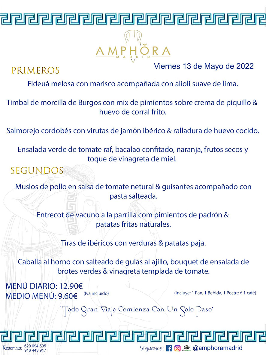 MENÚS DIARIOS MENÚS DEL DÍA MENU DEL DIA DEL VIERNES 14 DE MAYO DE 2022 ALCORCÓN RESTAURANTE AMPHORA TERRAZA ALCORCÓN MADRID Av. Leganés, 54 28923 · Alcorcón · Madrid · España 91 644 39 17 620 694 595 https://youtu.be/HeULHal1yEY (Vea aquí nuestras instalaciones) https://www.amphoramadrid.com RESTAURANTE AMPHORA TERRAZA ALCORCÓN. MENUS FIN DE SEMANA ALCORCÓN, MENÚS DIARIOS ECONÓMICOS EN ALCORCÓN, MEJORES RESTAURANTES EN ALCORCÓN, TERRAZAS ALCORCON, COMER Y CENAR EN TERRAZA EN ALCORCÓN, RESTAURANTES CON TERRAZA, MEJORES TERRAZAS ALCORCÓN, COMER EN ALCORCON, RESTAURANTES GOURMET ALCORCÓN, MENUS FIN DE SEMANA ECONOMICOS ALCORCON, COMER AL AIRE LIBRE, MENUS ECONOMICOS ALCORCON, UNO DE LOS MEJORES RESTAURANTES DE ALCORCÓN Y ZONA SUR DE MADRID EN CALIDAD PRECIO. RESTAURANTE AMPHORA TERRAZA, ES UN ESPACIO GOURMET DONDE PODRÁ DEGUSTAR DEL MEJOR PRODUCTO CON UNA ELABORACIÓN CUIDADA Y CREATIVA. ADEMÁS, PODRÁ DISFRUTAR DE TODO TIPO DE BEBIDAS PREMIUM PREPARADAS POR NUESTRO BARTENDER, VERMUTS DELICIOSOS Y CERVEZAS DE CALIDAD, YA SEA EN EN EL INTERIOR DE NUESTRO RESTAURANTE O EN NUESTRA MARAVILLOSA TERRAZA. SOMOS POSIBLEMENTE UNO DE LOS MEJORES RESTAURANTES DE LA ZONA SUR EN RELACIÓN CALIDAD, PRECIO Y DECORACIÓN. #AMPHORAMADRID #TERRAZASALCORCÓN #MENUDELDIA #COMERENTERRAZA #MADRID #ALCORCÓN #TERRAZA #MENÚSDELDÍAALCORCÓN #MENÚDELDÍARESTAURANTES #COMERENALCORCÓN #MEJORESRESTAURANTESALCORCÓN #MENÚSECONÓMICOS #RESTAURANTESRECOMENDABLES #RESTAURANTESGOURMET #MENÚSECONÓMICOSALCORCÓN #COMERALAIRELIBRE #COMIDASCENASTERRAZASALCORCON #MENÚSDIARIOSALCORCÓN #MENÚDELDÍAHOY #CENARENTERRAZA #TERRAZASCONENCANTO #RESTAURANTESCONTERRAZA #CENARENALCORCÓN #MEJORESRESTAURANTES #RESTAURANTESCOPASALCORCÓN #COPASPREMIUMALCORCÓN #VERMUTALCORCÓN #GASTROBARALCORCÓN #CARNEBUEYALCORCONPARRILLABRASA #MENUECONÓMICO #GASTROBAR #MEJORTERRAZADEALCORCÓN #MENÚSVIERNESALCORCÓN #MENÚSABADOALCORCÓN #MENÚSDOMINGOALCORCÓN #MENÚSLUNESALCORCÓN #MENÚSMARTESALCORCÓN #MENÚSMIÉRCOLESALCORCÓN #MENÚSJUEVESALCORCÓN MEJOR CARNE A LA PARRILLA ALCORCÓN TOMAHAWK CARNE BUEY AUTÉNTICO ALCORCÓN RESTAURANTES PREMIUN LUJO COMIDA CREATIVA ELABORADA RESTAURANTE AMPHORA TERRAZA EN ALCORCÓN (MADRID) GASTROBAR ALCORCÓN MENÚS ECONÓMICOS DIARIOS DEL DÍA MENUS FIN DE SEMANA DE CALIDAD MEJOR MENÚ FIN DE SEMANA ALCORCÓN COMER CENAR EN TERRAZA TERRAZAS ZONA SUR COMIDAS AIRE LIBRE MEJOR CARNE PARRILLA ALCORCÓN.