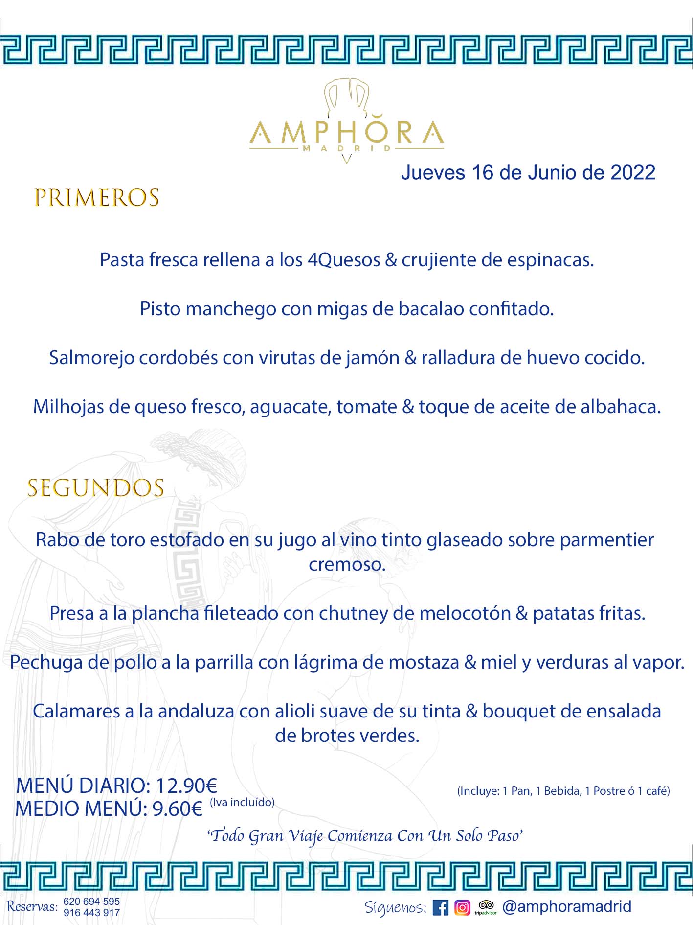 MENÚS DIARIOS MENÚS DEL DÍA MENU DEL DIA DEL JUEVES 16 DE JUNIO DE 2022 ALCORCÓN RESTAURANTE AMPHORA TERRAZA ALCORCÓN MADRID Av. Leganés, 54 28923 · Alcorcón · Madrid · España 91 644 39 17 620 694 595 https://youtu.be/HeULHal1yEY (Vea aquí nuestras instalaciones) https://www.amphoramadrid.com RESTAURANTE AMPHORA TERRAZA ALCORCÓN. MENUS FIN DE SEMANA ALCORCÓN, MENÚS DIARIOS ECONÓMICOS EN ALCORCÓN, MEJORES RESTAURANTES EN ALCORCÓN, TERRAZAS ALCORCON, COMER Y CENAR EN TERRAZA EN ALCORCÓN, RESTAURANTES CON TERRAZA, MEJORES TERRAZAS ALCORCÓN, COMER EN ALCORCON, RESTAURANTES GOURMET ALCORCÓN, MENUS FIN DE SEMANA ECONOMICOS ALCORCON, COMER AL AIRE LIBRE, MENUS ECONOMICOS ALCORCON, UNO DE LOS MEJORES RESTAURANTES DE ALCORCÓN Y ZONA SUR DE MADRID EN CALIDAD PRECIO. RESTAURANTE AMPHORA TERRAZA, ES UN ESPACIO GOURMET DONDE PODRÁ DEGUSTAR DEL MEJOR PRODUCTO CON UNA ELABORACIÓN CUIDADA Y CREATIVA. ADEMÁS, PODRÁ DISFRUTAR DE TODO TIPO DE BEBIDAS PREMIUM PREPARADAS POR NUESTRO BARTENDER, VERMUTS DELICIOSOS Y CERVEZAS DE CALIDAD, YA SEA EN EN EL INTERIOR DE NUESTRO RESTAURANTE O EN NUESTRA MARAVILLOSA TERRAZA. SOMOS POSIBLEMENTE UNO DE LOS MEJORES RESTAURANTES DE LA ZONA SUR EN RELACIÓN CALIDAD, PRECIO Y DECORACIÓN. #AMPHORAMADRID #TERRAZASALCORCÓN #MENUDELDIA #COMERENTERRAZA #MADRID #ALCORCÓN #TERRAZA #MENÚSDELDÍAALCORCÓN #MENÚDELDÍARESTAURANTES #COMERENALCORCÓN #MEJORESRESTAURANTESALCORCÓN #MENÚSECONÓMICOS #RESTAURANTESRECOMENDABLES #RESTAURANTESGOURMET #MENÚSECONÓMICOSALCORCÓN #COMERALAIRELIBRE #COMIDASCENASTERRAZASALCORCON #MENÚSDIARIOSALCORCÓN #MENÚDELDÍAHOY #CENARENTERRAZA #TERRAZASCONENCANTO #RESTAURANTESCONTERRAZA #CENARENALCORCÓN #MEJORESRESTAURANTES #RESTAURANTESCOPASALCORCÓN #COPASPREMIUMALCORCÓN #VERMUTALCORCÓN #GASTROBARALCORCÓN #CARNEBUEYALCORCONPARRILLABRASA #MENUECONÓMICO #GASTROBAR #MEJORTERRAZADEALCORCÓN #MENÚSVIERNESALCORCÓN #MENÚSABADOALCORCÓN #MENÚSDOMINGOALCORCÓN #MENÚSLUNESALCORCÓN #MENÚSMARTESALCORCÓN #MENÚSMIÉRCOLESALCORCÓN #MENÚSJUEVESALCORCÓN MEJOR CARNE A LA PARRILLA ALCORCÓN TOMAHAWK CARNE BUEY AUTÉNTICO ALCORCÓN RESTAURANTES PREMIUN LUJO COMIDA CREATIVA ELABORADA RESTAURANTE AMPHORA TERRAZA EN ALCORCÓN (MADRID) GASTROBAR ALCORCÓN MENÚS ECONÓMICOS DIARIOS DEL DÍA MENUS FIN DE SEMANA DE CALIDAD MEJOR MENÚ FIN DE SEMANA ALCORCÓN COMER CENAR EN TERRAZA TERRAZAS ZONA SUR COMIDAS AIRE LIBRE MEJOR CARNE PARRILLA ALCORCÓN.