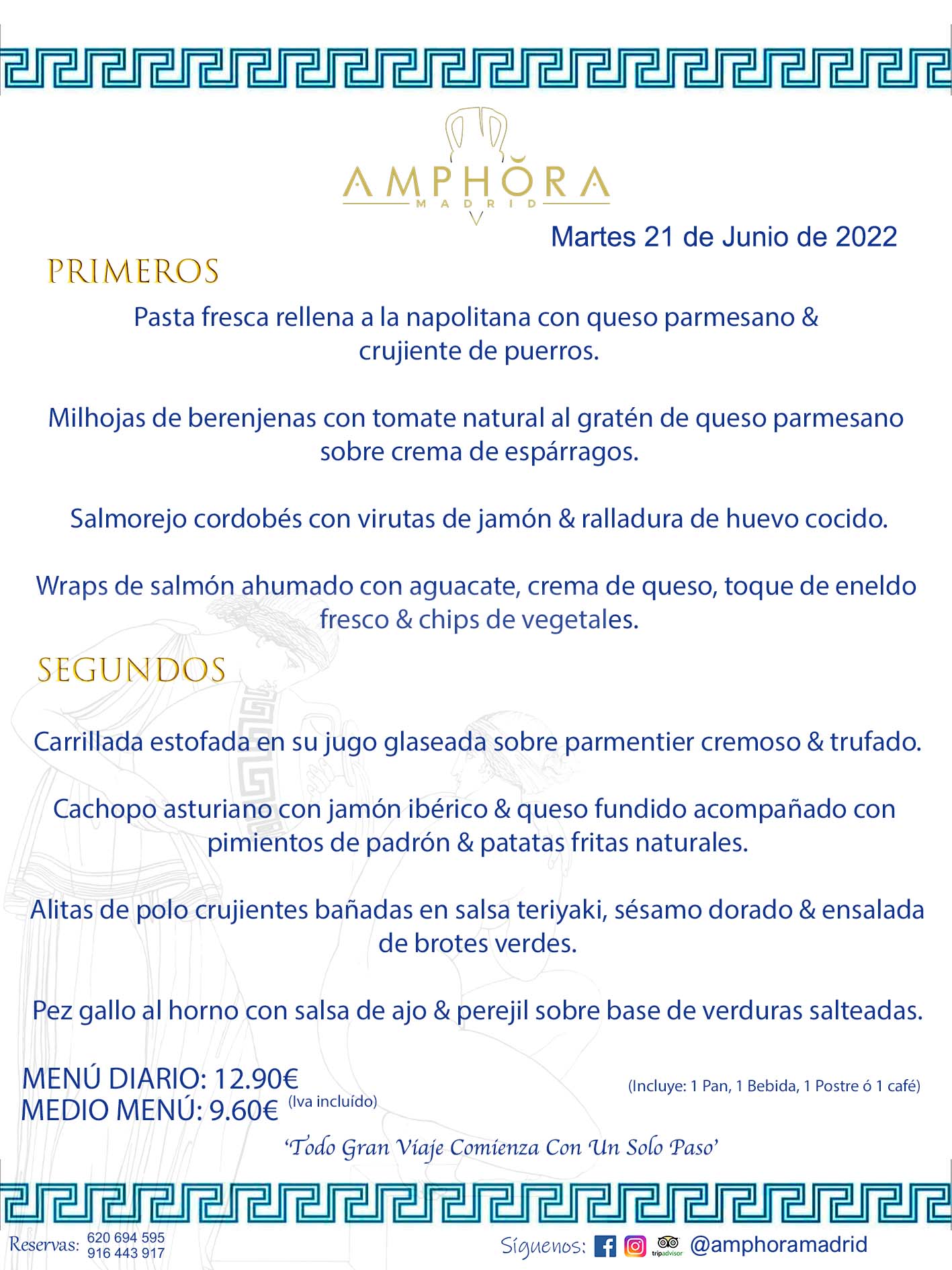 MENÚS DIARIOS MENÚS DEL DÍA MENU DEL DIA DEL MARTES 21 DE JUNIO DE 2022 ALCORCÓN RESTAURANTE AMPHORA TERRAZA ALCORCÓN MADRID Av. Leganés, 54 28923 · Alcorcón · Madrid · España 91 644 39 17 620 694 595 https://youtu.be/HeULHal1yEY (Vea aquí nuestras instalaciones) https://www.amphoramadrid.com RESTAURANTE AMPHORA TERRAZA ALCORCÓN. MENUS FIN DE SEMANA ALCORCÓN, MENÚS DIARIOS ECONÓMICOS EN ALCORCÓN, MEJORES RESTAURANTES EN ALCORCÓN, TERRAZAS ALCORCON, COMER Y CENAR EN TERRAZA EN ALCORCÓN, RESTAURANTES CON TERRAZA, MEJORES TERRAZAS ALCORCÓN, COMER EN ALCORCON, RESTAURANTES GOURMET ALCORCÓN, MENUS FIN DE SEMANA ECONOMICOS ALCORCON, COMER AL AIRE LIBRE, MENUS ECONOMICOS ALCORCON, UNO DE LOS MEJORES RESTAURANTES DE ALCORCÓN Y ZONA SUR DE MADRID EN CALIDAD PRECIO. RESTAURANTE AMPHORA TERRAZA, ES UN ESPACIO GOURMET DONDE PODRÁ DEGUSTAR DEL MEJOR PRODUCTO CON UNA ELABORACIÓN CUIDADA Y CREATIVA. ADEMÁS, PODRÁ DISFRUTAR DE TODO TIPO DE BEBIDAS PREMIUM PREPARADAS POR NUESTRO BARTENDER, VERMUTS DELICIOSOS Y CERVEZAS DE CALIDAD, YA SEA EN EN EL INTERIOR DE NUESTRO RESTAURANTE O EN NUESTRA MARAVILLOSA TERRAZA. SOMOS POSIBLEMENTE UNO DE LOS MEJORES RESTAURANTES DE LA ZONA SUR EN RELACIÓN CALIDAD, PRECIO Y DECORACIÓN. #AMPHORAMADRID #TERRAZASALCORCÓN #MENUDELDIA #COMERENTERRAZA #MADRID #ALCORCÓN #TERRAZA #MENÚSDELDÍAALCORCÓN #MENÚDELDÍARESTAURANTES #COMERENALCORCÓN #MEJORESRESTAURANTESALCORCÓN #MENÚSECONÓMICOS #RESTAURANTESRECOMENDABLES #RESTAURANTESGOURMET #MENÚSECONÓMICOSALCORCÓN #COMERALAIRELIBRE #COMIDASCENASTERRAZASALCORCON #MENÚSDIARIOSALCORCÓN #MENÚDELDÍAHOY #CENARENTERRAZA #TERRAZASCONENCANTO #RESTAURANTESCONTERRAZA #CENARENALCORCÓN #MEJORESRESTAURANTES #RESTAURANTESCOPASALCORCÓN #COPASPREMIUMALCORCÓN #VERMUTALCORCÓN #GASTROBARALCORCÓN #CARNEBUEYALCORCONPARRILLABRASA #MENUECONÓMICO #GASTROBAR #MEJORTERRAZADEALCORCÓN #MENÚSVIERNESALCORCÓN #MENÚSABADOALCORCÓN #MENÚSDOMINGOALCORCÓN #MENÚSLUNESALCORCÓN #MENÚSMARTESALCORCÓN #MENÚSMIÉRCOLESALCORCÓN #MENÚSJUEVESALCORCÓN MEJOR CARNE A LA PARRILLA ALCORCÓN TOMAHAWK CARNE BUEY AUTÉNTICO ALCORCÓN RESTAURANTES PREMIUN LUJO COMIDA CREATIVA ELABORADA RESTAURANTE AMPHORA TERRAZA EN ALCORCÓN (MADRID) GASTROBAR ALCORCÓN MENÚS ECONÓMICOS DIARIOS DEL DÍA MENUS FIN DE SEMANA DE CALIDAD MEJOR MENÚ FIN DE SEMANA ALCORCÓN COMER CENAR EN TERRAZA TERRAZAS ZONA SUR COMIDAS AIRE LIBRE MEJOR CARNE PARRILLA ALCORCÓN.