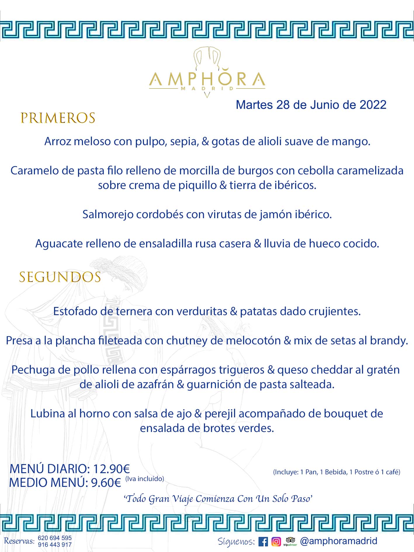 MENÚS DIARIOS MENÚS DEL DÍA MENU DEL DIA DEL MARTES 28 DE JUNIO DE 2022 ALCORCÓN RESTAURANTE AMPHORA TERRAZA ALCORCÓN MADRID Av. Leganés, 54 28923 · Alcorcón · Madrid · España 91 644 39 17 620 694 595 https://youtu.be/HeULHal1yEY (Vea aquí nuestras instalaciones) https://www.amphoramadrid.com RESTAURANTE AMPHORA TERRAZA ALCORCÓN. MENUS FIN DE SEMANA ALCORCÓN, MENÚS DIARIOS ECONÓMICOS EN ALCORCÓN, MEJORES RESTAURANTES EN ALCORCÓN, TERRAZAS ALCORCON, COMER Y CENAR EN TERRAZA EN ALCORCÓN, RESTAURANTES CON TERRAZA, MEJORES TERRAZAS ALCORCÓN, COMER EN ALCORCON, RESTAURANTES GOURMET ALCORCÓN, MENUS FIN DE SEMANA ECONOMICOS ALCORCON, COMER AL AIRE LIBRE, MENUS ECONOMICOS ALCORCON, UNO DE LOS MEJORES RESTAURANTES DE ALCORCÓN Y ZONA SUR DE MADRID EN CALIDAD PRECIO. RESTAURANTE AMPHORA TERRAZA, ES UN ESPACIO GOURMET DONDE PODRÁ DEGUSTAR DEL MEJOR PRODUCTO CON UNA ELABORACIÓN CUIDADA Y CREATIVA. ADEMÁS, PODRÁ DISFRUTAR DE TODO TIPO DE BEBIDAS PREMIUM PREPARADAS POR NUESTRO BARTENDER, VERMUTS DELICIOSOS Y CERVEZAS DE CALIDAD, YA SEA EN EN EL INTERIOR DE NUESTRO RESTAURANTE O EN NUESTRA MARAVILLOSA TERRAZA. SOMOS POSIBLEMENTE UNO DE LOS MEJORES RESTAURANTES DE LA ZONA SUR EN RELACIÓN CALIDAD, PRECIO Y DECORACIÓN. #AMPHORAMADRID #TERRAZASALCORCÓN #MENUDELDIA #COMERENTERRAZA #MADRID #ALCORCÓN #TERRAZA #MENÚSDELDÍAALCORCÓN #MENÚDELDÍARESTAURANTES #COMERENALCORCÓN #MEJORESRESTAURANTESALCORCÓN #MENÚSECONÓMICOS #RESTAURANTESRECOMENDABLES #RESTAURANTESGOURMET #MENÚSECONÓMICOSALCORCÓN #COMERALAIRELIBRE #COMIDASCENASTERRAZASALCORCON #MENÚSDIARIOSALCORCÓN #MENÚDELDÍAHOY #CENARENTERRAZA #TERRAZASCONENCANTO #RESTAURANTESCONTERRAZA #CENARENALCORCÓN #MEJORESRESTAURANTES #RESTAURANTESCOPASALCORCÓN #COPASPREMIUMALCORCÓN #VERMUTALCORCÓN #GASTROBARALCORCÓN #CARNEBUEYALCORCONPARRILLABRASA #MENUECONÓMICO #GASTROBAR #MEJORTERRAZADEALCORCÓN #MENÚSVIERNESALCORCÓN #MENÚSABADOALCORCÓN #MENÚSDOMINGOALCORCÓN #MENÚSLUNESALCORCÓN #MENÚSMARTESALCORCÓN #MENÚSMIÉRCOLESALCORCÓN #MENÚSJUEVESALCORCÓN MEJOR CARNE A LA PARRILLA ALCORCÓN TOMAHAWK CARNE BUEY AUTÉNTICO ALCORCÓN RESTAURANTES PREMIUN LUJO COMIDA CREATIVA ELABORADA RESTAURANTE AMPHORA TERRAZA EN ALCORCÓN (MADRID) GASTROBAR ALCORCÓN MENÚS ECONÓMICOS DIARIOS DEL DÍA MENUS FIN DE SEMANA DE CALIDAD MEJOR MENÚ FIN DE SEMANA ALCORCÓN COMER CENAR EN TERRAZA TERRAZAS ZONA SUR COMIDAS AIRE LIBRE MEJOR CARNE PARRILLA ALCORCÓN.