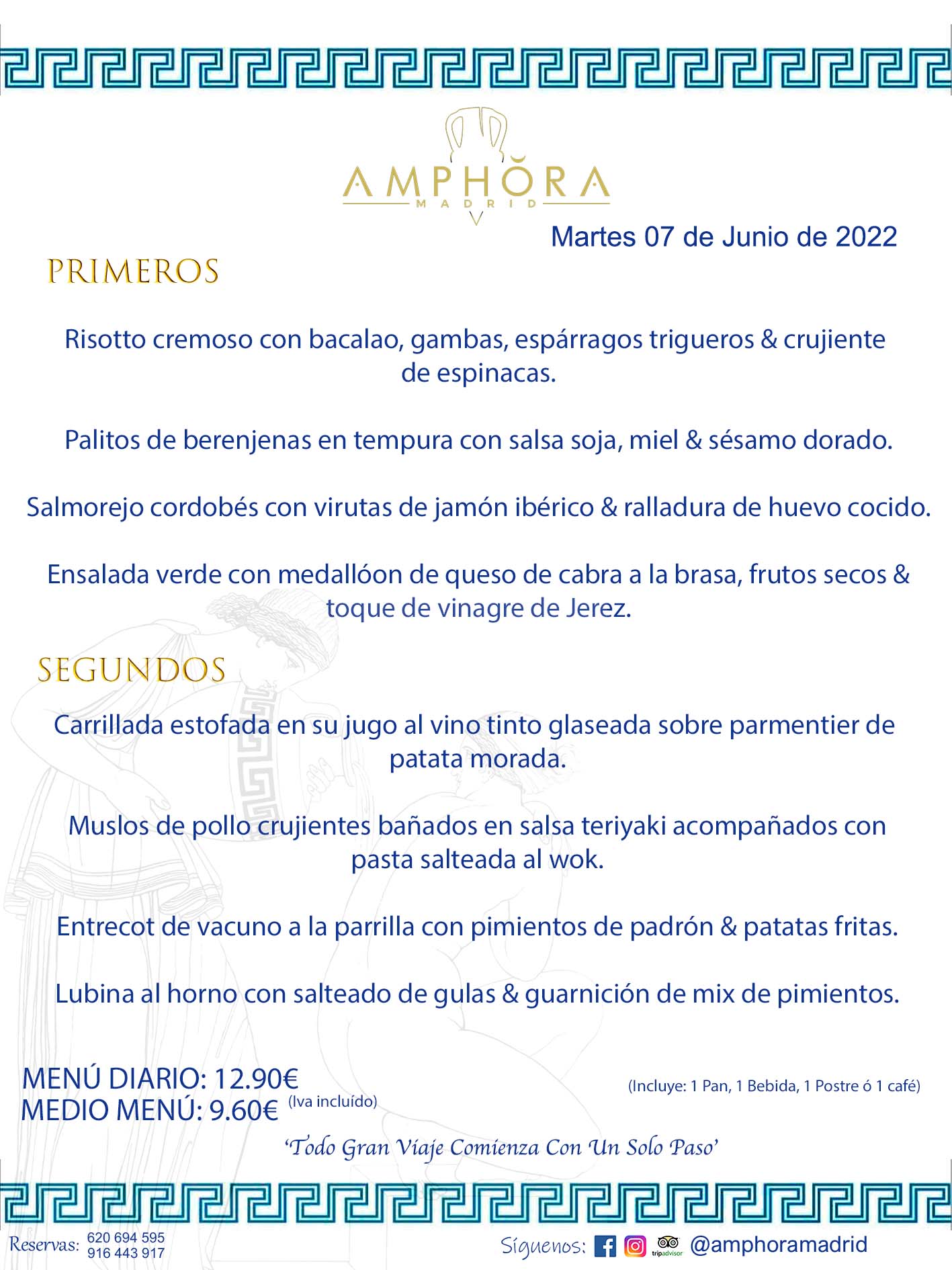 MENÚS DIARIOS MENÚS DEL DÍA MENU DEL DIA DEL MARTES 7 DE JUNIO DE 2022 ALCORCÓN RESTAURANTE AMPHORA TERRAZA ALCORCÓN MADRID Av. Leganés, 54 28923 · Alcorcón · Madrid · España 91 644 39 17 620 694 595 https://youtu.be/HeULHal1yEY (Vea aquí nuestras instalaciones) https://www.amphoramadrid.com RESTAURANTE AMPHORA TERRAZA ALCORCÓN. MENUS FIN DE SEMANA ALCORCÓN, MENÚS DIARIOS ECONÓMICOS EN ALCORCÓN, MEJORES RESTAURANTES EN ALCORCÓN, TERRAZAS ALCORCON, COMER Y CENAR EN TERRAZA EN ALCORCÓN, RESTAURANTES CON TERRAZA, MEJORES TERRAZAS ALCORCÓN, COMER EN ALCORCON, RESTAURANTES GOURMET ALCORCÓN, MENUS FIN DE SEMANA ECONOMICOS ALCORCON, COMER AL AIRE LIBRE, MENUS ECONOMICOS ALCORCON, UNO DE LOS MEJORES RESTAURANTES DE ALCORCÓN Y ZONA SUR DE MADRID EN CALIDAD PRECIO. RESTAURANTE AMPHORA TERRAZA, ES UN ESPACIO GOURMET DONDE PODRÁ DEGUSTAR DEL MEJOR PRODUCTO CON UNA ELABORACIÓN CUIDADA Y CREATIVA. ADEMÁS, PODRÁ DISFRUTAR DE TODO TIPO DE BEBIDAS PREMIUM PREPARADAS POR NUESTRO BARTENDER, VERMUTS DELICIOSOS Y CERVEZAS DE CALIDAD, YA SEA EN EN EL INTERIOR DE NUESTRO RESTAURANTE O EN NUESTRA MARAVILLOSA TERRAZA. SOMOS POSIBLEMENTE UNO DE LOS MEJORES RESTAURANTES DE LA ZONA SUR EN RELACIÓN CALIDAD, PRECIO Y DECORACIÓN. #AMPHORAMADRID #TERRAZASALCORCÓN #MENUDELDIA #COMERENTERRAZA #MADRID #ALCORCÓN #TERRAZA #MENÚSDELDÍAALCORCÓN #MENÚDELDÍARESTAURANTES #COMERENALCORCÓN #MEJORESRESTAURANTESALCORCÓN #MENÚSECONÓMICOS #RESTAURANTESRECOMENDABLES #RESTAURANTESGOURMET #MENÚSECONÓMICOSALCORCÓN #COMERALAIRELIBRE #COMIDASCENASTERRAZASALCORCON #MENÚSDIARIOSALCORCÓN #MENÚDELDÍAHOY #CENARENTERRAZA #TERRAZASCONENCANTO #RESTAURANTESCONTERRAZA #CENARENALCORCÓN #MEJORESRESTAURANTES #RESTAURANTESCOPASALCORCÓN #COPASPREMIUMALCORCÓN #VERMUTALCORCÓN #GASTROBARALCORCÓN #CARNEBUEYALCORCONPARRILLABRASA #MENUECONÓMICO #GASTROBAR #MEJORTERRAZADEALCORCÓN #MENÚSVIERNESALCORCÓN #MENÚSABADOALCORCÓN #MENÚSDOMINGOALCORCÓN #MENÚSLUNESALCORCÓN #MENÚSMARTESALCORCÓN #MENÚSMIÉRCOLESALCORCÓN #MENÚSJUEVESALCORCÓN MEJOR CARNE A LA PARRILLA ALCORCÓN TOMAHAWK CARNE BUEY AUTÉNTICO ALCORCÓN RESTAURANTES PREMIUN LUJO COMIDA CREATIVA ELABORADA RESTAURANTE AMPHORA TERRAZA EN ALCORCÓN (MADRID) GASTROBAR ALCORCÓN MENÚS ECONÓMICOS DIARIOS DEL DÍA MENUS FIN DE SEMANA DE CALIDAD MEJOR MENÚ FIN DE SEMANA ALCORCÓN COMER CENAR EN TERRAZA TERRAZAS ZONA SUR COMIDAS AIRE LIBRE MEJOR CARNE PARRILLA ALCORCÓN.