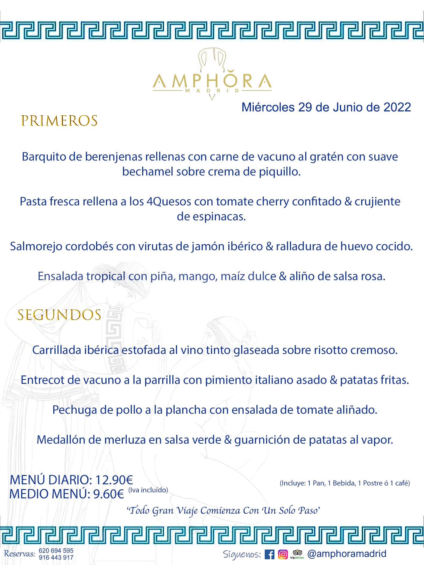 MENÚS DIARIOS MENÚS DEL DÍA MENU DEL DIA DEL MIÉRCOLES 29 DE JUNIO DE 2022 ALCORCÓN RESTAURANTE AMPHORA TERRAZA ALCORCÓN MADRID Av. Leganés, 54 28923 · Alcorcón · Madrid · España 91 644 39 17 620 694 595 https://youtu.be/HeULHal1yEY (Vea aquí nuestras instalaciones) https://www.amphoramadrid.com RESTAURANTE AMPHORA TERRAZA ALCORCÓN. MENUS FIN DE SEMANA ALCORCÓN, MENÚS DIARIOS ECONÓMICOS EN ALCORCÓN, MEJORES RESTAURANTES EN ALCORCÓN, TERRAZAS ALCORCON, COMER Y CENAR EN TERRAZA EN ALCORCÓN, RESTAURANTES CON TERRAZA, MEJORES TERRAZAS ALCORCÓN, COMER EN ALCORCON, RESTAURANTES GOURMET ALCORCÓN, MENUS FIN DE SEMANA ECONOMICOS ALCORCON, COMER AL AIRE LIBRE, MENUS ECONOMICOS ALCORCON, UNO DE LOS MEJORES RESTAURANTES DE ALCORCÓN Y ZONA SUR DE MADRID EN CALIDAD PRECIO. RESTAURANTE AMPHORA TERRAZA, ES UN ESPACIO GOURMET DONDE PODRÁ DEGUSTAR DEL MEJOR PRODUCTO CON UNA ELABORACIÓN CUIDADA Y CREATIVA. ADEMÁS, PODRÁ DISFRUTAR DE TODO TIPO DE BEBIDAS PREMIUM PREPARADAS POR NUESTRO BARTENDER, VERMUTS DELICIOSOS Y CERVEZAS DE CALIDAD, YA SEA EN EN EL INTERIOR DE NUESTRO RESTAURANTE O EN NUESTRA MARAVILLOSA TERRAZA. SOMOS POSIBLEMENTE UNO DE LOS MEJORES RESTAURANTES DE LA ZONA SUR EN RELACIÓN CALIDAD, PRECIO Y DECORACIÓN. #AMPHORAMADRID #TERRAZASALCORCÓN #MENUDELDIA #COMERENTERRAZA #MADRID #ALCORCÓN #TERRAZA #MENÚSDELDÍAALCORCÓN #MENÚDELDÍARESTAURANTES #COMERENALCORCÓN #MEJORESRESTAURANTESALCORCÓN #MENÚSECONÓMICOS #RESTAURANTESRECOMENDABLES #RESTAURANTESGOURMET #MENÚSECONÓMICOSALCORCÓN #COMERALAIRELIBRE #COMIDASCENASTERRAZASALCORCON #MENÚSDIARIOSALCORCÓN #MENÚDELDÍAHOY #CENARENTERRAZA #TERRAZASCONENCANTO #RESTAURANTESCONTERRAZA #CENARENALCORCÓN #MEJORESRESTAURANTES #RESTAURANTESCOPASALCORCÓN #COPASPREMIUMALCORCÓN #VERMUTALCORCÓN #GASTROBARALCORCÓN #CARNEBUEYALCORCONPARRILLABRASA #MENUECONÓMICO #GASTROBAR #MEJORTERRAZADEALCORCÓN #MENÚSVIERNESALCORCÓN #MENÚSABADOALCORCÓN #MENÚSDOMINGOALCORCÓN #MENÚSLUNESALCORCÓN #MENÚSMARTESALCORCÓN #MENÚSMIÉRCOLESALCORCÓN #MENÚSJUEVESALCORCÓN MEJOR CARNE A LA PARRILLA ALCORCÓN TOMAHAWK CARNE BUEY AUTÉNTICO ALCORCÓN RESTAURANTES PREMIUN LUJO COMIDA CREATIVA ELABORADA RESTAURANTE AMPHORA TERRAZA EN ALCORCÓN (MADRID) GASTROBAR ALCORCÓN MENÚS ECONÓMICOS DIARIOS DEL DÍA MENUS FIN DE SEMANA DE CALIDAD MEJOR MENÚ FIN DE SEMANA ALCORCÓN COMER CENAR EN TERRAZA TERRAZAS ZONA SUR COMIDAS AIRE LIBRE MEJOR CARNE PARRILLA ALCORCÓN.