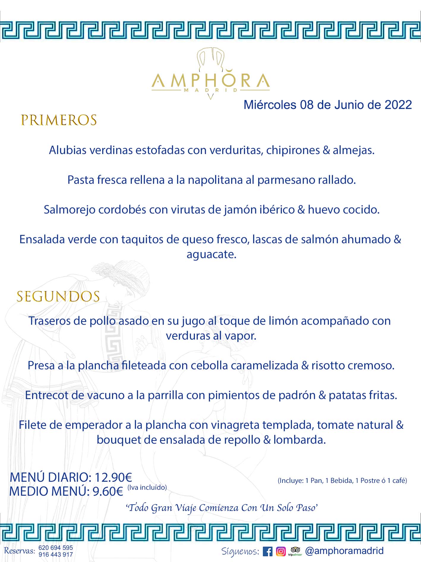 MENÚS DIARIOS MENÚS DEL DÍA MENU DEL DIA DEL MIÉRCOLES 8 DE JUNIO DE 2022 ALCORCÓN RESTAURANTE AMPHORA TERRAZA ALCORCÓN MADRID Av. Leganés, 54 28923 · Alcorcón · Madrid · España 91 644 39 17 620 694 595 https://youtu.be/HeULHal1yEY (Vea aquí nuestras instalaciones) https://www.amphoramadrid.com RESTAURANTE AMPHORA TERRAZA ALCORCÓN. MENUS FIN DE SEMANA ALCORCÓN, MENÚS DIARIOS ECONÓMICOS EN ALCORCÓN, MEJORES RESTAURANTES EN ALCORCÓN, TERRAZAS ALCORCON, COMER Y CENAR EN TERRAZA EN ALCORCÓN, RESTAURANTES CON TERRAZA, MEJORES TERRAZAS ALCORCÓN, COMER EN ALCORCON, RESTAURANTES GOURMET ALCORCÓN, MENUS FIN DE SEMANA ECONOMICOS ALCORCON, COMER AL AIRE LIBRE, MENUS ECONOMICOS ALCORCON, UNO DE LOS MEJORES RESTAURANTES DE ALCORCÓN Y ZONA SUR DE MADRID EN CALIDAD PRECIO. RESTAURANTE AMPHORA TERRAZA, ES UN ESPACIO GOURMET DONDE PODRÁ DEGUSTAR DEL MEJOR PRODUCTO CON UNA ELABORACIÓN CUIDADA Y CREATIVA. ADEMÁS, PODRÁ DISFRUTAR DE TODO TIPO DE BEBIDAS PREMIUM PREPARADAS POR NUESTRO BARTENDER, VERMUTS DELICIOSOS Y CERVEZAS DE CALIDAD, YA SEA EN EN EL INTERIOR DE NUESTRO RESTAURANTE O EN NUESTRA MARAVILLOSA TERRAZA. SOMOS POSIBLEMENTE UNO DE LOS MEJORES RESTAURANTES DE LA ZONA SUR EN RELACIÓN CALIDAD, PRECIO Y DECORACIÓN. #AMPHORAMADRID #TERRAZASALCORCÓN #MENUDELDIA #COMERENTERRAZA #MADRID #ALCORCÓN #TERRAZA #MENÚSDELDÍAALCORCÓN #MENÚDELDÍARESTAURANTES #COMERENALCORCÓN #MEJORESRESTAURANTESALCORCÓN #MENÚSECONÓMICOS #RESTAURANTESRECOMENDABLES #RESTAURANTESGOURMET #MENÚSECONÓMICOSALCORCÓN #COMERALAIRELIBRE #COMIDASCENASTERRAZASALCORCON #MENÚSDIARIOSALCORCÓN #MENÚDELDÍAHOY #CENARENTERRAZA #TERRAZASCONENCANTO #RESTAURANTESCONTERRAZA #CENARENALCORCÓN #MEJORESRESTAURANTES #RESTAURANTESCOPASALCORCÓN #COPASPREMIUMALCORCÓN #VERMUTALCORCÓN #GASTROBARALCORCÓN #CARNEBUEYALCORCONPARRILLABRASA #MENUECONÓMICO #GASTROBAR #MEJORTERRAZADEALCORCÓN #MENÚSVIERNESALCORCÓN #MENÚSABADOALCORCÓN #MENÚSDOMINGOALCORCÓN #MENÚSLUNESALCORCÓN #MENÚSMARTESALCORCÓN #MENÚSMIÉRCOLESALCORCÓN #MENÚSJUEVESALCORCÓN MEJOR CARNE A LA PARRILLA ALCORCÓN TOMAHAWK CARNE BUEY AUTÉNTICO ALCORCÓN RESTAURANTES PREMIUN LUJO COMIDA CREATIVA ELABORADA RESTAURANTE AMPHORA TERRAZA EN ALCORCÓN (MADRID) GASTROBAR ALCORCÓN MENÚS ECONÓMICOS DIARIOS DEL DÍA MENUS FIN DE SEMANA DE CALIDAD MEJOR MENÚ FIN DE SEMANA ALCORCÓN COMER CENAR EN TERRAZA TERRAZAS ZONA SUR COMIDAS AIRE LIBRE MEJOR CARNE PARRILLA ALCORCÓN.