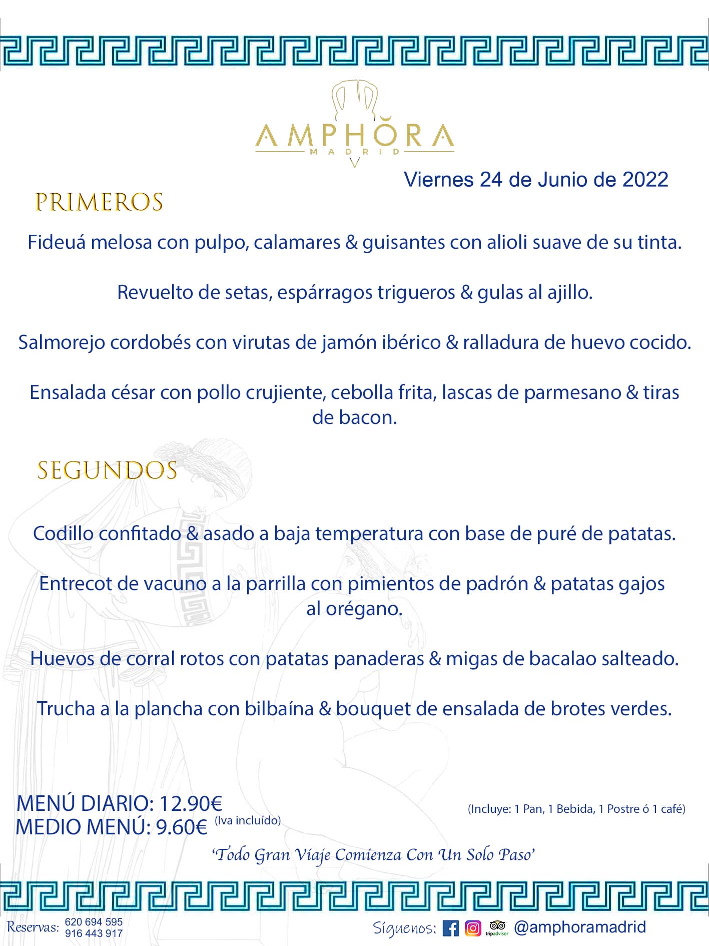 MENÚS DIARIOS MENÚS DEL DÍA MENU DEL DIA DEL VIERNES 24 DE JUNIO DE 2022 ALCORCÓN RESTAURANTE AMPHORA TERRAZA ALCORCÓN MADRID Av. Leganés, 54 28923 · Alcorcón · Madrid · España 91 644 39 17 620 694 595 https://youtu.be/HeULHal1yEY (Vea aquí nuestras instalaciones) https://www.amphoramadrid.com RESTAURANTE AMPHORA TERRAZA ALCORCÓN. MENUS FIN DE SEMANA ALCORCÓN, MENÚS DIARIOS ECONÓMICOS EN ALCORCÓN, MEJORES RESTAURANTES EN ALCORCÓN, TERRAZAS ALCORCON, COMER Y CENAR EN TERRAZA EN ALCORCÓN, RESTAURANTES CON TERRAZA, MEJORES TERRAZAS ALCORCÓN, COMER EN ALCORCON, RESTAURANTES GOURMET ALCORCÓN, MENUS FIN DE SEMANA ECONOMICOS ALCORCON, COMER AL AIRE LIBRE, MENUS ECONOMICOS ALCORCON, UNO DE LOS MEJORES RESTAURANTES DE ALCORCÓN Y ZONA SUR DE MADRID EN CALIDAD PRECIO. RESTAURANTE AMPHORA TERRAZA, ES UN ESPACIO GOURMET DONDE PODRÁ DEGUSTAR DEL MEJOR PRODUCTO CON UNA ELABORACIÓN CUIDADA Y CREATIVA. ADEMÁS, PODRÁ DISFRUTAR DE TODO TIPO DE BEBIDAS PREMIUM PREPARADAS POR NUESTRO BARTENDER, VERMUTS DELICIOSOS Y CERVEZAS DE CALIDAD, YA SEA EN EN EL INTERIOR DE NUESTRO RESTAURANTE O EN NUESTRA MARAVILLOSA TERRAZA. SOMOS POSIBLEMENTE UNO DE LOS MEJORES RESTAURANTES DE LA ZONA SUR EN RELACIÓN CALIDAD, PRECIO Y DECORACIÓN. #AMPHORAMADRID #TERRAZASALCORCÓN #MENUDELDIA #COMERENTERRAZA #MADRID #ALCORCÓN #TERRAZA #MENÚSDELDÍAALCORCÓN #MENÚDELDÍARESTAURANTES #COMERENALCORCÓN #MEJORESRESTAURANTESALCORCÓN #MENÚSECONÓMICOS #RESTAURANTESRECOMENDABLES #RESTAURANTESGOURMET #MENÚSECONÓMICOSALCORCÓN #COMERALAIRELIBRE #COMIDASCENASTERRAZASALCORCON #MENÚSDIARIOSALCORCÓN #MENÚDELDÍAHOY #CENARENTERRAZA #TERRAZASCONENCANTO #RESTAURANTESCONTERRAZA #CENARENALCORCÓN #MEJORESRESTAURANTES #RESTAURANTESCOPASALCORCÓN #COPASPREMIUMALCORCÓN #VERMUTALCORCÓN #GASTROBARALCORCÓN #CARNEBUEYALCORCONPARRILLABRASA #MENUECONÓMICO #GASTROBAR #MEJORTERRAZADEALCORCÓN #MENÚSVIERNESALCORCÓN #MENÚSABADOALCORCÓN #MENÚSDOMINGOALCORCÓN #MENÚSLUNESALCORCÓN #MENÚSMARTESALCORCÓN #MENÚSMIÉRCOLESALCORCÓN #MENÚSJUEVESALCORCÓN MEJOR CARNE A LA PARRILLA ALCORCÓN TOMAHAWK CARNE BUEY AUTÉNTICO ALCORCÓN RESTAURANTES PREMIUN LUJO COMIDA CREATIVA ELABORADA RESTAURANTE AMPHORA TERRAZA EN ALCORCÓN (MADRID) GASTROBAR ALCORCÓN MENÚS ECONÓMICOS DIARIOS DEL DÍA MENUS FIN DE SEMANA DE CALIDAD MEJOR MENÚ FIN DE SEMANA ALCORCÓN COMER CENAR EN TERRAZA TERRAZAS ZONA SUR COMIDAS AIRE LIBRE MEJOR CARNE PARRILLA ALCORCÓN.