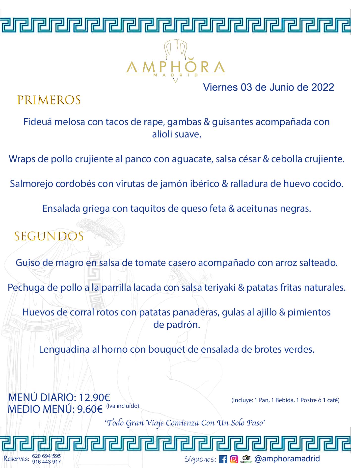 MENÚS DIARIOS MENÚS DEL DÍA MENU DEL DIA DEL VIERNES 3 DE JUNIO DE 2022 ALCORCÓN RESTAURANTE AMPHORA TERRAZA ALCORCÓN MADRID Av. Leganés, 54 28923 · Alcorcón · Madrid · España 91 644 39 17 620 694 595 https://youtu.be/HeULHal1yEY (Vea aquí nuestras instalaciones) https://www.amphoramadrid.com RESTAURANTE AMPHORA TERRAZA ALCORCÓN. MENUS FIN DE SEMANA ALCORCÓN, MENÚS DIARIOS ECONÓMICOS EN ALCORCÓN, MEJORES RESTAURANTES EN ALCORCÓN, TERRAZAS ALCORCON, COMER Y CENAR EN TERRAZA EN ALCORCÓN, RESTAURANTES CON TERRAZA, MEJORES TERRAZAS ALCORCÓN, COMER EN ALCORCON, RESTAURANTES GOURMET ALCORCÓN, MENUS FIN DE SEMANA ECONOMICOS ALCORCON, COMER AL AIRE LIBRE, MENUS ECONOMICOS ALCORCON, UNO DE LOS MEJORES RESTAURANTES DE ALCORCÓN Y ZONA SUR DE MADRID EN CALIDAD PRECIO. RESTAURANTE AMPHORA TERRAZA, ES UN ESPACIO GOURMET DONDE PODRÁ DEGUSTAR DEL MEJOR PRODUCTO CON UNA ELABORACIÓN CUIDADA Y CREATIVA. ADEMÁS, PODRÁ DISFRUTAR DE TODO TIPO DE BEBIDAS PREMIUM PREPARADAS POR NUESTRO BARTENDER, VERMUTS DELICIOSOS Y CERVEZAS DE CALIDAD, YA SEA EN EN EL INTERIOR DE NUESTRO RESTAURANTE O EN NUESTRA MARAVILLOSA TERRAZA. SOMOS POSIBLEMENTE UNO DE LOS MEJORES RESTAURANTES DE LA ZONA SUR EN RELACIÓN CALIDAD, PRECIO Y DECORACIÓN. #AMPHORAMADRID #TERRAZASALCORCÓN #MENUDELDIA #COMERENTERRAZA #MADRID #ALCORCÓN #TERRAZA #MENÚSDELDÍAALCORCÓN #MENÚDELDÍARESTAURANTES #COMERENALCORCÓN #MEJORESRESTAURANTESALCORCÓN #MENÚSECONÓMICOS #RESTAURANTESRECOMENDABLES #RESTAURANTESGOURMET #MENÚSECONÓMICOSALCORCÓN #COMERALAIRELIBRE #COMIDASCENASTERRAZASALCORCON #MENÚSDIARIOSALCORCÓN #MENÚDELDÍAHOY #CENARENTERRAZA #TERRAZASCONENCANTO #RESTAURANTESCONTERRAZA #CENARENALCORCÓN #MEJORESRESTAURANTES #RESTAURANTESCOPASALCORCÓN #COPASPREMIUMALCORCÓN #VERMUTALCORCÓN #GASTROBARALCORCÓN #CARNEBUEYALCORCONPARRILLABRASA #MENUECONÓMICO #GASTROBAR #MEJORTERRAZADEALCORCÓN #MENÚSVIERNESALCORCÓN #MENÚSABADOALCORCÓN #MENÚSDOMINGOALCORCÓN #MENÚSLUNESALCORCÓN #MENÚSMARTESALCORCÓN #MENÚSMIÉRCOLESALCORCÓN #MENÚSJUEVESALCORCÓN MEJOR CARNE A LA PARRILLA ALCORCÓN TOMAHAWK CARNE BUEY AUTÉNTICO ALCORCÓN RESTAURANTES PREMIUN LUJO COMIDA CREATIVA ELABORADA RESTAURANTE AMPHORA TERRAZA EN ALCORCÓN (MADRID) GASTROBAR ALCORCÓN MENÚS ECONÓMICOS DIARIOS DEL DÍA MENUS FIN DE SEMANA DE CALIDAD MEJOR MENÚ FIN DE SEMANA ALCORCÓN COMER CENAR EN TERRAZA TERRAZAS ZONA SUR COMIDAS AIRE LIBRE MEJOR CARNE PARRILLA ALCORCÓN.