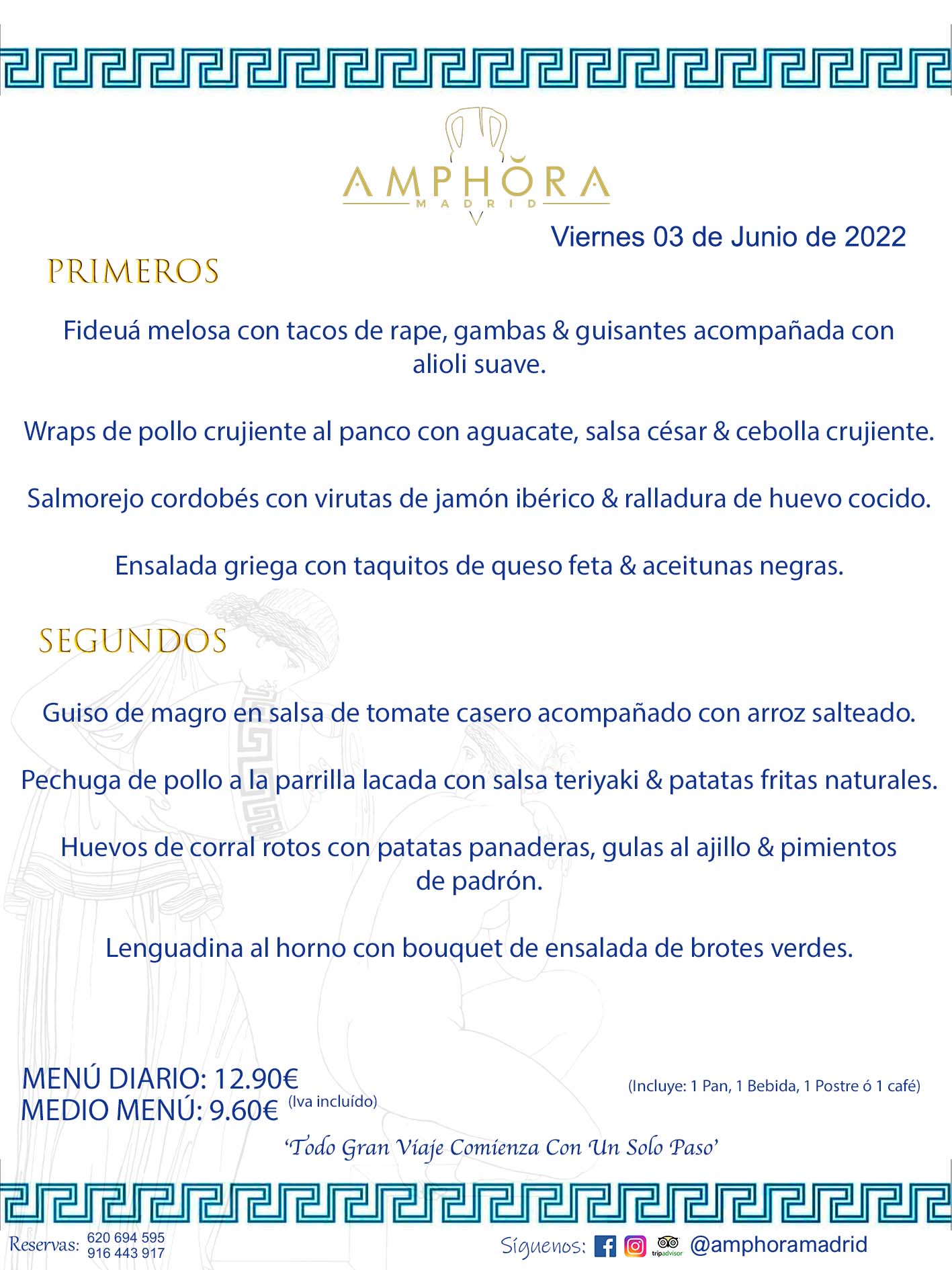 MENÚS DIARIOS MENÚS DEL DÍA MENU DEL DIA DEL VIERNES 3 DE JUNIO DE 2022 ALCORCÓN RESTAURANTE AMPHORA TERRAZA ALCORCÓN MADRID Av. Leganés, 54 28923 · Alcorcón · Madrid · España 91 644 39 17 620 694 595 https://youtu.be/HeULHal1yEY (Vea aquí nuestras instalaciones) https://www.amphoramadrid.com RESTAURANTE AMPHORA TERRAZA ALCORCÓN. MENUS FIN DE SEMANA ALCORCÓN, MENÚS DIARIOS ECONÓMICOS EN ALCORCÓN, MEJORES RESTAURANTES EN ALCORCÓN, TERRAZAS ALCORCON, COMER Y CENAR EN TERRAZA EN ALCORCÓN, RESTAURANTES CON TERRAZA, MEJORES TERRAZAS ALCORCÓN, COMER EN ALCORCON, RESTAURANTES GOURMET ALCORCÓN, MENUS FIN DE SEMANA ECONOMICOS ALCORCON, COMER AL AIRE LIBRE, MENUS ECONOMICOS ALCORCON, UNO DE LOS MEJORES RESTAURANTES DE ALCORCÓN Y ZONA SUR DE MADRID EN CALIDAD PRECIO. RESTAURANTE AMPHORA TERRAZA, ES UN ESPACIO GOURMET DONDE PODRÁ DEGUSTAR DEL MEJOR PRODUCTO CON UNA ELABORACIÓN CUIDADA Y CREATIVA. ADEMÁS, PODRÁ DISFRUTAR DE TODO TIPO DE BEBIDAS PREMIUM PREPARADAS POR NUESTRO BARTENDER, VERMUTS DELICIOSOS Y CERVEZAS DE CALIDAD, YA SEA EN EN EL INTERIOR DE NUESTRO RESTAURANTE O EN NUESTRA MARAVILLOSA TERRAZA. SOMOS POSIBLEMENTE UNO DE LOS MEJORES RESTAURANTES DE LA ZONA SUR EN RELACIÓN CALIDAD, PRECIO Y DECORACIÓN. #AMPHORAMADRID #TERRAZASALCORCÓN #MENUDELDIA #COMERENTERRAZA #MADRID #ALCORCÓN #TERRAZA #MENÚSDELDÍAALCORCÓN #MENÚDELDÍARESTAURANTES #COMERENALCORCÓN #MEJORESRESTAURANTESALCORCÓN #MENÚSECONÓMICOS #RESTAURANTESRECOMENDABLES #RESTAURANTESGOURMET #MENÚSECONÓMICOSALCORCÓN #COMERALAIRELIBRE #COMIDASCENASTERRAZASALCORCON #MENÚSDIARIOSALCORCÓN #MENÚDELDÍAHOY #CENARENTERRAZA #TERRAZASCONENCANTO #RESTAURANTESCONTERRAZA #CENARENALCORCÓN #MEJORESRESTAURANTES #RESTAURANTESCOPASALCORCÓN #COPASPREMIUMALCORCÓN #VERMUTALCORCÓN #GASTROBARALCORCÓN #CARNEBUEYALCORCONPARRILLABRASA #MENUECONÓMICO #GASTROBAR #MEJORTERRAZADEALCORCÓN #MENÚSVIERNESALCORCÓN #MENÚSABADOALCORCÓN #MENÚSDOMINGOALCORCÓN #MENÚSLUNESALCORCÓN #MENÚSMARTESALCORCÓN #MENÚSMIÉRCOLESALCORCÓN #MENÚSJUEVESALCORCÓN MEJOR CARNE A LA PARRILLA ALCORCÓN TOMAHAWK CARNE BUEY AUTÉNTICO ALCORCÓN RESTAURANTES PREMIUN LUJO COMIDA CREATIVA ELABORADA RESTAURANTE AMPHORA TERRAZA EN ALCORCÓN (MADRID) GASTROBAR ALCORCÓN MENÚS ECONÓMICOS DIARIOS DEL DÍA MENUS FIN DE SEMANA DE CALIDAD MEJOR MENÚ FIN DE SEMANA ALCORCÓN COMER CENAR EN TERRAZA TERRAZAS ZONA SUR COMIDAS AIRE LIBRE MEJOR CARNE PARRILLA ALCORCÓN.