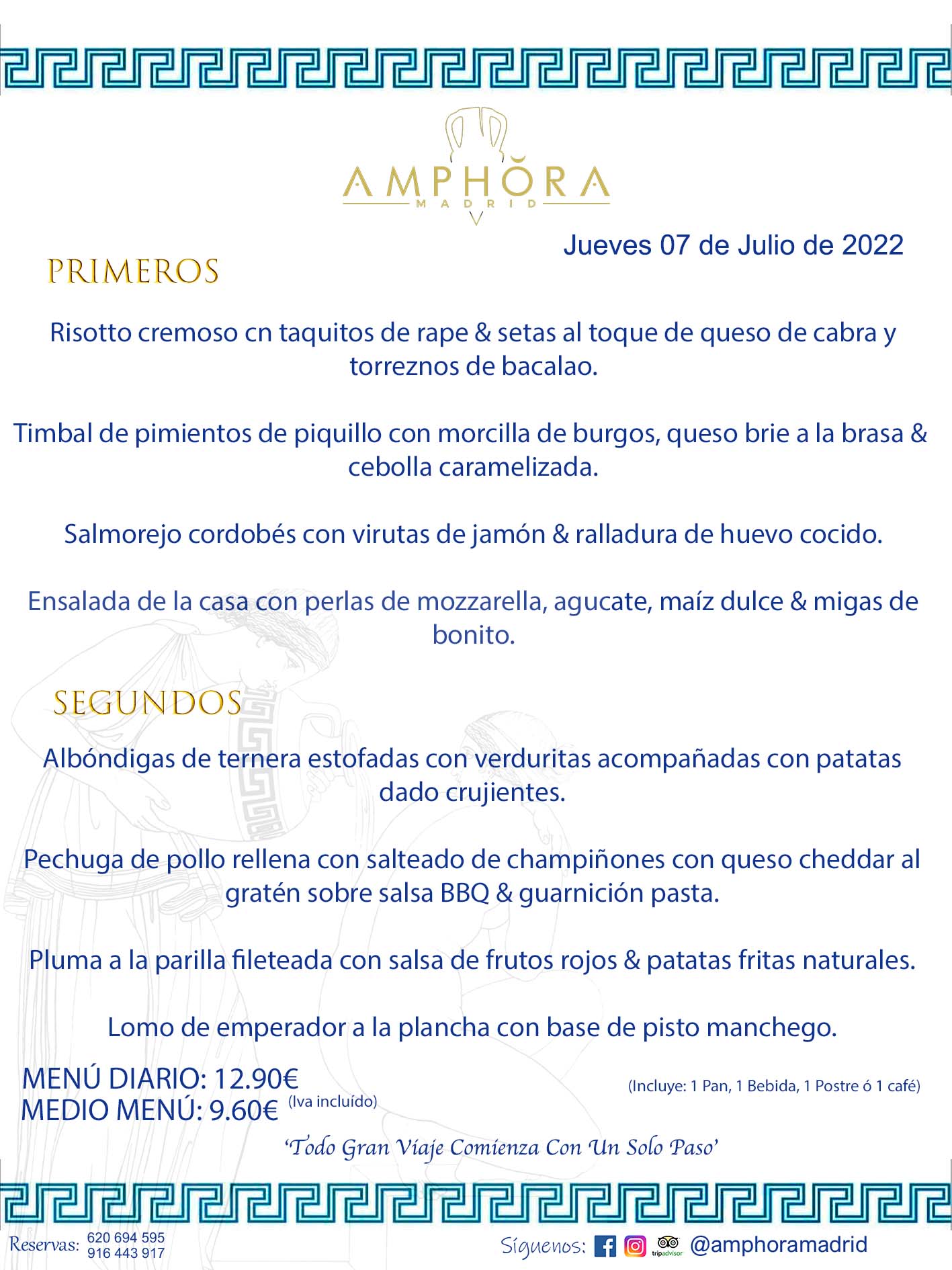 MENÚS DIARIOS MENÚS DEL DÍA MENU DEL DIA DEL JUEVES 7 DE JULIO DE 2022 ALCORCÓN RESTAURANTE AMPHORA TERRAZA ALCORCÓN MADRID Av. Leganés, 54 28923 · Alcorcón · Madrid · España 91 644 39 17 620 694 595 https://youtu.be/HeULHal1yEY (Vea aquí nuestras instalaciones) https://www.amphoramadrid.com RESTAURANTE AMPHORA TERRAZA ALCORCÓN. MENUS FIN DE SEMANA ALCORCÓN, MENÚS DIARIOS ECONÓMICOS EN ALCORCÓN, MEJORES RESTAURANTES EN ALCORCÓN, TERRAZAS ALCORCON, COMER Y CENAR EN TERRAZA EN ALCORCÓN, RESTAURANTES CON TERRAZA, MEJORES TERRAZAS ALCORCÓN, COMER EN ALCORCON, RESTAURANTES GOURMET ALCORCÓN, MENUS FIN DE SEMANA ECONOMICOS ALCORCON, COMER AL AIRE LIBRE, MENUS ECONOMICOS ALCORCON, UNO DE LOS MEJORES RESTAURANTES DE ALCORCÓN Y ZONA SUR DE MADRID EN CALIDAD PRECIO. RESTAURANTE AMPHORA TERRAZA, ES UN ESPACIO GOURMET DONDE PODRÁ DEGUSTAR DEL MEJOR PRODUCTO CON UNA ELABORACIÓN CUIDADA Y CREATIVA. ADEMÁS, PODRÁ DISFRUTAR DE TODO TIPO DE BEBIDAS PREMIUM PREPARADAS POR NUESTRO BARTENDER, VERMUTS DELICIOSOS Y CERVEZAS DE CALIDAD, YA SEA EN EN EL INTERIOR DE NUESTRO RESTAURANTE O EN NUESTRA MARAVILLOSA TERRAZA. SOMOS POSIBLEMENTE UNO DE LOS MEJORES RESTAURANTES DE LA ZONA SUR EN RELACIÓN CALIDAD, PRECIO Y DECORACIÓN. #AMPHORAMADRID #TERRAZASALCORCÓN #MENUDELDIA #COMERENTERRAZA #MADRID #ALCORCÓN #TERRAZA #MENÚSDELDÍAALCORCÓN #MENÚDELDÍARESTAURANTES #COMERENALCORCÓN #MEJORESRESTAURANTESALCORCÓN #MENÚSECONÓMICOS #RESTAURANTESRECOMENDABLES #RESTAURANTESGOURMET #MENÚSECONÓMICOSALCORCÓN #COMERALAIRELIBRE #COMIDASCENASTERRAZASALCORCON #MENÚSDIARIOSALCORCÓN #MENÚDELDÍAHOY #CENARENTERRAZA #TERRAZASCONENCANTO #RESTAURANTESCONTERRAZA #CENARENALCORCÓN #MEJORESRESTAURANTES #RESTAURANTESCOPASALCORCÓN #COPASPREMIUMALCORCÓN #VERMUTALCORCÓN #GASTROBARALCORCÓN #CARNEBUEYALCORCONPARRILLABRASA #MENUECONÓMICO #GASTROBAR #MEJORTERRAZADEALCORCÓN #MENÚSVIERNESALCORCÓN #MENÚSABADOALCORCÓN #MENÚSDOMINGOALCORCÓN #MENÚSLUNESALCORCÓN #MENÚSMARTESALCORCÓN #MENÚSMIÉRCOLESALCORCÓN #MENÚSJUEVESALCORCÓN MEJOR CARNE A LA PARRILLA ALCORCÓN TOMAHAWK CARNE BUEY AUTÉNTICO ALCORCÓN RESTAURANTES PREMIUN LUJO COMIDA CREATIVA ELABORADA RESTAURANTE AMPHORA TERRAZA EN ALCORCÓN (MADRID) GASTROBAR ALCORCÓN MENÚS ECONÓMICOS DIARIOS DEL DÍA MENUS FIN DE SEMANA DE CALIDAD MEJOR MENÚ FIN DE SEMANA ALCORCÓN COMER CENAR EN TERRAZA TERRAZAS ZONA SUR COMIDAS AIRE LIBRE MEJOR CARNE PARRILLA ALCORCÓN.