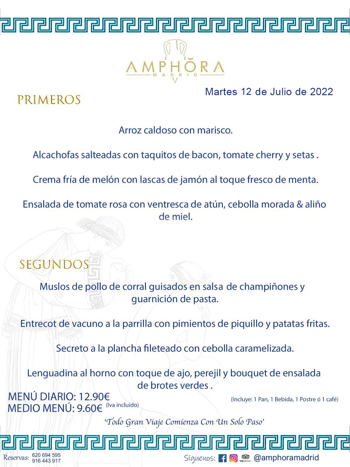 MENÚS DIARIOS MENÚS DEL DÍA MENU DEL DIA DEL MARTES 12 DE JULIO DE 2022 ALCORCÓN RESTAURANTE AMPHORA TERRAZA ALCORCÓN MADRID Av. Leganés, 54 28923 · Alcorcón · Madrid · España 91 644 39 17 620 694 595 https://youtu.be/HeULHal1yEY (Vea aquí nuestras instalaciones) https://www.amphoramadrid.com RESTAURANTE AMPHORA TERRAZA ALCORCÓN. MENUS FIN DE SEMANA ALCORCÓN, MENÚS DIARIOS ECONÓMICOS EN ALCORCÓN, MEJORES RESTAURANTES EN ALCORCÓN, TERRAZAS ALCORCON, COMER Y CENAR EN TERRAZA EN ALCORCÓN, RESTAURANTES CON TERRAZA, MEJORES TERRAZAS ALCORCÓN, COMER EN ALCORCON, RESTAURANTES GOURMET ALCORCÓN, MENUS FIN DE SEMANA ECONOMICOS ALCORCON, COMER AL AIRE LIBRE, MENUS ECONOMICOS ALCORCON, UNO DE LOS MEJORES RESTAURANTES DE ALCORCÓN Y ZONA SUR DE MADRID EN CALIDAD PRECIO. RESTAURANTE AMPHORA TERRAZA, ES UN ESPACIO GOURMET DONDE PODRÁ DEGUSTAR DEL MEJOR PRODUCTO CON UNA ELABORACIÓN CUIDADA Y CREATIVA. ADEMÁS, PODRÁ DISFRUTAR DE TODO TIPO DE BEBIDAS PREMIUM PREPARADAS POR NUESTRO BARTENDER, VERMUTS DELICIOSOS Y CERVEZAS DE CALIDAD, YA SEA EN EN EL INTERIOR DE NUESTRO RESTAURANTE O EN NUESTRA MARAVILLOSA TERRAZA. SOMOS POSIBLEMENTE UNO DE LOS MEJORES RESTAURANTES DE LA ZONA SUR EN RELACIÓN CALIDAD, PRECIO Y DECORACIÓN. #AMPHORAMADRID #TERRAZASALCORCÓN #MENUDELDIA #COMERENTERRAZA #MADRID #ALCORCÓN #TERRAZA #MENÚSDELDÍAALCORCÓN #MENÚDELDÍARESTAURANTES #COMERENALCORCÓN #MEJORESRESTAURANTESALCORCÓN #MENÚSECONÓMICOS #RESTAURANTESRECOMENDABLES #RESTAURANTESGOURMET #MENÚSECONÓMICOSALCORCÓN #COMERALAIRELIBRE #COMIDASCENASTERRAZASALCORCON #MENÚSDIARIOSALCORCÓN #MENÚDELDÍAHOY #CENARENTERRAZA #TERRAZASCONENCANTO #RESTAURANTESCONTERRAZA #CENARENALCORCÓN #MEJORESRESTAURANTES #RESTAURANTESCOPASALCORCÓN #COPASPREMIUMALCORCÓN #VERMUTALCORCÓN #GASTROBARALCORCÓN #CARNEBUEYALCORCONPARRILLABRASA #MENUECONÓMICO #GASTROBAR #MEJORTERRAZADEALCORCÓN #MENÚSVIERNESALCORCÓN #MENÚSABADOALCORCÓN #MENÚSDOMINGOALCORCÓN #MENÚSLUNESALCORCÓN #MENÚSMARTESALCORCÓN #MENÚSMIÉRCOLESALCORCÓN #MENÚSJUEVESALCORCÓN MEJOR CARNE A LA PARRILLA ALCORCÓN TOMAHAWK CARNE BUEY AUTÉNTICO ALCORCÓN RESTAURANTES PREMIUN LUJO COMIDA CREATIVA ELABORADA RESTAURANTE AMPHORA TERRAZA EN ALCORCÓN (MADRID) GASTROBAR ALCORCÓN MENÚS ECONÓMICOS DIARIOS DEL DÍA MENUS FIN DE SEMANA DE CALIDAD MEJOR MENÚ FIN DE SEMANA ALCORCÓN COMER CENAR EN TERRAZA TERRAZAS ZONA SUR COMIDAS AIRE LIBRE MEJOR CARNE PARRILLA ALCORCÓN.