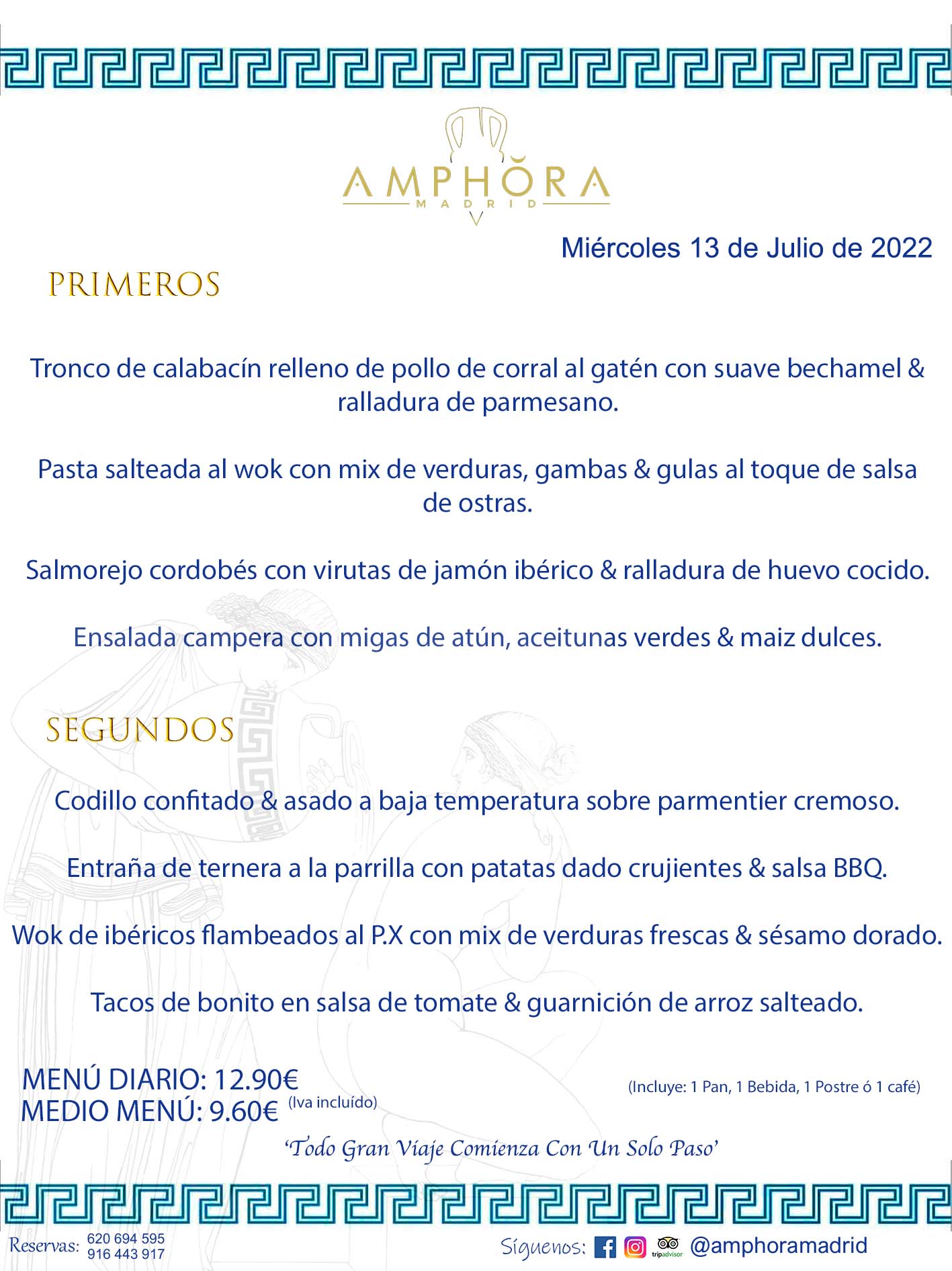 MENÚS DIARIOS MENÚS DEL DÍA MENU DEL DIA DEL MIERCOLES 13 DE JULIO DE 2022 ALCORCÓN RESTAURANTE AMPHORA TERRAZA ALCORCÓN MADRID Av. Leganés, 54 28923 · Alcorcón · Madrid · España 91 644 39 17 620 694 595 https://youtu.be/HeULHal1yEY (Vea aquí nuestras instalaciones) https://www.amphoramadrid.com RESTAURANTE AMPHORA TERRAZA ALCORCÓN. MENUS FIN DE SEMANA ALCORCÓN, MENÚS DIARIOS ECONÓMICOS EN ALCORCÓN, MEJORES RESTAURANTES EN ALCORCÓN, TERRAZAS ALCORCON, COMER Y CENAR EN TERRAZA EN ALCORCÓN, RESTAURANTES CON TERRAZA, MEJORES TERRAZAS ALCORCÓN, COMER EN ALCORCON, RESTAURANTES GOURMET ALCORCÓN, MENUS FIN DE SEMANA ECONOMICOS ALCORCON, COMER AL AIRE LIBRE, MENUS ECONOMICOS ALCORCON, UNO DE LOS MEJORES RESTAURANTES DE ALCORCÓN Y ZONA SUR DE MADRID EN CALIDAD PRECIO. RESTAURANTE AMPHORA TERRAZA, ES UN ESPACIO GOURMET DONDE PODRÁ DEGUSTAR DEL MEJOR PRODUCTO CON UNA ELABORACIÓN CUIDADA Y CREATIVA. ADEMÁS, PODRÁ DISFRUTAR DE TODO TIPO DE BEBIDAS PREMIUM PREPARADAS POR NUESTRO BARTENDER, VERMUTS DELICIOSOS Y CERVEZAS DE CALIDAD, YA SEA EN EN EL INTERIOR DE NUESTRO RESTAURANTE O EN NUESTRA MARAVILLOSA TERRAZA. SOMOS POSIBLEMENTE UNO DE LOS MEJORES RESTAURANTES DE LA ZONA SUR EN RELACIÓN CALIDAD, PRECIO Y DECORACIÓN. #AMPHORAMADRID #TERRAZASALCORCÓN #MENUDELDIA #COMERENTERRAZA #MADRID #ALCORCÓN #TERRAZA #MENÚSDELDÍAALCORCÓN #MENÚDELDÍARESTAURANTES #COMERENALCORCÓN #MEJORESRESTAURANTESALCORCÓN #MENÚSECONÓMICOS #RESTAURANTESRECOMENDABLES #RESTAURANTESGOURMET #MENÚSECONÓMICOSALCORCÓN #COMERALAIRELIBRE #COMIDASCENASTERRAZASALCORCON #MENÚSDIARIOSALCORCÓN #MENÚDELDÍAHOY #CENARENTERRAZA #TERRAZASCONENCANTO #RESTAURANTESCONTERRAZA #CENARENALCORCÓN #MEJORESRESTAURANTES #RESTAURANTESCOPASALCORCÓN #COPASPREMIUMALCORCÓN #VERMUTALCORCÓN #GASTROBARALCORCÓN #CARNEBUEYALCORCONPARRILLABRASA #MENUECONÓMICO #GASTROBAR #MEJORTERRAZADEALCORCÓN #MENÚSVIERNESALCORCÓN #MENÚSABADOALCORCÓN #MENÚSDOMINGOALCORCÓN #MENÚSLUNESALCORCÓN #MENÚSMARTESALCORCÓN #MENÚSMIÉRCOLESALCORCÓN #MENÚSJUEVESALCORCÓN MEJOR CARNE A LA PARRILLA ALCORCÓN TOMAHAWK CARNE BUEY AUTÉNTICO ALCORCÓN RESTAURANTES PREMIUN LUJO COMIDA CREATIVA ELABORADA RESTAURANTE AMPHORA TERRAZA EN ALCORCÓN (MADRID) GASTROBAR ALCORCÓN MENÚS ECONÓMICOS DIARIOS DEL DÍA MENUS FIN DE SEMANA DE CALIDAD MEJOR MENÚ FIN DE SEMANA ALCORCÓN COMER CENAR EN TERRAZA TERRAZAS ZONA SUR COMIDAS AIRE LIBRE MEJOR CARNE PARRILLA ALCORCÓN.