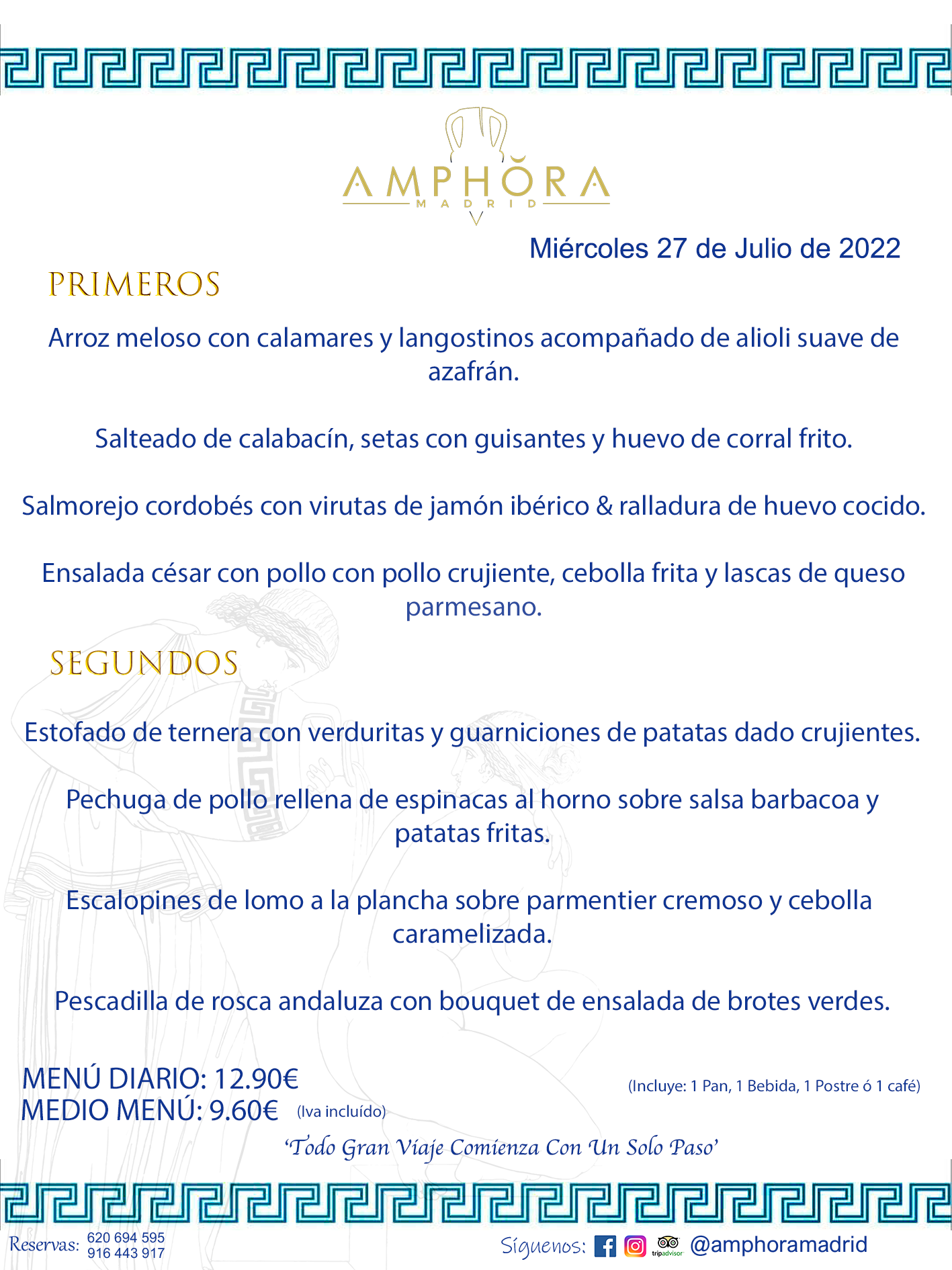 MENÚS DIARIOS MENÚS DEL DÍA MENU DEL DIA DEL MIÉRCOLES 27 DE JULIO DE 2022 ALCORCÓN RESTAURANTE AMPHORA TERRAZA ALCORCÓN MADRID Av. Leganés, 54 28923 · Alcorcón · Madrid · España 91 644 39 17 620 694 595 https://youtu.be/HeULHal1yEY (Vea aquí nuestras instalaciones) https://www.amphoramadrid.com RESTAURANTE AMPHORA TERRAZA ALCORCÓN. MENUS FIN DE SEMANA ALCORCÓN, MENÚS DIARIOS ECONÓMICOS EN ALCORCÓN, MEJORES RESTAURANTES EN ALCORCÓN, TERRAZAS ALCORCON, COMER Y CENAR EN TERRAZA EN ALCORCÓN, RESTAURANTES CON TERRAZA, MEJORES TERRAZAS ALCORCÓN, COMER EN ALCORCON, RESTAURANTES GOURMET ALCORCÓN, MENUS FIN DE SEMANA ECONOMICOS ALCORCON, COMER AL AIRE LIBRE, MENUS ECONOMICOS ALCORCON, UNO DE LOS MEJORES RESTAURANTES DE ALCORCÓN Y ZONA SUR DE MADRID EN CALIDAD PRECIO. RESTAURANTE AMPHORA TERRAZA, ES UN ESPACIO GOURMET DONDE PODRÁ DEGUSTAR DEL MEJOR PRODUCTO CON UNA ELABORACIÓN CUIDADA Y CREATIVA. ADEMÁS, PODRÁ DISFRUTAR DE TODO TIPO DE BEBIDAS PREMIUM PREPARADAS POR NUESTRO BARTENDER, VERMUTS DELICIOSOS Y CERVEZAS DE CALIDAD, YA SEA EN EN EL INTERIOR DE NUESTRO RESTAURANTE O EN NUESTRA MARAVILLOSA TERRAZA. SOMOS POSIBLEMENTE UNO DE LOS MEJORES RESTAURANTES DE LA ZONA SUR EN RELACIÓN CALIDAD, PRECIO Y DECORACIÓN. #AMPHORAMADRID #TERRAZASALCORCÓN #MENUDELDIA #COMERENTERRAZA #MADRID #ALCORCÓN #TERRAZA #MENÚSDELDÍAALCORCÓN #MENÚDELDÍARESTAURANTES #COMERENALCORCÓN #MEJORESRESTAURANTESALCORCÓN #MENÚSECONÓMICOS #RESTAURANTESRECOMENDABLES #RESTAURANTESGOURMET #MENÚSECONÓMICOSALCORCÓN #COMERALAIRELIBRE #COMIDASCENASTERRAZASALCORCON #MENÚSDIARIOSALCORCÓN #MENÚDELDÍAHOY #CENARENTERRAZA #TERRAZASCONENCANTO #RESTAURANTESCONTERRAZA #CENARENALCORCÓN #MEJORESRESTAURANTES #RESTAURANTESCOPASALCORCÓN #COPASPREMIUMALCORCÓN #VERMUTALCORCÓN #GASTROBARALCORCÓN #CARNEBUEYALCORCONPARRILLABRASA #MENUECONÓMICO #GASTROBAR #MEJORTERRAZADEALCORCÓN #MENÚSVIERNESALCORCÓN #MENÚSABADOALCORCÓN #MENÚSDOMINGOALCORCÓN #MENÚSLUNESALCORCÓN #MENÚSMARTESALCORCÓN #MENÚSMIÉRCOLESALCORCÓN #MENÚSJUEVESALCORCÓN MEJOR CARNE A LA PARRILLA ALCORCÓN TOMAHAWK CARNE BUEY AUTÉNTICO ALCORCÓN RESTAURANTES PREMIUN LUJO COMIDA CREATIVA ELABORADA RESTAURANTE AMPHORA TERRAZA EN ALCORCÓN (MADRID) GASTROBAR ALCORCÓN MENÚS ECONÓMICOS DIARIOS DEL DÍA MENUS FIN DE SEMANA DE CALIDAD MEJOR MENÚ FIN DE SEMANA ALCORCÓN COMER CENAR EN TERRAZA TERRAZAS ZONA SUR COMIDAS AIRE LIBRE MEJOR CARNE PARRILLA ALCORCÓN.