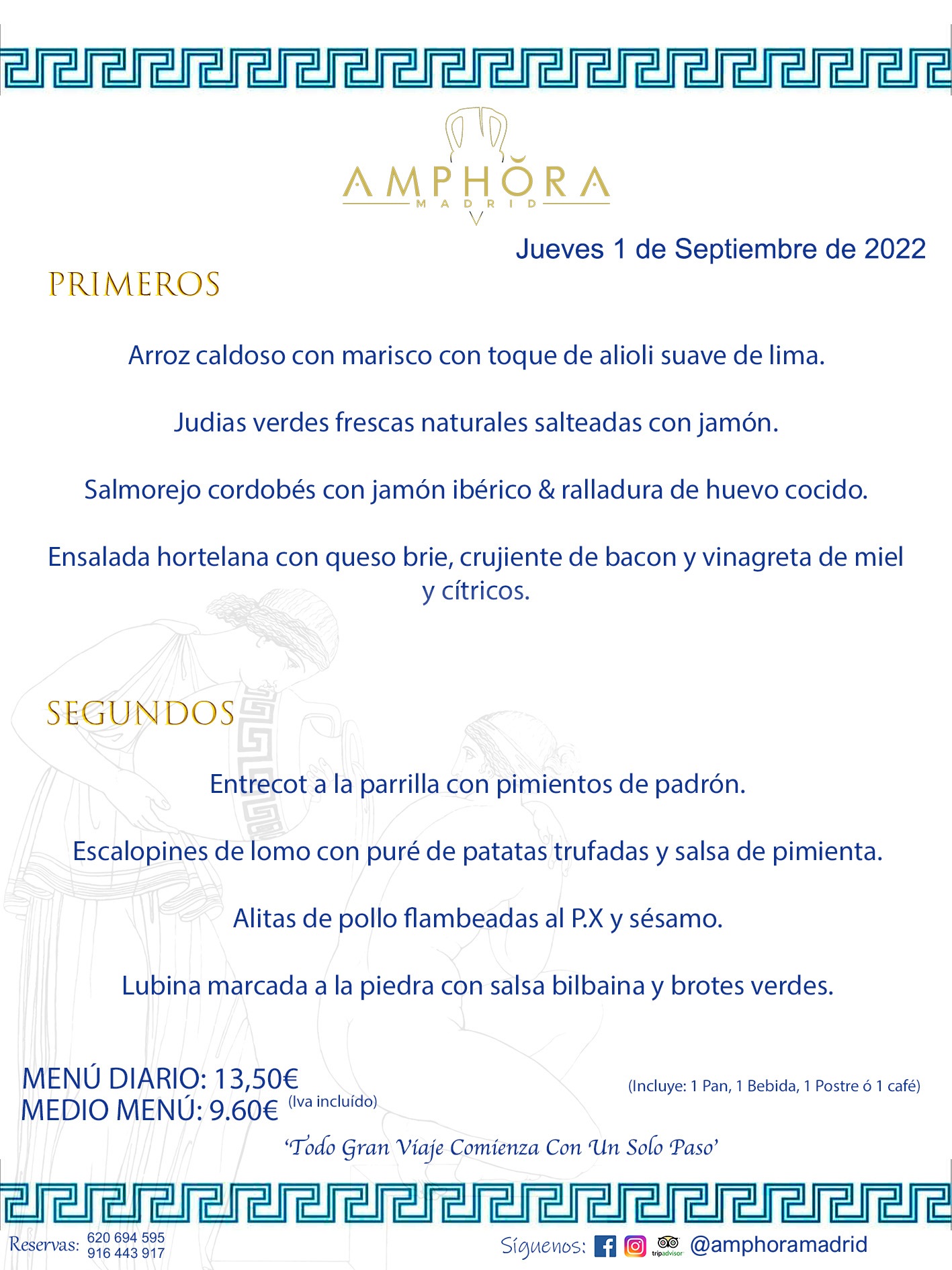 MENÚS DIARIOS MENÚS DEL DÍA. MENU DEL DIA DEL JUEVES 1 DE SEPTIEMBRE DE 2022 ALCORCÓN RESTAURANTE AMPHORA TERRAZA ALCORCÓN MADRID Av. Leganés, 54 28923 · Alcorcón · Madrid · España 91 644 39 17 620 694 595 https://youtu.be/HeULHal1yEY (Vea aquí nuestras instalaciones) https://www.amphoramadrid.com RESTAURANTE AMPHORA TERRAZA ALCORCÓN. MENUS FIN DE SEMANA ALCORCÓN, MENÚS DIARIOS ECONÓMICOS EN ALCORCÓN, MEJORES RESTAURANTES EN ALCORCÓN, TERRAZAS ALCORCON, COMER Y CENAR EN TERRAZA EN ALCORCÓN, RESTAURANTES CON TERRAZA, MEJORES TERRAZAS ALCORCÓN, COMER EN ALCORCON, RESTAURANTES GOURMET ALCORCÓN, MENUS FIN DE SEMANA ECONOMICOS ALCORCON, COMER AL AIRE LIBRE, MENUS ECONOMICOS ALCORCON, UNO DE LOS MEJORES RESTAURANTES DE ALCORCÓN Y ZONA SUR DE MADRID EN CALIDAD PRECIO. RESTAURANTE AMPHORA TERRAZA, ES UN ESPACIO GOURMET DONDE PODRÁ DEGUSTAR DEL MEJOR PRODUCTO CON UNA ELABORACIÓN CUIDADA Y CREATIVA. ADEMÁS, PODRÁ DISFRUTAR DE TODO TIPO DE BEBIDAS PREMIUM PREPARADAS POR NUESTRO BARTENDER, VERMUTS DELICIOSOS Y CERVEZAS DE CALIDAD, YA SEA EN EN EL INTERIOR DE NUESTRO RESTAURANTE O EN NUESTRA MARAVILLOSA TERRAZA. SOMOS POSIBLEMENTE UNO DE LOS MEJORES RESTAURANTES DE LA ZONA SUR EN RELACIÓN CALIDAD, PRECIO Y DECORACIÓN. #AMPHORAMADRID #TERRAZASALCORCÓN #MENUDELDIA #COMERENTERRAZA #MADRID #ALCORCÓN #TERRAZA #MENÚSDELDÍAALCORCÓN #MENÚDELDÍARESTAURANTES #COMERENALCORCÓN #MEJORESRESTAURANTESALCORCÓN #MENÚSECONÓMICOS #RESTAURANTESRECOMENDABLES #RESTAURANTESGOURMET #MENÚSECONÓMICOSALCORCÓN #COMERALAIRELIBRE #COMIDASCENASTERRAZASALCORCON #MENÚSDIARIOSALCORCÓN #MENÚDELDÍAHOY #CENARENTERRAZA #TERRAZASCONENCANTO #RESTAURANTESCONTERRAZA #CENARENALCORCÓN #MEJORESRESTAURANTES #RESTAURANTESCOPASALCORCÓN #COPASPREMIUMALCORCÓN #VERMUTALCORCÓN #GASTROBARALCORCÓN #CARNEBUEYALCORCONPARRILLABRASA #MENUECONÓMICO #GASTROBAR #MEJORTERRAZADEALCORCÓN #MENÚSVIERNESALCORCÓN #MENÚSABADOALCORCÓN #MENÚSDOMINGOALCORCÓN #MENÚSLUNESALCORCÓN #MENÚSMARTESALCORCÓN #MENÚSMIÉRCOLESALCORCÓN #MENÚSJUEVESALCORCÓN MEJOR CARNE A LA PARRILLA ALCORCÓN TOMAHAWK CARNE BUEY AUTÉNTICO ALCORCÓN RESTAURANTES PREMIUN LUJO COMIDA CREATIVA ELABORADA RESTAURANTE AMPHORA TERRAZA EN ALCORCÓN (MADRID) GASTROBAR ALCORCÓN MENÚS ECONÓMICOS DIARIOS DEL DÍA MENUS FIN DE SEMANA DE CALIDAD MEJOR MENÚ FIN DE SEMANA ALCORCÓN COMER CENAR EN TERRAZA TERRAZAS ZONA SUR COMIDAS AIRE LIBRE MEJOR CARNE PARRILLA ALCORCÓN.