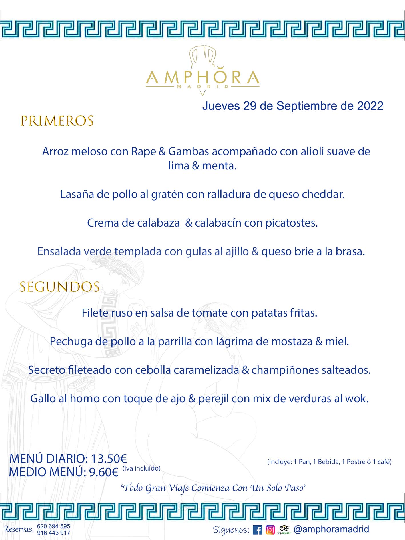 MENÚS DIARIOS MENÚS DEL DÍA. MENU DEL DIA DEL JUEVES 29 DE SEPTIEMBRE DE 2022 ALCORCÓN RESTAURANTE AMPHORA TERRAZA ALCORCÓN MADRID Av. Leganés, 54 28923 · Alcorcón · Madrid · España 91 644 39 17 620 694 595 https://youtu.be/HeULHal1yEY (Vea aquí nuestras instalaciones) https://www.amphoramadrid.com RESTAURANTE AMPHORA TERRAZA ALCORCÓN. MENUS FIN DE SEMANA ALCORCÓN, MENÚS DIARIOS ECONÓMICOS EN ALCORCÓN, MEJORES RESTAURANTES EN ALCORCÓN, TERRAZAS ALCORCON, COMER Y CENAR EN TERRAZA EN ALCORCÓN, RESTAURANTES CON TERRAZA, MEJORES TERRAZAS ALCORCÓN, COMER EN ALCORCON, RESTAURANTES GOURMET ALCORCÓN, MENUS FIN DE SEMANA ECONOMICOS ALCORCON, COMER AL AIRE LIBRE, MENUS ECONOMICOS ALCORCON, UNO DE LOS MEJORES RESTAURANTES DE ALCORCÓN Y ZONA SUR DE MADRID EN CALIDAD PRECIO. RESTAURANTE AMPHORA TERRAZA, ES UN ESPACIO GOURMET DONDE PODRÁ DEGUSTAR DEL MEJOR PRODUCTO CON UNA ELABORACIÓN CUIDADA Y CREATIVA. ADEMÁS, PODRÁ DISFRUTAR DE TODO TIPO DE BEBIDAS PREMIUM PREPARADAS POR NUESTRO BARTENDER, VERMUTS DELICIOSOS Y CERVEZAS DE CALIDAD, YA SEA EN EN EL INTERIOR DE NUESTRO RESTAURANTE O EN NUESTRA MARAVILLOSA TERRAZA. SOMOS POSIBLEMENTE UNO DE LOS MEJORES RESTAURANTES DE LA ZONA SUR EN RELACIÓN CALIDAD, PRECIO Y DECORACIÓN. #AMPHORAMADRID #TERRAZASALCORCÓN #MENUDELDIA #COMERENTERRAZA #MADRID #ALCORCÓN #TERRAZA #MENÚSDELDÍAALCORCÓN #MENÚDELDÍARESTAURANTES #COMERENALCORCÓN #MEJORESRESTAURANTESALCORCÓN #MENÚSECONÓMICOS #RESTAURANTESRECOMENDABLES #RESTAURANTESGOURMET #MENÚSECONÓMICOSALCORCÓN #COMERALAIRELIBRE #COMIDASCENASTERRAZASALCORCON #MENÚSDIARIOSALCORCÓN #MENÚDELDÍAHOY #CENARENTERRAZA #TERRAZASCONENCANTO #RESTAURANTESCONTERRAZA #CENARENALCORCÓN #MEJORESRESTAURANTES #RESTAURANTESCOPASALCORCÓN #COPASPREMIUMALCORCÓN #VERMUTALCORCÓN #GASTROBARALCORCÓN #CARNEBUEYALCORCONPARRILLABRASA #MENUECONÓMICO #GASTROBAR #MEJORTERRAZADEALCORCÓN #MENÚSVIERNESALCORCÓN #MENÚSABADOALCORCÓN #MENÚSDOMINGOALCORCÓN #MENÚSLUNESALCORCÓN #MENÚSMARTESALCORCÓN #MENÚSMIÉRCOLESALCORCÓN #MENÚSJUEVESALCORCÓN MEJOR CARNE A LA PARRILLA ALCORCÓN TOMAHAWK CARNE BUEY AUTÉNTICO ALCORCÓN RESTAURANTES PREMIUN LUJO COMIDA CREATIVA ELABORADA RESTAURANTE AMPHORA TERRAZA EN ALCORCÓN (MADRID) GASTROBAR ALCORCÓN MENÚS ECONÓMICOS DIARIOS DEL DÍA MENUS FIN DE SEMANA DE CALIDAD MEJOR MENÚ FIN DE SEMANA ALCORCÓN COMER CENAR EN TERRAZA TERRAZAS ZONA SUR COMIDAS AIRE LIBRE MEJOR CARNE PARRILLA ALCORCÓN. RESTAURANTES EVENTOS BODAS BAUTIZOS CUMPLEAÑOS COMUNIONES MENUS ESPECIALES GRUPOS EVENTOS ALCORCÓN MADRID SALONES CELEBRACIONES COMIDAS CENAS EMPRESAS ALCORCON