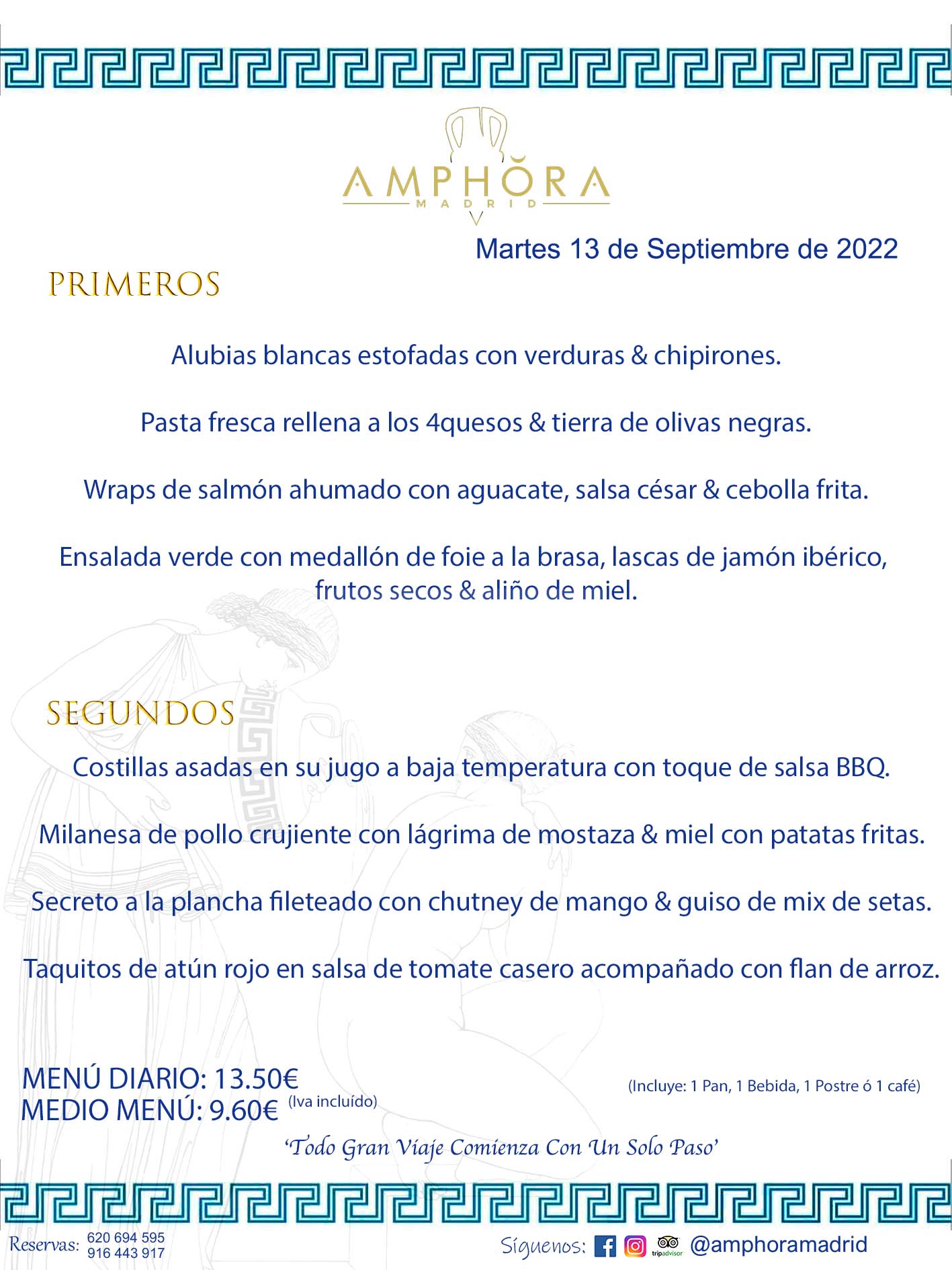 MENÚS DIARIOS MENÚS DEL DÍA. MENU DEL DIA DEL MARTES 13 DE SEPTIEMBRE DE 2022 ALCORCÓN RESTAURANTE AMPHORA TERRAZA ALCORCÓN MADRID Av. Leganés, 54 28923 · Alcorcón · Madrid · España 91 644 39 17 620 694 595 https://youtu.be/HeULHal1yEY (Vea aquí nuestras instalaciones) https://www.amphoramadrid.com RESTAURANTE AMPHORA TERRAZA ALCORCÓN. MENUS FIN DE SEMANA ALCORCÓN, MENÚS DIARIOS ECONÓMICOS EN ALCORCÓN, MEJORES RESTAURANTES EN ALCORCÓN, TERRAZAS ALCORCON, COMER Y CENAR EN TERRAZA EN ALCORCÓN, RESTAURANTES CON TERRAZA, MEJORES TERRAZAS ALCORCÓN, COMER EN ALCORCON, RESTAURANTES GOURMET ALCORCÓN, MENUS FIN DE SEMANA ECONOMICOS ALCORCON, COMER AL AIRE LIBRE, MENUS ECONOMICOS ALCORCON, UNO DE LOS MEJORES RESTAURANTES DE ALCORCÓN Y ZONA SUR DE MADRID EN CALIDAD PRECIO. RESTAURANTE AMPHORA TERRAZA, ES UN ESPACIO GOURMET DONDE PODRÁ DEGUSTAR DEL MEJOR PRODUCTO CON UNA ELABORACIÓN CUIDADA Y CREATIVA. ADEMÁS, PODRÁ DISFRUTAR DE TODO TIPO DE BEBIDAS PREMIUM PREPARADAS POR NUESTRO BARTENDER, VERMUTS DELICIOSOS Y CERVEZAS DE CALIDAD, YA SEA EN EN EL INTERIOR DE NUESTRO RESTAURANTE O EN NUESTRA MARAVILLOSA TERRAZA. SOMOS POSIBLEMENTE UNO DE LOS MEJORES RESTAURANTES DE LA ZONA SUR EN RELACIÓN CALIDAD, PRECIO Y DECORACIÓN. #AMPHORAMADRID #TERRAZASALCORCÓN #MENUDELDIA #COMERENTERRAZA #MADRID #ALCORCÓN #TERRAZA #MENÚSDELDÍAALCORCÓN #MENÚDELDÍARESTAURANTES #COMERENALCORCÓN #MEJORESRESTAURANTESALCORCÓN #MENÚSECONÓMICOS #RESTAURANTESRECOMENDABLES #RESTAURANTESGOURMET #MENÚSECONÓMICOSALCORCÓN #COMERALAIRELIBRE #COMIDASCENASTERRAZASALCORCON #MENÚSDIARIOSALCORCÓN #MENÚDELDÍAHOY #CENARENTERRAZA #TERRAZASCONENCANTO #RESTAURANTESCONTERRAZA #CENARENALCORCÓN #MEJORESRESTAURANTES #RESTAURANTESCOPASALCORCÓN #COPASPREMIUMALCORCÓN #VERMUTALCORCÓN #GASTROBARALCORCÓN #CARNEBUEYALCORCONPARRILLABRASA #MENUECONÓMICO #GASTROBAR #MEJORTERRAZADEALCORCÓN #MENÚSVIERNESALCORCÓN #MENÚSABADOALCORCÓN #MENÚSDOMINGOALCORCÓN #MENÚSLUNESALCORCÓN #MENÚSMARTESALCORCÓN #MENÚSMIÉRCOLESALCORCÓN #MENÚSJUEVESALCORCÓN MEJOR CARNE A LA PARRILLA ALCORCÓN TOMAHAWK CARNE BUEY AUTÉNTICO ALCORCÓN RESTAURANTES PREMIUN LUJO COMIDA CREATIVA ELABORADA RESTAURANTE AMPHORA TERRAZA EN ALCORCÓN (MADRID) GASTROBAR ALCORCÓN MENÚS ECONÓMICOS DIARIOS DEL DÍA MENUS FIN DE SEMANA DE CALIDAD MEJOR MENÚ FIN DE SEMANA ALCORCÓN COMER CENAR EN TERRAZA TERRAZAS ZONA SUR COMIDAS AIRE LIBRE MEJOR CARNE PARRILLA ALCORCÓN.