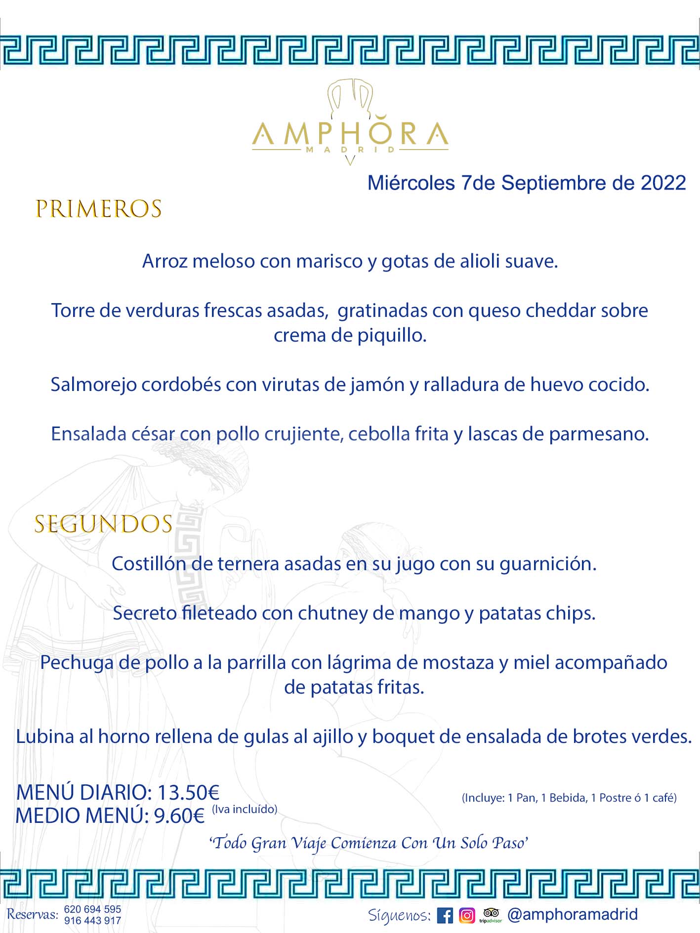 MENÚS DIARIOS MENÚS DEL DÍA. MENU DEL DIA DEL MIÉRCOLES 7 DE SEPTIEMBRE DE 2022 ALCORCÓN RESTAURANTE AMPHORA TERRAZA ALCORCÓN MADRID Av. Leganés, 54 28923 · Alcorcón · Madrid · España 91 644 39 17 620 694 595 https://youtu.be/HeULHal1yEY (Vea aquí nuestras instalaciones) https://www.amphoramadrid.com RESTAURANTE AMPHORA TERRAZA ALCORCÓN. MENUS FIN DE SEMANA ALCORCÓN, MENÚS DIARIOS ECONÓMICOS EN ALCORCÓN, MEJORES RESTAURANTES EN ALCORCÓN, TERRAZAS ALCORCON, COMER Y CENAR EN TERRAZA EN ALCORCÓN, RESTAURANTES CON TERRAZA, MEJORES TERRAZAS ALCORCÓN, COMER EN ALCORCON, RESTAURANTES GOURMET ALCORCÓN, MENUS FIN DE SEMANA ECONOMICOS ALCORCON, COMER AL AIRE LIBRE, MENUS ECONOMICOS ALCORCON, UNO DE LOS MEJORES RESTAURANTES DE ALCORCÓN Y ZONA SUR DE MADRID EN CALIDAD PRECIO. RESTAURANTE AMPHORA TERRAZA, ES UN ESPACIO GOURMET DONDE PODRÁ DEGUSTAR DEL MEJOR PRODUCTO CON UNA ELABORACIÓN CUIDADA Y CREATIVA. ADEMÁS, PODRÁ DISFRUTAR DE TODO TIPO DE BEBIDAS PREMIUM PREPARADAS POR NUESTRO BARTENDER, VERMUTS DELICIOSOS Y CERVEZAS DE CALIDAD, YA SEA EN EN EL INTERIOR DE NUESTRO RESTAURANTE O EN NUESTRA MARAVILLOSA TERRAZA. SOMOS POSIBLEMENTE UNO DE LOS MEJORES RESTAURANTES DE LA ZONA SUR EN RELACIÓN CALIDAD, PRECIO Y DECORACIÓN. #AMPHORAMADRID #TERRAZASALCORCÓN #MENUDELDIA #COMERENTERRAZA #MADRID #ALCORCÓN #TERRAZA #MENÚSDELDÍAALCORCÓN #MENÚDELDÍARESTAURANTES #COMERENALCORCÓN #MEJORESRESTAURANTESALCORCÓN #MENÚSECONÓMICOS #RESTAURANTESRECOMENDABLES #RESTAURANTESGOURMET #MENÚSECONÓMICOSALCORCÓN #COMERALAIRELIBRE #COMIDASCENASTERRAZASALCORCON #MENÚSDIARIOSALCORCÓN #MENÚDELDÍAHOY #CENARENTERRAZA #TERRAZASCONENCANTO #RESTAURANTESCONTERRAZA #CENARENALCORCÓN #MEJORESRESTAURANTES #RESTAURANTESCOPASALCORCÓN #COPASPREMIUMALCORCÓN #VERMUTALCORCÓN #GASTROBARALCORCÓN #CARNEBUEYALCORCONPARRILLABRASA #MENUECONÓMICO #GASTROBAR #MEJORTERRAZADEALCORCÓN #MENÚSVIERNESALCORCÓN #MENÚSABADOALCORCÓN #MENÚSDOMINGOALCORCÓN #MENÚSLUNESALCORCÓN #MENÚSMARTESALCORCÓN #MENÚSMIÉRCOLESALCORCÓN #MENÚSJUEVESALCORCÓN MEJOR CARNE A LA PARRILLA ALCORCÓN TOMAHAWK CARNE BUEY AUTÉNTICO ALCORCÓN RESTAURANTES PREMIUN LUJO COMIDA CREATIVA ELABORADA RESTAURANTE AMPHORA TERRAZA EN ALCORCÓN (MADRID) GASTROBAR ALCORCÓN MENÚS ECONÓMICOS DIARIOS DEL DÍA MENUS FIN DE SEMANA DE CALIDAD MEJOR MENÚ FIN DE SEMANA ALCORCÓN COMER CENAR EN TERRAZA TERRAZAS ZONA SUR COMIDAS AIRE LIBRE MEJOR CARNE PARRILLA ALCORCÓN.