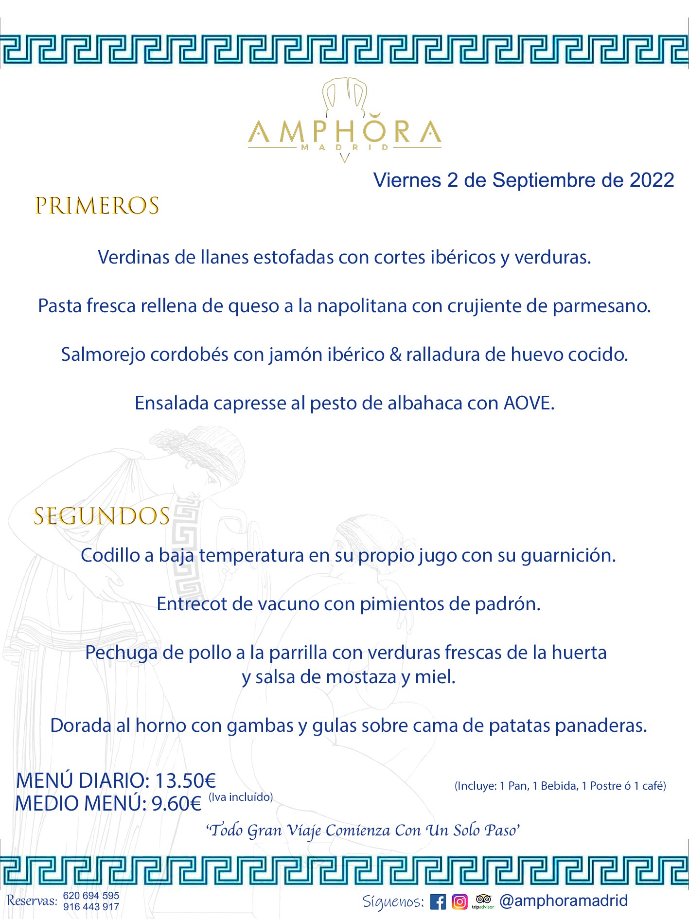 MENÚS DIARIOS MENÚS DEL DÍA. MENU DEL DIA DEL VIERNES 2 DE SEPTIEMBRE DE 2022 ALCORCÓN RESTAURANTE AMPHORA TERRAZA ALCORCÓN MADRID Av. Leganés, 54 28923 · Alcorcón · Madrid · España 91 644 39 17 620 694 595 https://youtu.be/HeULHal1yEY (Vea aquí nuestras instalaciones) https://www.amphoramadrid.com RESTAURANTE AMPHORA TERRAZA ALCORCÓN. MENUS FIN DE SEMANA ALCORCÓN, MENÚS DIARIOS ECONÓMICOS EN ALCORCÓN, MEJORES RESTAURANTES EN ALCORCÓN, TERRAZAS ALCORCON, COMER Y CENAR EN TERRAZA EN ALCORCÓN, RESTAURANTES CON TERRAZA, MEJORES TERRAZAS ALCORCÓN, COMER EN ALCORCON, RESTAURANTES GOURMET ALCORCÓN, MENUS FIN DE SEMANA ECONOMICOS ALCORCON, COMER AL AIRE LIBRE, MENUS ECONOMICOS ALCORCON, UNO DE LOS MEJORES RESTAURANTES DE ALCORCÓN Y ZONA SUR DE MADRID EN CALIDAD PRECIO. RESTAURANTE AMPHORA TERRAZA, ES UN ESPACIO GOURMET DONDE PODRÁ DEGUSTAR DEL MEJOR PRODUCTO CON UNA ELABORACIÓN CUIDADA Y CREATIVA. ADEMÁS, PODRÁ DISFRUTAR DE TODO TIPO DE BEBIDAS PREMIUM PREPARADAS POR NUESTRO BARTENDER, VERMUTS DELICIOSOS Y CERVEZAS DE CALIDAD, YA SEA EN EN EL INTERIOR DE NUESTRO RESTAURANTE O EN NUESTRA MARAVILLOSA TERRAZA. SOMOS POSIBLEMENTE UNO DE LOS MEJORES RESTAURANTES DE LA ZONA SUR EN RELACIÓN CALIDAD, PRECIO Y DECORACIÓN. #AMPHORAMADRID #TERRAZASALCORCÓN #MENUDELDIA #COMERENTERRAZA #MADRID #ALCORCÓN #TERRAZA #MENÚSDELDÍAALCORCÓN #MENÚDELDÍARESTAURANTES #COMERENALCORCÓN #MEJORESRESTAURANTESALCORCÓN #MENÚSECONÓMICOS #RESTAURANTESRECOMENDABLES #RESTAURANTESGOURMET #MENÚSECONÓMICOSALCORCÓN #COMERALAIRELIBRE #COMIDASCENASTERRAZASALCORCON #MENÚSDIARIOSALCORCÓN #MENÚDELDÍAHOY #CENARENTERRAZA #TERRAZASCONENCANTO #RESTAURANTESCONTERRAZA #CENARENALCORCÓN #MEJORESRESTAURANTES #RESTAURANTESCOPASALCORCÓN #COPASPREMIUMALCORCÓN #VERMUTALCORCÓN #GASTROBARALCORCÓN #CARNEBUEYALCORCONPARRILLABRASA #MENUECONÓMICO #GASTROBAR #MEJORTERRAZADEALCORCÓN #MENÚSVIERNESALCORCÓN #MENÚSABADOALCORCÓN #MENÚSDOMINGOALCORCÓN #MENÚSLUNESALCORCÓN #MENÚSMARTESALCORCÓN #MENÚSMIÉRCOLESALCORCÓN #MENÚSJUEVESALCORCÓN MEJOR CARNE A LA PARRILLA ALCORCÓN TOMAHAWK CARNE BUEY AUTÉNTICO ALCORCÓN RESTAURANTES PREMIUN LUJO COMIDA CREATIVA ELABORADA RESTAURANTE AMPHORA TERRAZA EN ALCORCÓN (MADRID) GASTROBAR ALCORCÓN MENÚS ECONÓMICOS DIARIOS DEL DÍA MENUS FIN DE SEMANA DE CALIDAD MEJOR MENÚ FIN DE SEMANA ALCORCÓN COMER CENAR EN TERRAZA TERRAZAS ZONA SUR COMIDAS AIRE LIBRE MEJOR CARNE PARRILLA ALCORCÓN.