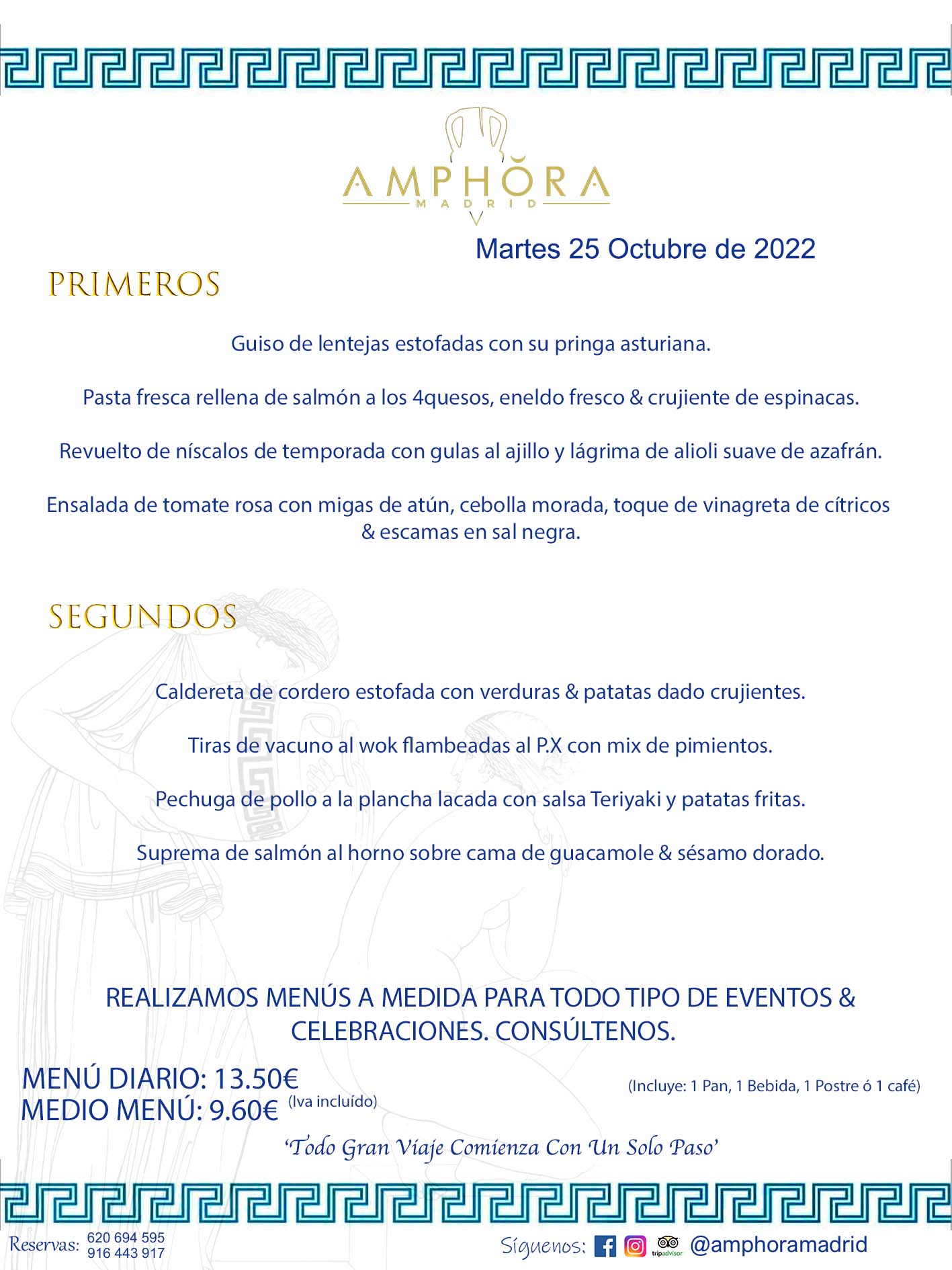 MENÚS DIARIOS MENÚS DEL DÍA. MENU DEL DIA DEL MARTES 25 DE OCTUBRE DE 2022 ALCORCÓN RESTAURANTE AMPHORA TERRAZA ALCORCÓN MADRID Av. Leganés, 54 28923 · Alcorcón · Madrid · España 91 644 39 17 620 694 595 https://youtu.be/HeULHal1yEY (Vea aquí nuestras instalaciones) https://www.amphoramadrid.com RESTAURANTE AMPHORA TERRAZA ALCORCÓN. MENUS FIN DE SEMANA ALCORCÓN, MENÚS DIARIOS ECONÓMICOS EN ALCORCÓN, MEJORES RESTAURANTES EN ALCORCÓN, TERRAZAS ALCORCON, COMER Y CENAR EN TERRAZA EN ALCORCÓN, RESTAURANTES CON TERRAZA, MEJORES TERRAZAS ALCORCÓN, COMER EN ALCORCON, RESTAURANTES GOURMET ALCORCÓN, MENUS FIN DE SEMANA ECONOMICOS ALCORCON, COMER AL AIRE LIBRE, MENUS ECONOMICOS ALCORCON, UNO DE LOS MEJORES RESTAURANTES DE ALCORCÓN Y ZONA SUR DE MADRID EN CALIDAD PRECIO. RESTAURANTE AMPHORA TERRAZA, ES UN ESPACIO GOURMET DONDE PODRÁ DEGUSTAR DEL MEJOR PRODUCTO CON UNA ELABORACIÓN CUIDADA Y CREATIVA. ADEMÁS, PODRÁ DISFRUTAR DE TODO TIPO DE BEBIDAS PREMIUM PREPARADAS POR NUESTRO BARTENDER, VERMUTS DELICIOSOS Y CERVEZAS DE CALIDAD, YA SEA EN EN EL INTERIOR DE NUESTRO RESTAURANTE O EN NUESTRA MARAVILLOSA TERRAZA. SOMOS POSIBLEMENTE UNO DE LOS MEJORES RESTAURANTES DE LA ZONA SUR EN RELACIÓN CALIDAD, PRECIO Y DECORACIÓN. #AMPHORAMADRID #TERRAZASALCORCÓN #MENUDELDIA #COMERENTERRAZA #MADRID #ALCORCÓN #TERRAZA #MENÚSDELDÍAALCORCÓN #MENÚDELDÍARESTAURANTES #COMERENALCORCÓN #MEJORESRESTAURANTESALCORCÓN #MENÚSECONÓMICOS #RESTAURANTESRECOMENDABLES #RESTAURANTESGOURMET #MENÚSECONÓMICOSALCORCÓN #COMERALAIRELIBRE #COMIDASCENASTERRAZASALCORCON #MENÚSDIARIOSALCORCÓN #MENÚDELDÍAHOY #CENARENTERRAZA #TERRAZASCONENCANTO #RESTAURANTESCONTERRAZA #CENARENALCORCÓN #MEJORESRESTAURANTES #RESTAURANTESCOPASALCORCÓN #COPASPREMIUMALCORCÓN #VERMUTALCORCÓN #GASTROBARALCORCÓN #CARNEBUEYALCORCONPARRILLABRASA #MENUECONÓMICO #GASTROBAR #MEJORTERRAZADEALCORCÓN #MENÚSVIERNESALCORCÓN #MENÚSABADOALCORCÓN #MENÚSDOMINGOALCORCÓN #MENÚSLUNESALCORCÓN #MENÚSMARTESALCORCÓN #MENÚSMIÉRCOLESALCORCÓN #MENÚSJUEVESALCORCÓN MEJOR CARNE A LA PARRILLA ALCORCÓN TOMAHAWK CARNE BUEY AUTÉNTICO ALCORCÓN RESTAURANTES PREMIUN LUJO COMIDA CREATIVA ELABORADA RESTAURANTE AMPHORA TERRAZA EN ALCORCÓN (MADRID) GASTROBAR ALCORCÓN MENÚS ECONÓMICOS DIARIOS DEL DÍA MENUS FIN DE SEMANA DE CALIDAD MEJOR MENÚ FIN DE SEMANA ALCORCÓN COMER CENAR EN TERRAZA TERRAZAS ZONA SUR COMIDAS AIRE LIBRE MEJOR CARNE PARRILLA ALCORCÓN. RESTAURANTES EVENTOS BODAS BAUTIZOS CUMPLEAÑOS COMUNIONES MENUS ESPECIALES GRUPOS EVENTOS ALCORCÓN MADRID SALONES CELEBRACIONES COMIDAS CENAS EMPRESAS ALCORCON